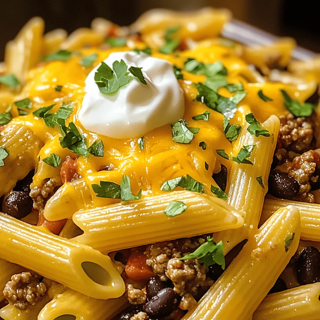 To make Cowboy Pasta, gather these key items: - 8 oz penne pasta - 1 lb ground beef - 1 can (15 oz) black beans, rinsed and drained - 1 can (15 oz) diced tomatoes with green chilies - 1 cup corn (frozen or canned) - 1 medium onion, chopped - 2 cloves garlic, minced - 2 tablespoons chili powder - 1 teaspoon smoked paprika - 1 teaspoon cumin - 1 teaspoon salt - ½ teaspoon black pepper - 1 cup shredded cheddar cheese - 2 tablespoons olive oil