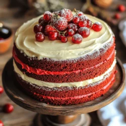 To make a delightful red velvet cake, you need specific ingredients. Here’s what you’ll need: - 2 ½ cups all-purpose flour - 1 ½ cups granulated sugar - 1 cup vegetable oil - 1 cup buttermilk, at room temperature - 3 large eggs, at room temperature - 2 tablespoons red food coloring - 1 teaspoon vanilla extract - 1 teaspoon baking soda - 1 teaspoon salt - 1 tablespoon white vinegar - ½ cup unsweetened cocoa powder For the frosting, gather these: - 8 oz cream cheese, softened - ½ cup unsalted butter, softened - 4 cups powdered sugar - 1 teaspoon vanilla extract - 1-2 tablespoons milk (if needed for consistency) Sometimes, you may not have all the ingredients. Here are some easy swaps: - Buttermilk: Use regular milk mixed with a teaspoon of vinegar or lemon juice. Let it sit for 5 minutes. - Vegetable oil: You can use canola oil or melted coconut oil. - Granulated sugar: Brown sugar can work too, but it will give a different taste. - Cream cheese: If you can't find cream cheese, try mascarpone or ricotta for the frosting. Using fresh ingredients is key for a tasty cake. Fresh eggs create a fluffier texture. New baking soda helps the cake rise well. Fresh cream cheese makes the frosting smooth and creamy. Always check the expiry dates. This helps ensure your cake turns out moist, rich, and flavorful. Plus, fresh ingredients boost the cake's color and taste. Trust me, it makes a big difference! First, gather all your ingredients. You need flour, sugar, cocoa, and more. Start by preheating your oven to 350°F (175°C). Grease and flour two 9-inch cake pans. In a medium bowl, whisk the flour, cocoa powder, baking soda, and salt until mixed. This step helps to ensure even mixing. In a large bowl, mix the vegetable oil and sugar. Beat them together until smooth. Next, add the eggs one at a time, mixing well after each. Now, pour in the buttermilk, vanilla, red food coloring, and vinegar. Stir until everything is smooth. Gradually add the dry mixture to the wet one. Mix gently until just combined. Be careful not to overmix; it can make the cake tough. Divide the batter evenly between the two pans. Bake for 25 to 30 minutes. Use a toothpick to check if they’re done. Insert it into the center. If it comes out clean, your cakes are ready. Let them cool in the pans for about 10 minutes. After that, transfer them to a wire rack to cool completely. While the cakes cool, let’s make the frosting. In a mixing bowl, beat the softened cream cheese and butter. Mix until it’s smooth and creamy. Gradually add the powdered sugar and vanilla. Keep mixing until there are no lumps. If your frosting is too thick, add milk a little at a time. Mix until you reach your desired consistency. Once your cakes are cool, it's time to assemble. Place one layer on a platter. Spread a nice layer of cream cheese frosting on top. Put the second layer on top and frost the top and sides. For a special touch, you can decorate with crumbs or fresh berries. Now, you’re ready to enjoy this decadent red velvet cake. For the full recipe, check out the recipe section! To get that deep red color, use high-quality red food coloring. Brands vary, so choose one that gives a bold hue. Mix the red food coloring into your wet ingredients. This helps spread the color evenly. Remember, the cocoa powder also impacts the shade. Use unsweetened cocoa powder for the best results. Too much cocoa can darken the cake. A moist cake starts with the right balance of wet and dry ingredients. Use buttermilk for a rich flavor and soft texture. Make sure your eggs are at room temperature; this helps them blend better. Don’t overmix the batter; fold gently until combined. Overmixing can lead to a tough cake. Also, check the cakes early in the oven. They should spring back when lightly touched. For a smooth frosting layer, chill your cakes for a bit before frosting. This helps keep the crumbs in place. Use a spatula to spread the cream cheese frosting evenly. For a sleek look, dip your spatula in hot water, then wipe it dry. This warms the spatula and helps smooth the frosting. Don’t forget to decorate! A sprinkle of crumbs or fresh berries adds flair. For the full recipe, check out the complete guide. {{image_2}} Cream cheese frosting is a classic choice for red velvet cake. It adds a tangy flavor that balances the sweetness of the cake. The creamy texture also pairs well with the cake's moist layers. If you want a sweeter option, try buttercream frosting. Buttercream is smooth and rich, making it a crowd favorite. You can even mix both to create a unique frosting blend! Want to switch things up? You can add different flavors to your red velvet cake. Consider mixing in a teaspoon of almond extract for a nutty taste. Or, try adding orange zest for a bright, citrusy twist. You can also incorporate chocolate chips for a fun surprise in every bite. These add-ins make the cake more personal and exciting. Presentation matters when serving red velvet cake. For a simple look, dust the top with powdered sugar. For a more festive vibe, add fresh berries on top. You can also pipe extra frosting around the edges for a beautiful finish. Consider using edible flowers for a stunning effect. If you want something fun, sprinkle some crushed cookies on top. Get creative with your decorations to impress your guests! For the full recipe, check out the [Full Recipe]. To keep your red velvet cake fresh, wrap it well. Use plastic wrap or place it in an airtight container. Store it in the fridge for up to five days. This helps keep the cake moist and tasty. If you want to enjoy it later, freezing is a great option. You can freeze your red velvet cake for later. First, let it cool completely. Next, wrap each layer in plastic wrap. Then, place the wrapped layers in a freezer bag. This keeps out air and prevents freezer burn. Your cake can stay in the freezer for up to three months. When you’re ready to eat the frozen cake, take it out of the freezer. Remove the plastic wrap but leave it in the bag. Let it thaw in the fridge overnight. This helps keep the cake moist. Once it’s fully thawed, frost it if needed, and serve it fresh. Enjoy the deliciousness! For the full recipe, check out the entire guide. Red velvet cake stands out for its bright red color and soft texture. The cake has a mild cocoa flavor, which is unique. The blend of buttermilk and vinegar adds a slight tang that makes it special. This cake is often paired with cream cheese frosting, which enhances its taste and richness. The visual appeal and flavor balance make it a favorite at celebrations. Yes, you can make red velvet cake without buttermilk. You can use plain yogurt or sour cream as a substitute. Another option is to mix milk with a bit of vinegar or lemon juice. This mix will mimic the tangy flavor of buttermilk. Keep in mind, the cake's texture may change slightly, but it will still taste great. If your cake is too dry, try reducing the baking time. You can also add more wet ingredients, like buttermilk or oil. If the cake is too dense, ensure you did not overmix the batter. Always check your oven temperature with an oven thermometer. This will help you bake at the right heat. - Where to Buy Red Velvet Cake? You can find red velvet cake at many bakeries and grocery stores. Look for local shops that specialize in cakes. Many places offer custom orders if you want a special design. Online delivery services also offer red velvet cake from popular bakeries. You can enjoy this sweet treat without baking it yourself! Red velvet cake is a blend of rich flavors and textures that many love. We explored its key ingredients, how to prepare the cake, and tips for perfecting it. Using fresh ingredients can really boost taste. Variations like different frostings and add-ins can make your cake unique. Finally, knowing how to store leftovers ensures you enjoy every bite. Remember, baking is about fun and creativity. Enjoy making and sharing this delicious cake!