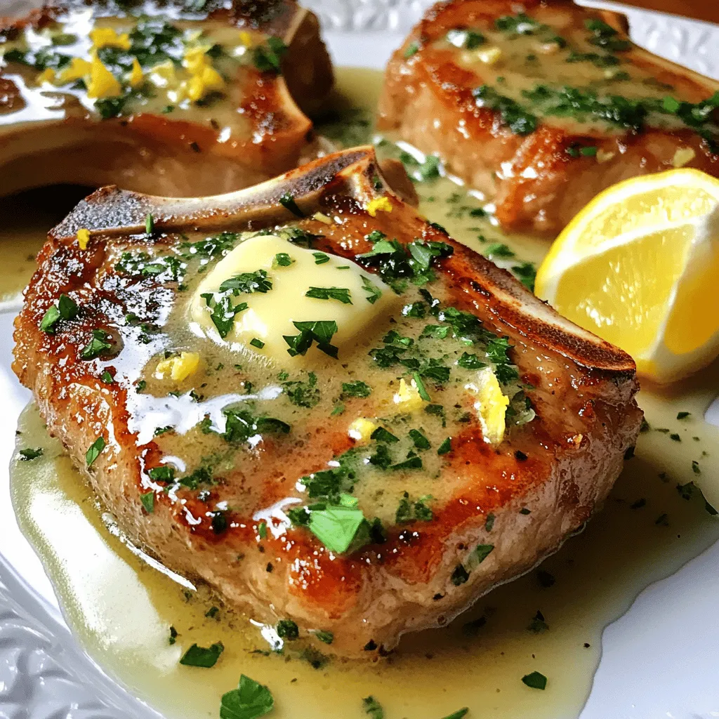 - 4 bone-in pork chops (about 1 inch thick) - 4 cloves garlic, minced - 2 tablespoons olive oil - 1 teaspoon smoked paprika - 1 teaspoon dried oregano - 1 teaspoon salt - ½ teaspoon black pepper - ½ cup chicken broth - 2 tablespoons unsalted butter - 2 tablespoons fresh parsley, chopped - Zest of 1 lemon