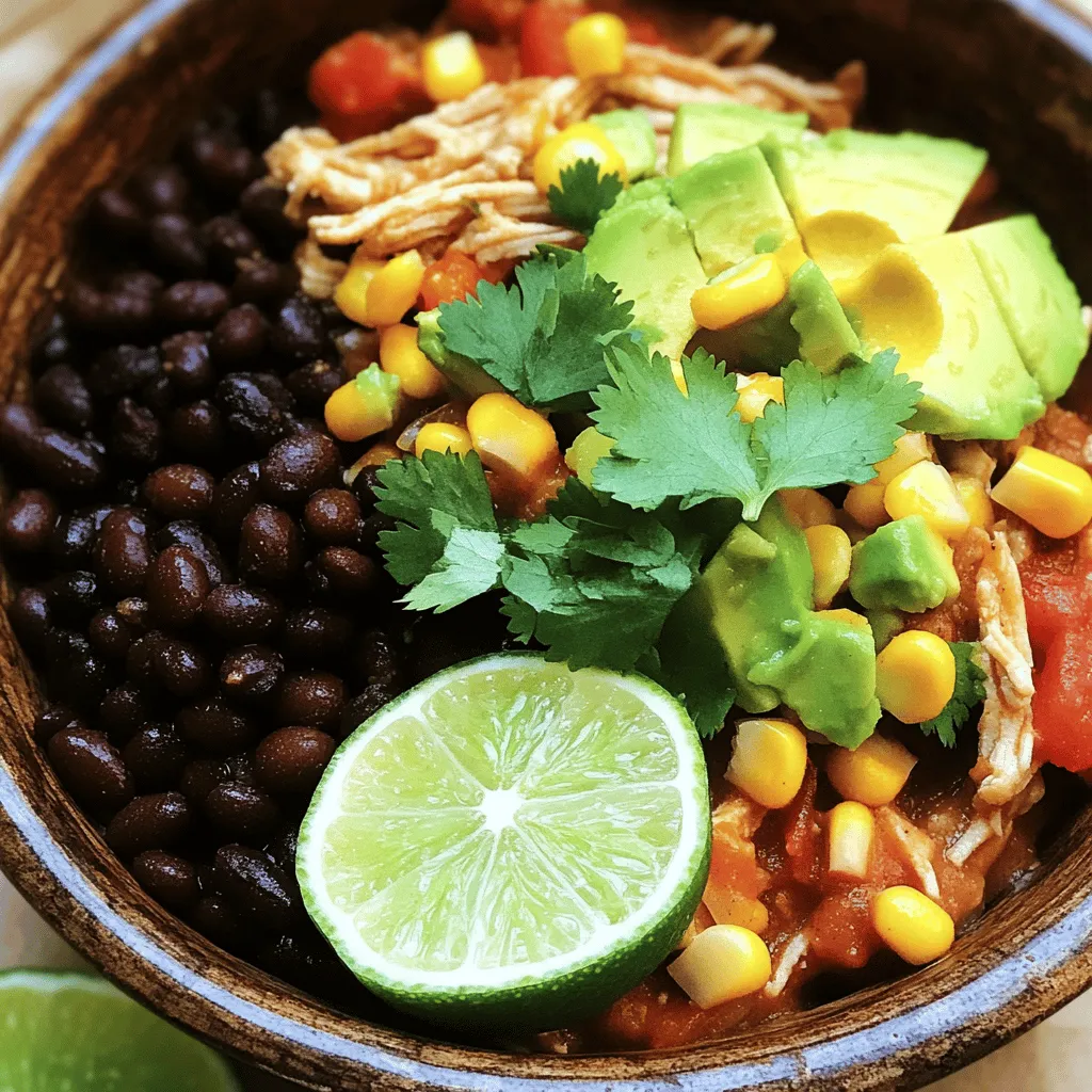 - 2 lbs boneless, skinless chicken breasts - 1 can (15 oz) black beans, rinsed and drained - 1 can (15 oz) corn, drained