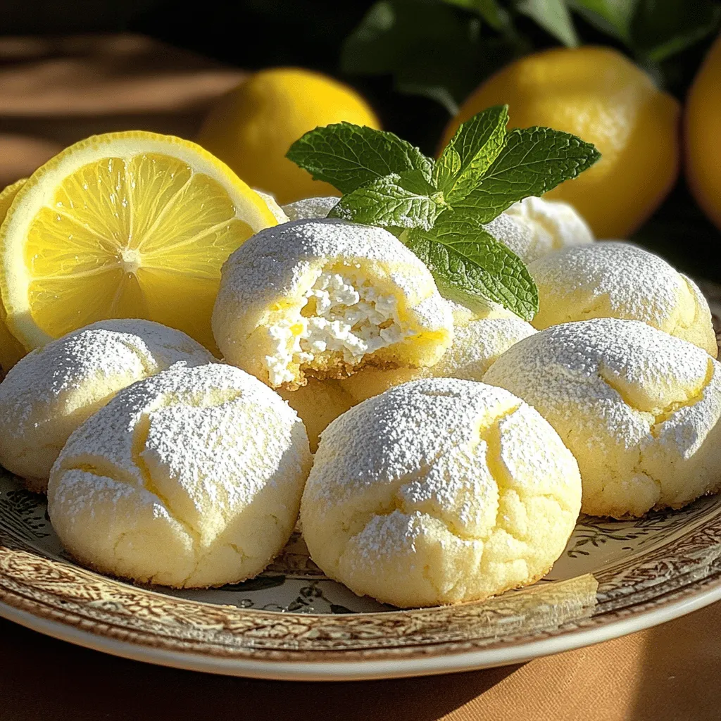 To make lemon ricotta cookies, gather these items: - 1 cup ricotta cheese - 1/2 cup unsalted butter, softened - 1 cup granulated sugar - 1 large egg - Zest of 2 lemons - 2 tablespoons fresh lemon juice - 2 cups all-purpose flour - 1 teaspoon baking powder - 1/2 teaspoon baking soda - 1/4 teaspoon salt - Powdered sugar for dusting (optional) If you want to boost the flavor, consider adding: - 1 teaspoon vanilla extract for warmth - 1/2 cup chopped nuts for crunch - 1/2 cup dried cranberries or raisins for sweetness If you need to swap out any ingredients, here are good alternatives: - Use cottage cheese instead of ricotta for a different texture. - Swap unsalted butter with coconut oil for a dairy-free option. - Replace granulated sugar with coconut sugar for a richer flavor. - For gluten-free cookies, use almond flour or a gluten-free flour blend. Using these ingredients and options can make your cookies unique and special. Don't forget to check the Full Recipe for more guidance! To make lemon ricotta cookies, gather your ingredients first. It helps to have everything ready. You will need ricotta cheese, butter, sugar, an egg, lemon zest, lemon juice, flour, baking powder, baking soda, and salt. Don’t forget the optional powdered sugar for dusting! 1. Preheat your oven to 350°F (175°C). This step is key for even baking. 2. Line a baking sheet with parchment paper. This keeps the cookies from sticking. 3. In a large bowl, mix the softened butter and granulated sugar. Use an electric mixer on medium speed. Beat until light and fluffy, about 3-4 minutes. 4. Next, add the ricotta cheese, egg, lemon zest, and lemon juice. Mix until well combined. 5. In another bowl, whisk together the flour, baking powder, baking soda, and salt. 6. Gradually add the dry mix to the wet mix. Stir until just combined. Be careful not to over-mix so the cookies stay soft. 7. Use a cookie scoop or a tablespoon to drop dough onto the prepared baking sheet. Space them about 2 inches apart. 8. Bake for 12-15 minutes. The edges should be lightly golden, and the centers should look a bit under-baked. 9. Once baked, let the cookies cool on the baking sheet for about 5 minutes. Then transfer them to a wire rack to cool completely. 10. If you like, dust the cookies with powdered sugar for a sweet finish. Watch the cookies closely as they bake. The edges will turn golden brown first. The centers may look soft, which is okay. They will firm up as they cool. If you want a softer cookie, take them out a minute early. Enjoy making these delightful treats! For the full recipe, check out the recipe section. One big mistake is over-mixing the dough. When you mix too much, the cookies can turn out tough. Aim to mix just until you see no dry flour. Another mistake is using cold butter. Softened butter helps create a light and airy texture. Make sure it's at room temperature before you start. To get that soft and chewy texture, ricotta cheese is key. It adds moisture and creaminess. Also, don't skip chilling the dough. Chilling helps the cookies hold their shape. If you want a denser cookie, use a bit less flour. Use a stand mixer or hand mixer for mixing. This makes it easier to get a good blend. When baking, keep an eye on the time. Cookies should be golden at the edges but still soft in the middle. I suggest checking them a minute early to avoid over-baking. For a fun twist, try dusting your cookies with powdered sugar. It adds a nice finish and extra sweetness. For the full recipe, check the section above. {{image_2}} Lemon ricotta cookies are great on their own. However, you can add fun flavors! Try mixing in orange zest for a bright twist. This adds a sweet and tangy taste. You can also add chocolate chips for a rich flavor. Just fold in half a cup of your favorite chocolate chips. If you need gluten-free cookies, swap the all-purpose flour for a gluten-free mix. Make sure the mix works well in baking recipes. For a vegan version, use a flax egg instead of the large egg. Combine one tablespoon of ground flaxseed with three tablespoons of water. Let it sit for a few minutes until it thickens. You can also use coconut oil instead of butter for a tasty dairy-free option. Add spices to match the season! For fall, mix in cinnamon or nutmeg. This gives your cookies a warm flavor. In winter, consider adding ginger for a festive touch. You can also use vanilla extract for extra sweetness. These additions make your cookies fun for any holiday gathering. For the full recipe of these delightful treats, check out the recipe above. To keep your lemon ricotta cookies soft, store them in an airtight container. Line the bottom with parchment paper to absorb moisture. Layer cookies with parchment between them to prevent sticking. Place the container in a cool, dry spot away from direct sunlight. This will help maintain their lovely texture. You can freeze lemon ricotta cookies for later. First, let them cool completely. Then, place them in a single layer on a baking sheet. Freeze until solid, about 1-2 hours. After freezing, transfer the cookies to a freezer-safe bag. Remove as much air as possible before sealing. They will stay fresh for up to three months. These cookies stay fresh for about a week at room temperature. If you want them to last longer, freezing is best. To revive the cookies, thaw them in the fridge overnight. You can also warm them in the oven for a few minutes. This will bring back their soft, delightful texture. Enjoy them as a treat any time! Lemon ricotta cookies are soft, cake-like treats. They use ricotta cheese to add moisture. The cookies have bright lemon flavor from zest and juice. This gives them a fresh taste. They are perfect for any occasion, from tea time to family gatherings. To keep your cookies soft and chewy, use ricotta cheese. This ingredient adds moisture. Do not overbake them; look for a light golden edge. The centers should look slightly undercooked. Remove them from the oven and let them cool on the baking sheet. This extra time helps them stay soft. Yes, you can make lemon ricotta cookies ahead of time. Prepare the dough and store it in the fridge. You can chill it for up to 3 days. When ready to bake, scoop the dough and bake as usual. You can also bake the cookies and store them in an airtight container. Serve lemon ricotta cookies on a decorative plate. Dust them with powdered sugar for a sweet touch. You can also add lemon slices or mint for a pretty look. They pair well with tea or coffee, making them perfect for gatherings. To avoid overmixing, combine the wet and dry ingredients gently. Mix until just combined; lumps are okay. Overmixing can make the cookies tough. I recommend using a spatula instead of a mixer for this step. This keeps your cookies light and fluffy. For the full recipe, check out the details above. Lemon ricotta cookies are fun and tasty to make. We covered the key ingredients, from basic to optional ones. The step-by-step guide simplifies baking, helping you avoid common mistakes. Flavor variations let you get creative, and storage tips keep your cookies fresh. Remember, small changes can have big effects on taste and texture. So, whether you're baking for yourself or others, enjoy every bite of your lemon ricotta cookies!