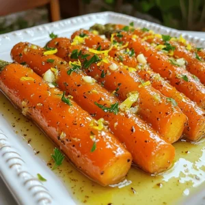 - 1 lb baby carrots (or regular carrots, peeled and cut into sticks) - 3 tablespoons olive oil - 4 cloves garlic, minced - 1 teaspoon lemon zest - 3 tablespoons fresh lemon juice