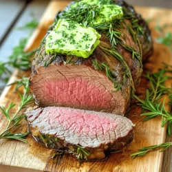 To make this roast, you need these key items: - 2 lb beef tenderloin roast - 1/2 cup unsalted butter, softened - 4 cloves garlic, minced - 2 tablespoons fresh rosemary, chopped - 2 tablespoons fresh thyme, chopped - 2 tablespoons fresh parsley, chopped - Salt to taste - Black pepper to taste