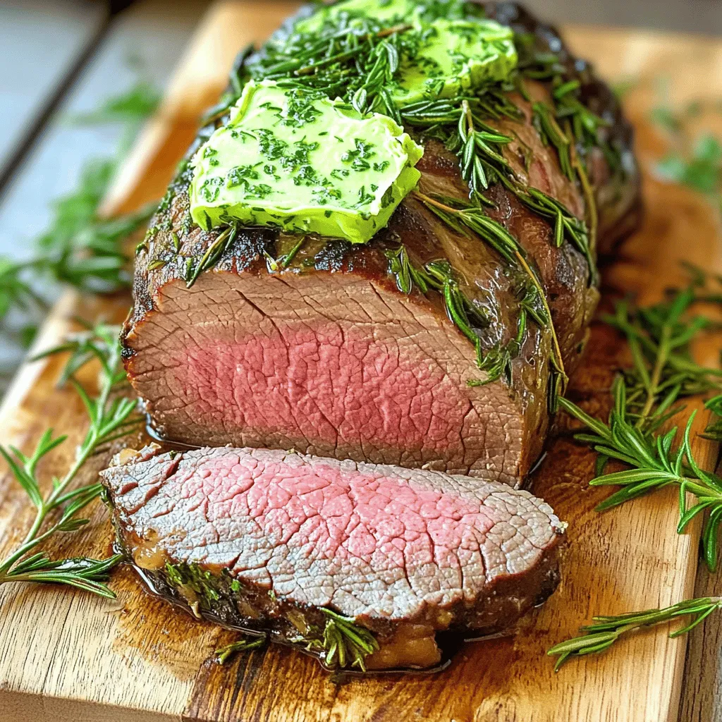 To make this roast, you need these key items: - 2 lb beef tenderloin roast - 1/2 cup unsalted butter, softened - 4 cloves garlic, minced - 2 tablespoons fresh rosemary, chopped - 2 tablespoons fresh thyme, chopped - 2 tablespoons fresh parsley, chopped - Salt to taste - Black pepper to taste