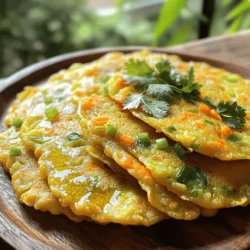 - 1 cup chickpea flour (besan) - 1 cup water - 1 teaspoon baking powder - Additional spices and seasonings I love using chickpea flour in my pancakes. It gives them a nutty taste and a great texture. Chickpea flour, also known as besan, is high in protein and fiber. It helps keep you full and satisfied. To make the batter, mix the chickpea flour, water, and baking powder in a bowl. You can add spices like turmeric or cumin for extra flavor. - 1/4 cup finely chopped green onion - 1/4 cup grated carrot - 2 tablespoons chopped fresh coriander (cilantro) For a colorful twist, I like to add some veggies. Green onions add a mild onion flavor. Grated carrot gives a nice crunch and sweetness. Fresh coriander adds a bright, herby taste. These add-ins make the pancakes more fun and nutritious. - 2 tablespoons olive oil (for cooking) Using olive oil for cooking helps the pancakes crisp up nicely. It also adds a rich flavor. I heat the skillet over medium heat before adding the oil. This way, the pancakes cook evenly and stay golden brown. You can find the Full Recipe to guide you through making these easy and delicious pancakes. To start, mix the dry ingredients and water. In a bowl, combine 1 cup of chickpea flour, 1 teaspoon of baking powder, 1/2 teaspoon of turmeric, 1/2 teaspoon of cumin, 1/2 teaspoon of black pepper, and 1/4 teaspoon of salt. Gradually add 1 cup of water while whisking. This helps create a smooth batter. Make sure there are no lumps. You want a consistency that is thick but pourable. Letting the batter rest is very important. Rest the batter for about 10 minutes. This step allows the chickpea flour to absorb the water. It helps improve the texture of your pancakes. A rested batter will yield a softer, fluffier pancake. The flavors also meld together during this time, making every bite delicious. Next, heat a skillet over medium heat. Add a little olive oil to the pan. You want just enough oil to coat the bottom. Pour about 1/4 cup of batter into the skillet. Spread it gently to form a round shape. Cook for about 3-4 minutes. Look for dry edges and a golden brown bottom. When it’s time to flip, use a spatula to lift the pancake carefully. Cook the other side for another 2-3 minutes until it turns golden brown too. Repeat this process with the remaining batter. Add more oil as needed to prevent sticking. For a complete guide, check the Full Recipe. To get the right texture, first, avoid adding too much water. The batter should be thick, not runny. A good rule is to use equal parts chickpea flour and water. This ratio helps keep the pancakes fluffy. Let the batter rest for about 10 minutes. This rest time helps the flour absorb the water. It also makes the pancakes softer. If your batter seems too thick after resting, you can add a little water to loosen it. To make your pancakes even tastier, try adding spices. Turmeric and cumin are great choices. They add warmth and depth. You can also add garlic powder or chili flakes for extra kick. Fresh herbs like coriander or parsley mix well, too. For toppings, think outside the box! You can serve these pancakes with yogurt, avocado, or a spicy sauce. A drizzle of olive oil enhances flavor and adds richness. Sliced tomatoes or cucumber make great sides, too. Chickpea flour pancakes go well with many dips and sauces. Try them with a tangy yogurt dip or a fresh salsa. A spicy chutney can add a nice kick, too. For sides, you might pair them with a light salad or steamed veggies. A simple green salad with lemon dressing balances the meal. These combinations make a wholesome dish that everyone will enjoy. For the full recipe, check out the Chickpea Flour Pancakes section above. {{image_2}} Chickpea flour is naturally gluten-free, making it a great choice. If you want to switch things up, try using other gluten-free flours. Almond flour or rice flour can work well. You can mix these with chickpea flour for a unique taste and texture. This helps to keep your pancakes light and fluffy while offering a new flavor twist. For vegan pancakes, you might need a binding agent. Instead of eggs, you can use ground flaxseed or chia seeds. Just mix one tablespoon of either with three tablespoons of water and let it sit for a few minutes. This creates a gel-like substance that acts like an egg. When it comes to toppings, skip the yogurt and go for coconut yogurt or a drizzle of maple syrup. These add sweetness without dairy. You can also try almond butter for a nutty flavor. You can make your chickpea flour pancakes savory or sweet. For savory pancakes, add spices like garlic powder or chili flakes. These bring out a rich taste. You can also toss in herbs like parsley or dill for a fresh kick. For sweet pancakes, adjust the batter. Add a tablespoon of sugar or maple syrup. You can also mix in mashed bananas or applesauce. These ingredients add natural sweetness. Serve your sweet pancakes with fresh fruit or a sprinkle of cinnamon for a delicious twist. Feel free to explore different flavors with these variations. Check out the Full Recipe for details on making these pancakes. Store your chickpea flour pancakes in an airtight container. Glass or plastic containers work well. Place a piece of parchment paper between layers to avoid sticking. They last in the fridge for about three days. To freeze, let the pancakes cool completely. Then, stack them with parchment paper between each one. Place them in a freezer-safe bag or container. They can stay frozen for up to two months. When you want to eat them, reheat in a toaster or skillet. This keeps them crisp and warm. You can get creative with leftover pancakes. Try slicing them into strips for a salad or wrap. You can also heat them in the oven for a crispy snack. Another idea is to use them as a base for a savory breakfast with eggs or avocado. Enjoy experimenting with flavors! Chickpea flour, also known as besan, comes from ground chickpeas. It is high in protein and fiber. This flour packs essential nutrients like iron and magnesium. You can use it in many recipes, making it a versatile choice. Compared to regular flour, chickpea flour offers a nutty flavor. It has more protein and fewer carbs. This makes it a great option for those seeking healthier meals. Regular flour may lack the nutrients found in chickpea flour. To make your chickpea flour pancakes light and fluffy, use baking powder. This ingredient helps the pancakes rise while cooking. Another key tip is to let the batter rest for about 10 minutes. Resting allows the flour to absorb moisture and creates a better texture. You want your batter to be smooth but not too thick. If it feels too thick, add a little more water. This adjustment can help achieve the right consistency for fluffy pancakes. Yes, you can add a variety of vegetables to your pancakes! Try adding spinach, bell peppers, or zucchini. Each veggie brings its own flavor and nutrients to the dish. Varying your ingredients can boost the health benefits. More vegetables mean more vitamins and minerals. Plus, it adds color and excitement to your meal. Feel free to get creative with your choices! For the full recipe, check out Chickpea Flour Pancakes. Chickpea flour pancakes offer a healthy twist that's easy to make. We reviewed the key ingredients, essential tips, and fun variations. Remember to rest the batter for better texture and explore different spices to enhance flavor. Whether you prefer savory or sweet, these pancakes cater to all tastes. Don’t forget to store leftovers correctly for later enjoyment. With simple adjustments, you can enjoy this dish endlessly. Dive into chickpea flour pancakes, and enjoy the goodness they bring to your table!