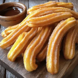 - 1 cup water - 2 tablespoons unsalted butter - 1 tablespoon granulated sugar - 1/2 teaspoon salt - 1 cup all-purpose flour - 2 large eggs - 1 teaspoon vanilla extract - Oil for frying - 1/2 cup granulated sugar (for coating) - 1 tablespoon ground cinnamon For making churros, these ingredients are key. Each one plays an important role in the final taste and texture. - Alternatives for butter: You can use coconut oil or margarine if you want to avoid butter. They work well and keep the churros moist. - Gluten-free flour options: Use a gluten-free all-purpose blend. This works well to create a similar texture without gluten. - Egg-free variations: If you need to skip eggs, try using applesauce or mashed bananas. They can help bind the dough. - Medium saucepan: This is where you boil your water and butter. Choose one that heats evenly. - Piping bag with star tip: This helps you create the classic churro shape. A star tip adds those lovely ridges. - Deep frying pan: You need a pan that can hold oil and allow space for frying. - Slotted spoon: Use this to remove the churros from hot oil. It lets excess oil drain off, keeping them crispy. These tools and ingredients make the process fun and straightforward. If you want to learn how to make these churros, check out the Full Recipe! First, we start by boiling the water and melting the butter. In a medium saucepan, combine 1 cup of water, 2 tablespoons of unsalted butter, 1 tablespoon of granulated sugar, and 1/2 teaspoon of salt. Heat this mixture over medium heat. Stir until the butter melts and the mixture boils. Once it boils, remove the pan from heat. Quickly stir in 1 cup of all-purpose flour. Mix until a ball of dough forms. Let it cool for a few minutes. Now, we add eggs and vanilla. Add 2 large eggs and 1 teaspoon of vanilla extract to the cooled dough. Do this one at a time. Mix well after each egg until the dough is smooth and shiny. This step is key to getting the right dough consistency. Next, it’s time to fry the churros. Heat oil in a deep frying pan to 350°F (175°C). This is the right temperature for frying. Transfer the dough into a piping bag fitted with a star tip. Carefully pipe 6-inch lengths of dough into the hot oil. Cut the dough with scissors. Fry the churros in batches until golden brown. This takes about 2-3 minutes per side. Use a slotted spoon to transfer the churros to a paper towel-lined plate. This drains excess oil. For the finishing touch, mix 1/2 cup of granulated sugar with 1 tablespoon of ground cinnamon in a shallow bowl. Roll each churro in this cinnamon sugar until well coated. Enjoy your delicious churros! For more details, refer to the Full Recipe. To make churros that are not greasy, use the right oil temperature. If the oil is too cool, the churros soak up the oil. If it's too hot, they burn before cooking inside. Aim for 350°F (175°C). This helps keep them light and crispy. The dough must also be just right. It should be thick but not too dry. When you mix in the flour, stir until a ball forms. Let it cool before adding eggs. If the dough is too wet, your churros will spread in the oil. You want them to keep their shape. For frying, I recommend using vegetable oil or canola oil. These oils have high smoke points, which is perfect for frying. Always check the oil temperature with a thermometer. This keeps your churros evenly cooked and golden brown. You can maintain the oil temperature by frying in small batches. If you add too many churros at once, the oil cools down. Wait a minute between batches to bring the oil back to the right heat. Churros are best served warm and fresh. For dipping, chocolate sauce is a classic choice. You can also try caramel or dulce de leche for a sweet twist. For added flair, sprinkle some extra cinnamon sugar on top before serving. You might also set out fresh fruit, like strawberries or bananas, for a fun garnish. These ideas make your churros even more delightful! For the full recipe, check out the [Full Recipe]. {{image_2}} To make chocolate churros, add cocoa powder to the dough. Use about 1/4 cup of cocoa powder. This gives your churros a rich, chocolatey flavor. Mix it in with the flour for a smooth blend. You’ll enjoy a sweet twist on the classic treat. Filled churros are a fun way to surprise your guests. You can use cream or custard for the filling. A rich chocolate or vanilla custard works well. Pipe the filling inside after frying. Just poke a small hole in each churro. This adds a creamy center that everyone will love. Get creative by adding citrus zest or spices to your churro dough. A bit of orange or lemon zest brightens the flavor. Cinnamon and nutmeg can add warmth and depth. Mix these in when you prepare the dough. This lets you customize the taste to your liking. For the full recipe, check out the [Full Recipe]. To keep churros crispy, store them in a container with a loose lid. This helps maintain some airflow. Avoid airtight containers, as they make churros soggy. Place parchment paper in between layers for extra protection. You can keep them at room temperature for about 1 to 2 days. To reheat churros without losing texture, use an oven. Preheat it to 350°F (175°C). Place the churros on a baking sheet. Bake for about 5 to 7 minutes. This method keeps them crispy outside and soft inside. You can also use an air fryer for a similar effect. To freeze churros, let them cool completely first. Then, place them in a single layer on a baking sheet. Freeze them for about an hour. After that, transfer them to a freezer bag. This way, they stay fresh for up to 3 months. When ready to eat, reheat them using the methods described above. Enjoy your tasty treat any time! You can dip your churros in many tasty sauces. Chocolate sauce is a classic choice. I love using warm dulce de leche for a rich flavor. Caramel sauce also works well. You can even try fruit sauces like raspberry or strawberry. Each dip adds a fun twist to your churro experience. Traditional churros are not gluten-free since they use all-purpose flour. But you can make gluten-free churros easily! Use a gluten-free flour blend instead. Just make sure to check that your ingredients are gluten-free. This way, you can enjoy churros without worry. Homemade churros are best eaten fresh. They taste great for about 1-2 days. Store them in an airtight container at room temperature. They may lose some crispiness, but they will still taste good. To keep them fresh, avoid stacking them in the container. You can prepare churros ahead of time. Make the dough and store it in the fridge for a day. When you're ready, pipe and fry them. If you fry them in advance, let them cool and store them in an airtight container. To reheat, warm them in the oven for a few minutes. The best oil for frying churros is one with a high smoke point. Vegetable oil or canola oil works great. These oils won't burn at high heat. You can also use peanut oil for added flavor. Just make sure to keep the oil temperature steady while frying. You now have a clear guide for making delicious churros. We covered everything from ingredients to frying tips. Remember, using the right tools and maintaining oil temperature are key. Don't hesitate to try variations or substitutions to fit your needs. Whether you're dipping them in chocolate or serving them plain, churros are a treat for everyone. Enjoy your time in the kitchen, and happy frying!