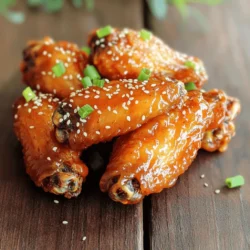 - 2 pounds chicken wings, split and wing tips removed - 1/4 cup honey - 1/4 cup sriracha sauce - 2 tablespoons soy sauce - 2 tablespoons apple cider vinegar - 1 tablespoon garlic powder - 1 tablespoon ginger powder - 1 tablespoon sesame oil - 1 teaspoon black pepper - 1/2 teaspoon salt - 1 tablespoon sesame seeds (for garnish) - 2 green onions, finely chopped (for garnish) When I make sweet and spicy chicken wings, I focus on balance. The honey adds a rich sweetness. The sriracha brings heat. Together, they create a tasty glaze. I use two pounds of chicken wings because they are the perfect canvas for flavor. Next, I mix the marinade. I start with honey and sriracha. Then, I add soy sauce for depth. Apple cider vinegar gives a tangy twist. Garlic powder and ginger powder add warmth and spice. Sesame oil gives a nutty finish. Black pepper and salt round out the flavor. For garnish, I love adding sesame seeds and green onions. They add crunch and color. These ingredients make the wings not just tasty but also beautiful. You can find the full recipe for sweet and spicy chicken wings to help guide you. Preheating the Oven Start by preheating your oven to 425°F (220°C). This step is key for crispy wings. Make sure you give the oven enough time to heat up fully. Preparing the Sauce In a mixing bowl, combine these ingredients: - 1/4 cup honey - 1/4 cup sriracha sauce - 2 tablespoons soy sauce - 2 tablespoons apple cider vinegar - 1 tablespoon garlic powder - 1 tablespoon ginger powder - 1 tablespoon sesame oil - 1 teaspoon black pepper - 1/2 teaspoon salt Whisk them together well. You want a smooth, well-mixed sauce. Marinating the Chicken Wings In a large bowl, add 2 pounds of chicken wings. Pour half of your sauce over the wings. Toss them until they’re covered evenly. Set aside the rest of the sauce for later. It adds great flavor when you glaze the wings. Baking the Wings Place the marinated wings on a baking sheet lined with parchment paper. Lay them out in a single layer. This helps them cook evenly. Bake in your preheated oven for 30 minutes. Flipping and Glazing After 30 minutes, take the wings out and flip them. Brush the reserved sauce over them. This step adds a delicious glaze. Return them to the oven and bake for another 15 to 20 minutes. You want them crispy and golden brown. Final Touches Once the wings are done, let them cool for a few minutes. Before serving, sprinkle sesame seeds and chopped green onions on top. This adds a nice crunch and a pop of color. Enjoy your sweet and spicy chicken wings! For the complete recipe, check the Full Recipe section. To get crispy chicken wings, focus on the oven temperature. Set your oven to 425°F (220°C). This heat crisps the skin while keeping the meat juicy. You can choose between baking and frying. Baking is easier, less messy, and healthier. Frying gives a great crunch but requires more oil and clean-up. Marinating is key for flavor. I recommend marinating for at least 30 minutes. For the best taste, let the wings soak for a few hours or overnight. Use a good ratio of sweet and spicy. For this recipe, a mix of 1/4 cup honey and 1/4 cup sriracha works well. Adjust based on your taste. Always reserve some sauce for a final glaze. For the full recipe, check the ingredient list and step-by-step instructions to ensure you get it just right. {{image_2}} Sweet Variants You can make your wings even sweeter. Consider using maple syrup instead of honey. It adds a rich flavor. You can also try brown sugar for a warm, caramel taste. For a fruity twist, mix in some pineapple juice or peach preserves. This gives your sauce a tangy touch. Spicy Variants If you like it hot, add more sriracha. You can also use hot sauce like Frank’s RedHot or Tabasco. For a smoky taste, mix in chipotle powder or smoked paprika. This adds depth to your wings. Try mixing in some cayenne pepper for extra heat. Adjust it to your taste! Air Fryer Using an air fryer is a quick way to cook your wings. Coat them with sauce and place them in the fryer basket. Cook at 400°F for about 25 minutes. Flip halfway through for even crispiness. The air fryer gives you that crunchy texture without deep frying. Grilling Grilling adds a wonderful smoky flavor to your wings. Preheat your grill to medium heat. Place the wings on the grill and brush them with the sauce. Cook for about 20-25 minutes, turning often. This method gives your wings a nice char and intense flavor. For the full recipe, check out Sweet and Spicy Chicken Wings. Enjoy experimenting with these variations! Refrigeration Tips After you enjoy your sweet and spicy chicken wings, store any leftovers in an airtight container. This helps keep them fresh. Place them in the fridge within two hours of cooking. They will stay good for up to three days. For best taste, try to eat them soon. Freezing Guidance If you want to keep wings longer, freezing is a great option. First, let the wings cool completely. Then, place them in a freezer-safe bag or container. Be sure to remove as much air as possible. They can last up to three months in the freezer. When you're ready to eat, thaw them in the fridge overnight. Best Practices for Keeping Crispy Reheating sweet and spicy chicken wings can be tricky. You want them hot and crispy, not soggy. The best way is to use an oven. Preheat it to 350°F (175°C). Place the wings on a baking sheet lined with foil. Heat them for about 10-15 minutes. This keeps them crispy. You can also use an air fryer if you have one. Just heat for about 5-7 minutes for the same great crunch. Serve your wings with fresh veggies like carrots and celery. They add crunch and balance. You can also try a creamy dip like ranch or blue cheese. If you want something warm, serve them with sweet potato fries or garlic bread. Rice or a simple salad also pairs well. Each side brings out the sweet and spicy flavors perfectly. Yes, you can make these wings ahead of time! Prepare the wings and coat them with the sauce. Cover them and store in the fridge for up to a day. When you are ready, bake them as usual. This saves you time and adds flavor as they marinate. Sweet and spicy wings last about three to four days in the fridge. Make sure to store them in an airtight container. Always check for any signs of spoilage before eating. Reheat them in the oven for a crispy texture. Absolutely! To make them less spicy, reduce the sriracha sauce. You can add more honey to balance the heat. For more spice, add extra sriracha or include chili flakes. Adjust according to your taste for a perfect bite. The full recipe includes these ingredients: - 2 pounds chicken wings, split and wing tips removed - 1/4 cup honey - 1/4 cup sriracha sauce - 2 tablespoons soy sauce - 2 tablespoons apple cider vinegar - 1 tablespoon garlic powder - 1 tablespoon ginger powder - 1 tablespoon sesame oil - 1 teaspoon black pepper - 1/2 teaspoon salt - 1 tablespoon sesame seeds (for garnish) - 2 green onions, finely chopped (for garnish) Follow the steps to bake these delicious wings! In this post, I shared how to make sweet and spicy chicken wings. We covered the ingredients, preparation steps, cooking methods, and storage tips. You learned how to achieve crispy wings and how to customize your sauce. Remember, great wings can come from your oven or air fryer. Don’t forget to pair them with your favorite sides. Enjoy making and sharing these wings with friends and family! With practice, you’ll master this dish and make it your own.