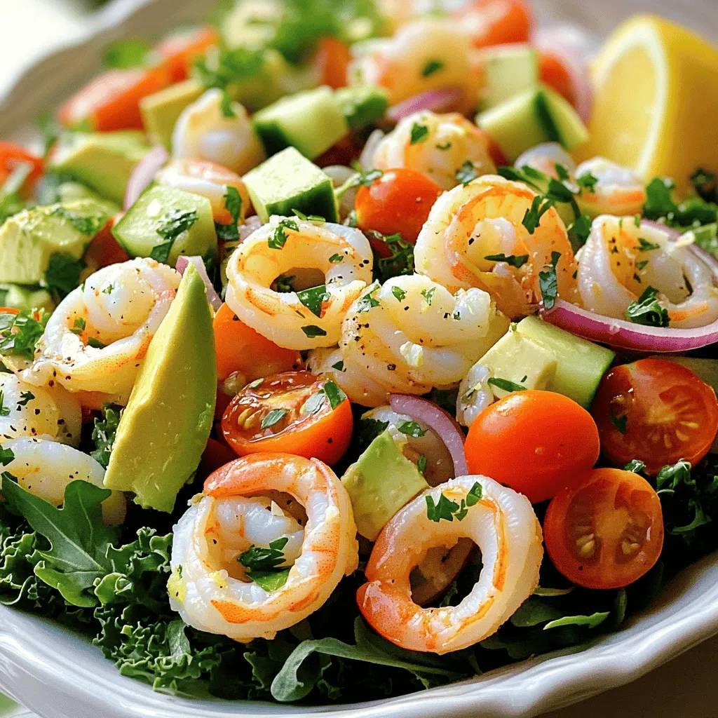 To make a great seafood salad, you need fresh and tasty ingredients. Here’s a list of what you’ll need: - Seafood Options: - 1 cup cooked shrimp, peeled and deveined - 1 cup calamari rings, cooked - 1 cup scallops, cooked and chopped - Vegetables and Mixed Greens: - 1 cup mixed salad greens (arugula, spinach, and baby kale) - 1/2 cup cherry tomatoes, halved - 1/4 cup red onion, finely sliced - 1/2 avocado, diced - 1/4 cup cucumber, diced - 1/4 cup fresh parsley, chopped - Dressing Components: - Juice and zest of 1 lemon - 2 tablespoons extra virgin olive oil - Salt and pepper to taste Using fresh seafood gives the salad its main flavor. The shrimp, calamari, and scallops bring a nice mix of textures. The vegetables add crunch and color. The greens lighten the dish, making it perfect for summer. The dressing ties everything together. Lemon juice adds brightness, while olive oil adds richness. Salt and pepper enhance the flavors. You can find the full recipe in the article. Enjoy creating this fresh and flavorful seafood salad! 1. Start by grabbing a large mixing bowl. Add the cooked shrimp, calamari rings, and chopped scallops. These seafood choices give the salad a nice variety and flavor. Toss them gently to mix. 2. Now, it's time for the veggies! Add the mixed salad greens, cherry tomatoes, red onion, diced avocado, cucumber, and chopped parsley to the bowl. Each of these vegetables adds a fresh crunch and bright color. 3. Next, let’s prepare the dressing. In a small bowl, whisk together the lemon juice, lemon zest, and olive oil. This combination brings a zesty flavor. Don’t forget to season it with salt and pepper to taste. 4. Drizzle the lemon dressing over the seafood and salad mixture. Gently toss everything together until well coated. This step is key to ensuring each bite bursts with flavor. 5. After everything is combined, take a moment to taste it. Adjust the seasoning by adding more salt, pepper, or lemon juice as needed. This lets you customize the salad to your liking. 6. Serve the salad right away for the best texture. If you prefer, you can refrigerate it for 15-20 minutes. This wait allows the flavors to meld beautifully. Present the salad in a large bowl or on individual plates. For a nice touch, garnish with extra parsley leaves and a lemon wedge on the side. Enjoy your Ocean Breeze Seafood Salad! For the full recipe, check out the [Full Recipe]. Using fresh seafood and vegetables is key to a great seafood salad. Fresh flavors give your dish a bright taste that frozen seafood simply can’t match. Always check for the freshest shrimp, calamari, and scallops at your market. This makes a big difference! Adjusting seasoning to your liking is important. Start with a little salt and pepper. After mixing the salad, taste it. If it needs more flavor, add more salt, pepper, or lemon juice. Don’t be afraid to experiment until it’s just right for you. For the best serving and presentation, use a large bowl or individual plates. This makes your salad look inviting. Garnish with extra parsley leaves and a lemon wedge for a pop of color. Place your seafood salad right before serving. This keeps everything crisp and fresh. You can find the full recipe for Ocean Breeze Seafood Salad in the previous sections. Enjoy your cooking! {{image_2}} Seafood salad offers a world of flavors. You can create many tasty versions. - Shrimp salad variations: You can spice it up with jalapeños or add citrus zest for a fresh kick. For a creamy option, mix in some mayonnaise or Greek yogurt. Each choice brings a new taste that can excite your palate. - Crab and tuna salad ideas: Try swapping crab for tuna to change the flavor. Add some diced celery for crunch. Instead of using mayo, mix in a tangy vinaigrette for a lighter touch. This gives you a new twist with common ingredients. - Gluten-free and low-carb options: If you want gluten-free, skip croutons and use crisp lettuce instead. For low-carb choices, substitute pasta with sliced zucchini or radishes. These options make the salad both healthy and filling. These variations allow you to explore and enjoy seafood salad in many ways. Check out the Full Recipe for the perfect base to start your culinary adventure! To keep your seafood salad fresh, use a tight container. Glass or plastic containers with lids work well. These containers keep air out and help the salad stay crisp. You can store seafood salad in the fridge for up to two days. After that, the seafood may lose its taste and texture. Always check for any off smells before eating leftovers. When reheating, it’s best to avoid high heat. Instead, let the salad sit at room temperature for a few minutes before serving. This helps the flavors return without cooking the seafood. If you want to serve it cold again, just add a little fresh dressing. This will brighten the flavors and restore some freshness. Enjoy your Ocean Breeze Seafood Salad! What is the best seafood to use in salads? The best seafood for salads includes shrimp, calamari, and scallops. These options offer great taste and texture. You can mix and match them to find your favorite combo. For a twist, try adding crab or lobster for a special touch. Can seafood salad be made ahead of time? Yes, seafood salad can be made ahead of time. You can prepare it a few hours before serving. Just keep it in the fridge to stay fresh. However, I recommend adding the dressing right before serving to keep the greens crisp. What are some good side dishes to serve with seafood salad? Good side dishes include crusty bread, rice, or a light soup. A refreshing fruit salad or grilled veggies also pair well. These sides balance the seafood salad's flavors and add variety to your meal. For a full meal, consider serving the seafood salad with a nice glass of white wine. Check out the Full Recipe for more ideas! This blog post covered the key parts of making an Ocean Breeze Seafood Salad. We talked about the best seafood and fresh veggies to mix in, plus how to make a tasty dressing. Remember to use fresh ingredients and adjust the flavors to suit your taste. Try different seafood options for fun twists. With the right storage, you can enjoy leftovers, too. Now, get creative in the kitchen and make your perfect seafood salad!