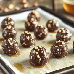 To make your Chocolate Hazelnut Energy Balls, gather these ingredients: - 1 cup rolled oats - 1/2 cup hazelnut butter - 1/4 cup honey or maple syrup - 1/4 cup cocoa powder - 1/2 cup chopped hazelnuts - 1/4 cup dark chocolate chips - 1 teaspoon vanilla extract - A pinch of sea salt You can swap out some ingredients if you have different tastes or needs. For nut butter, try almond or sunflower seed butter. For sweetness, agave syrup works well. If you run out of cocoa powder, carob powder is a good alternative. These energy balls pack a punch of nutrition. Rolled oats offer fiber, which helps keep you full. Hazelnuts provide healthy fats that are good for your heart. Dark chocolate gives you antioxidants that protect your body. Enjoying these energy balls not only satisfies your cravings but also fuels your body with wholesome goodness. Start by gathering all your ingredients. This makes cooking easier. You need a large mixing bowl and a smaller one. It helps if you measure everything first. Set aside about 15 minutes for prep. 1. Mixing dry ingredients: In a large bowl, add the rolled oats, cocoa powder, and chopped hazelnuts. Stir them well. Make sure everything is mixed evenly. This step gives the energy balls texture. 2. Combining wet ingredients: Take a separate bowl. Mix the hazelnut butter, honey, vanilla extract, and a pinch of sea salt. Stir until it looks smooth. This creates a sweet and nutty base for your balls. 3. Forming energy balls: Now, add the wet mixture to the dry ingredients. Stir until everything comes together. You want a dough-like texture. Next, fold in the dark chocolate chips. Scoop out a tablespoon of the mixture. Roll it into a ball with your hands. Place each ball on a parchment-lined sheet. Chilling the mixture is key. It makes the dough firm and easy to handle. Refrigerate the balls for about 30 minutes. After they chill, they will hold their shape better. For storage, keep the energy balls in an airtight container. They last up to a week in the fridge. You can also freeze them for longer. Just make sure to thaw before eating. Enjoy your tasty power snack! When you make Chocolate Hazelnut Energy Balls, some mistakes can ruin the fun. Here are two to watch for: - Overmixing the dough: If you mix too much, the energy balls can become tough. Mix just until combined for the best texture. - Not chilling long enough: Chilling the mixture helps it set. If you skip this step, the balls may fall apart. Chill for at least 30 minutes. Want to make your energy balls even better? Try these tips: - Adding spices: A little cinnamon can add warmth to your energy balls. It pairs well with chocolate and hazelnuts. - Incorporating seeds or dried fruits: Adding chia seeds or dried cranberries can boost nutrition and add a fun texture. These energy balls are great for any time of day. Here are some ways to enjoy them: - Pairing with fruits or yogurt: Serve your energy balls with fresh fruit or a dip of yogurt. This adds flavor and nutrition. - Ideal snacks for workouts or desserts: They are perfect before a workout or as a sweet treat after dinner. For the complete recipe, check out the Full Recipe section. Enjoy making your tasty power snack! {{image_2}} You can switch up the taste of your energy balls by using different nut butters. Almond butter, peanut butter, or cashew butter can all work great. Each nut butter adds a unique flavor. You might also add flavored protein powders to boost nutrition. Vanilla or chocolate protein powder can enhance the taste and add extra protein. If you follow a vegan or gluten-free diet, you can make simple changes. Use maple syrup instead of honey for vegan energy balls. For gluten-free options, make sure your oats are certified gluten-free. This keeps the recipe delicious for everyone. Seasonality can inspire fun twists on this recipe. For example, during the fall, try adding pumpkin spice. Mix in some pumpkin puree for a festive touch. You can also add crushed peppermint during the winter holidays. These seasonal flavors keep your snacks fresh and exciting. For the full recipe, check out the [Full Recipe]. To keep your chocolate hazelnut energy balls fresh, store them in an airtight container. Place them in the fridge right after making them. This will keep them cool and tasty. The energy balls will stay fresh for up to a week. If you want to enjoy them longer, consider freezing them. For long-term storage, freezing is the best option. Start by placing the energy balls in a single layer on a baking sheet. Freeze them for about 1-2 hours until solid. Once frozen, transfer them to a zip-top bag or airtight container. Label the bag with the date. They can last in the freezer for up to three months. Check your energy balls for signs of spoilage. If they smell off or have an unusual texture, it’s best to toss them. Look for changes in color too. If the chocolate chips have faded or the balls seem dry, they may not taste as good. Always trust your senses. When in doubt, throw them out. To make Chocolate Hazelnut Energy Balls, follow these steps. First, mix rolled oats, cocoa powder, and chopped hazelnuts in a bowl. Then, in another bowl, combine hazelnut butter, honey or maple syrup, vanilla, and sea salt. Mix until smooth. Add the wet mix to the dry ingredients and stir until combined. Fold in dark chocolate chips. Chill the mixture for 30 minutes, then shape into balls. This quick reference will guide you to the full recipe! Yes, you can use many nut butters! Almond butter, peanut butter, or cashew butter are great choices. Each nut butter adds its own flavor and texture. If you have a nut allergy, try sunflower seed butter. It works well and is safe for most people. Feel free to experiment with different options to find your favorite! Each energy ball contains about 100 calories. This amount may vary based on the ingredients you use. The serving size is typically one ball. These energy bites are a great way to get a tasty snack without too many calories. They pack a nutritious punch with healthy fats and fiber. Enjoy them as a quick energy boost during your day! In summary, we explored the fun and simple process of making chocolate hazelnut energy balls. We reviewed key ingredients, cooking tips, and nutritional benefits. You learned how to avoid common mistakes and even discovered creative variations. These energy balls make great snacks for workouts or desserts. With a few tweaks, you can cater to different diets or seasons. I hope you feel inspired to try this healthy recipe at home. Enjoy your delicious creations and snack smart!