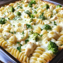 To make the Easy Chicken Alfredo Bake, you need a few key items. Here’s what you’ll need: - 2 cups cooked rotini pasta - 2 cups cooked chicken breast, diced - 1 cup broccoli florets, blanched - 1 cup Alfredo sauce (store-bought or homemade) - 1 cup shredded mozzarella cheese - 1/2 cup grated Parmesan cheese - 1 teaspoon garlic powder - 1 teaspoon Italian seasoning - Salt and pepper to taste - 2 tablespoons olive oil - Fresh parsley, chopped (for garnish) These ingredients create a creamy, flavorful dish. The rotini pasta holds sauce well, and the chicken adds protein. Broccoli gives a nice crunch and color. You can add some optional ingredients to make your dish even tastier: - Sun-dried tomatoes for a tangy kick - Spinach for added nutrients - Mushrooms for an earthy flavor - Red pepper flakes for heat These extras can really change the flavor profile. Feel free to mix and match to find your favorite combo. If you need to swap out some ingredients, here are a few easy ideas: - Use penne or fusilli pasta instead of rotini. - Swap cooked turkey for the chicken if you have it. - Use green beans instead of broccoli for a different veggie. - Try a dairy-free Alfredo sauce if you want a lighter option. Experimenting with ingredients can lead to fun new flavors. Don’t be afraid to get creative! For the full recipe, check out the detailed instructions above. First, turn on your oven. Set it to 350°F (175°C). This heat makes your dish warm and yummy. Next, grab a 9x13 inch baking dish. Lightly coat it with olive oil. This step helps the food not stick. In a big mixing bowl, add the cooked rotini pasta. Then, toss in the diced chicken and the blanched broccoli. Pour in the Alfredo sauce next. It's the heart of this dish! Add garlic powder, Italian seasoning, salt, and pepper. Stir well until everything is coated in sauce. Now, pour the pasta mix into your greased baking dish. Spread it out evenly. Next, sprinkle a layer of mozzarella cheese on top. Add the Parmesan cheese too. This cheese makes your bake golden and crunchy. Place it in the oven and bake for 25-30 minutes. Watch for the cheese to melt and bubble. When it looks golden, it's ready! Let it cool for a few minutes. Garnish with fresh parsley before serving. Enjoy your Easy Chicken Alfredo Bake! For the complete recipe, check the Full Recipe section. To make the creamiest Alfredo sauce, start with high-quality ingredients. Use a good brand of heavy cream or make your own. If you want to enhance the flavor, add freshly grated Parmesan cheese. Always stir slowly over low heat. This prevents the sauce from clumping. If the sauce gets too thick, you can add a bit of pasta water. This keeps it creamy and smooth. When serving, let your Easy Chicken Alfredo Bake sit for a few minutes. This helps the dish set. Use a sharp knife to cut clean slices. For storing leftovers, let the dish cool completely. Place it in an airtight container. Refrigerate for up to three days. When reheating, add a splash of milk to keep it creamy. Heat it in the oven or microwave until warm. One common mistake is overcooking the pasta. Cook it just until al dente. It will finish cooking in the oven. Another mistake is not seasoning enough. Taste the mixture before baking and adjust the salt and pepper. Finally, avoid using pre-shredded cheese. It often contains anti-caking agents, which can make your sauce gritty. Grate your cheese fresh for the best results. {{image_2}} Customizing your Easy Chicken Alfredo Bake is fun and easy. You can add many veggies to make it better. Some great choices are spinach, bell peppers, or zucchini. These veggies add color and taste. Just chop them small and mix them in with the pasta. You can also switch up the protein. If you want something different, try shrimp or turkey. You can even use tofu for a plant-based option. Just ensure that any meat is cooked before adding it to the dish. This way, it cooks evenly in the oven. Another fun twist is changing the pasta shape. While rotini is great, you can use penne, fusilli, or even macaroni. Each shape holds the sauce in a unique way. This makes every bite delightful. You can follow the Full Recipe for all the instructions and details to create your custom dish. Store your Easy Chicken Alfredo Bake in an airtight container. Let it cool first to room temperature. Then, cover it tightly. It can last in the fridge for about 3 to 4 days. If you want to keep it longer, consider freezing it. When you’re ready to enjoy your leftovers, reheat them in the oven for the best taste. Preheat your oven to 350°F (175°C). Place your dish covered with foil to keep it moist. Heat for about 20 minutes. You can also use a microwave. Place a portion on a microwave-safe plate, cover it, and heat for 1-2 minutes. Stir halfway for even warming. To freeze, use a freezer-safe container. Make sure it’s airtight. Label it with the date. You can freeze the dish for about 2 to 3 months. When ready to eat, thaw it in the fridge overnight. Then, reheat as mentioned above. This way, you keep the flavor and texture intact. Enjoy your meal later without losing quality! Yes, you can make Easy Chicken Alfredo Bake ahead of time. I often prep this dish the night before. Just mix all the ingredients as the recipe shows. Then, cover the baking dish with foil and store it in the fridge. When you're ready to bake, just pop it in the oven. It may need a few extra minutes to heat through. If you don’t have rotini, you can use other pasta shapes. Penne, fusilli, or even elbow macaroni work well. Just adjust the cooking time according to the pasta type you choose. The key is to cook the pasta until al dente before mixing it with the other ingredients. To make this recipe gluten-free, use gluten-free pasta. Many brands offer great options that taste just as good. Also, check the Alfredo sauce label to ensure it is gluten-free. You can even make your own sauce to avoid gluten. This article covered how to make an Easy Chicken Alfredo Bake. We explored the key ingredients, tips for a creamy sauce, and common mistakes to avoid. You can customize this dish with different proteins or veggies. Storing and reheating leftovers can be easy too. With these steps, you can serve a tasty meal to your family. Remember, cooking is fun! With practice, you’ll get better and impress everyone. Enjoy your cooking adventure!