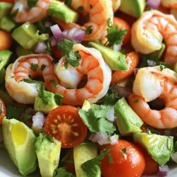 - Shrimp: I like to use fresh shrimp, peeled and deveined. You can also use frozen shrimp, but make sure to thaw it first. - Avocados: Choose ripe avocados. They should feel soft but not mushy. Cut and dice them just before mixing. - Other Vegetables: Add 1 cup of halved cherry tomatoes, 1/2 cup of finely chopped red onion, and 1/2 cup of chopped fresh cilantro for flavor and color. - Lime juice: Fresh lime juice adds a zesty kick. It helps keep the avocado from browning, too. - Olive oil: This oil adds richness and healthy fats. Use extra virgin for the best flavor. - Chili powder: A teaspoon of chili powder gives a mild spice. It balances well with the creamy avocado. Use these ingredients for a tasty Shrimp and Avocado Delight. For the full recipe, check out the section above! Start by marinating the shrimp for great flavor. In a medium bowl, mix lime juice, olive oil, chili powder, salt, and pepper. Add the peeled and deveined shrimp to the bowl. Make sure every piece gets coated. Let it sit for about 15 minutes. This time helps the shrimp soak up all those good flavors. Heat a skillet over medium-high heat. Add the marinated shrimp to the skillet. Cook them for about 2 to 3 minutes on each side. Look for the shrimp to turn pink and opaque. This means they are done. Remove them from the heat and set aside. In a large bowl, combine the cooked shrimp, diced avocados, cherry tomatoes, red onion, and cilantro. Toss the ingredients gently. Be careful not to mash the avocados. Mixing in this order keeps everything fresh and bright. You want each bite to taste wonderful! For the full recipe, check out the section above. To make the best shrimp and avocado salad, freshness is key. Here’s how to ensure your ingredients are top-notch: - Selecting ripe avocados: Look for avocados that yield slightly when you press them. They should feel soft but not mushy. Avoid any with dark spots or cracks. - Storing ingredients before preparation: Keep shrimp in the coldest part of your fridge. Store avocados at room temperature until ripe. Once ripe, refrigerate them to slow down spoilage. A well-presented salad enhances the dining experience. Here are some tips to make your salad shine: - Plating for visual appeal: Use a large, shallow bowl or plate. Carefully arrange the shrimp and avocado so they are visible. This makes the dish more inviting. - Garnishing ideas for enhanced flavor: Fresh cilantro adds a burst of color and flavor. You can also sprinkle some chili flakes for a pop of heat. Want to take your salad to the next level? Try these ideas: - Suggested add-ins: For a spicy kick, add chopped jalapeños. Sweet corn also pairs well, giving a nice crunch. - Alternate seasonings for variety: Use fresh herbs like dill or mint for a twist. You can also swap lime juice for lemon juice for a different zing. This salad is a delightful mix of flavors and colors. For the full recipe, check out the Shrimp and Avocado Delight. Enjoy your cooking! {{image_2}} You can change the flavor of your salad with different dressings. A light vinaigrette adds a zesty kick. It brightens up the shrimp and avocado. If you prefer a creamy dressing, try mixing yogurt with lime juice. This adds a rich tang to the salad. For dressings, swap in different herbs or spices. You can use fresh basil or dill for a unique taste. Garlic powder or a hint of cumin can also add depth. Experiment with these swaps to find your favorite mix. To jazz up your shrimp and avocado salad, consider adding fruits. Chunks of mango or pineapple bring sweetness. They pair well with the shrimp’s savory taste. You can also add black beans or quinoa for more heartiness. These make the salad filling and nutritious. Nuts like walnuts or pecans can add a nice crunch. They give texture and healthy fats. Try different add-ins to keep your salad exciting. If you need gluten-free options, this salad is perfect. All the ingredients are naturally gluten-free. Just make sure your dressing does not contain gluten. For a vegan option, swap shrimp with chickpeas. They are rich in protein and fiber. You won’t lose the hearty texture. Use the same marinating and cooking steps. Enjoy a fresh, plant-based delight without missing out! For the full recipe, check out Shrimp and Avocado Delight above. To keep your shrimp and avocado salad fresh, store it in the fridge. Use an airtight container to prevent air from spoiling the salad. If you have a lot left, divide it into smaller portions. This way, you can grab just what you need. Can you freeze shrimp and avocado salad? I do not recommend freezing it. The shrimp can freeze well, but the avocado turns mushy when thawed. If you have extra shrimp, you can freeze that. Just make sure it’s cooked and cooled first. To thaw, place it in the fridge overnight before use. How long does it last in the fridge? Your shrimp and avocado salad will stay fresh for about 1 to 2 days. Check for signs of spoilage before eating. If it smells off or has brown spots on the avocado, it’s best to toss it. Enjoy your salad while it’s fresh for the best taste and texture! Yes, you can use frozen shrimp! It’s a great option if fresh shrimp is not available. To thaw frozen shrimp, place them in a bowl of cold water for about 30 minutes. Change the water halfway through to speed up the thawing. You can also leave them in the fridge overnight for a slow thaw. This keeps the shrimp safe and tasty. If you can't find avocados, try using Greek yogurt or mashed bananas. Both add creaminess to your salad. You can also use silken tofu for a vegan option. Each choice gives a different flavor, but they can work well in this salad. Yes, this salad is gluten-free! All the ingredients are naturally free from gluten. You can enjoy it without worry if you have a gluten intolerance or celiac disease. Just be sure to check your seasoning and any added ingredients for gluten content. In this blog post, we explored how to make a delicious shrimp and avocado salad. You learned about the key ingredients, like shrimp, avocados, and spices. We detailed step-by-step methods for marinating and cooking shrimp, plus tips for combining and presenting your dish. Many variations and storage tips were provided to help create a long-lasting meal. Remember, freshness matters, so select quality ingredients. Enjoy playing with flavors and adjusting recipes to fit your style. Your salad can be a healthy delight, bursting with taste and nutrition!