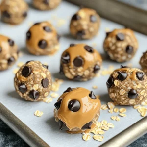 To make Peanut Butter Chocolate Chip Energy Balls, you need simple ingredients. Here’s what you’ll need: - 1 cup rolled oats - 1/2 cup creamy peanut butter - 1/4 cup honey or maple syrup - 1/2 cup chocolate chips (dark or semi-sweet) - 1/4 cup ground flaxseed (optional) - 1/2 teaspoon vanilla extract - A pinch of salt These ingredients work well together. The oats give a nice texture, while the peanut butter adds creaminess. Honey or maple syrup sweetens the mix. Chocolate chips provide a yummy burst of flavor. Ground flaxseed adds fiber, but it’s not a must. The vanilla and salt round out the taste. When you gather these ingredients, prepare for a fun and tasty cooking experience. If you want the full recipe, check out the section above. It guides you through making these delightful energy balls. 1. Combine rolled oats and ground flaxseed Start by taking a large bowl. Add 1 cup of rolled oats. If you want more fiber, add 1/4 cup of ground flaxseed. Mix them well. 2. Whisk peanut butter mixture In another bowl, take 1/2 cup of creamy peanut butter. Add 1/4 cup of honey or maple syrup, 1/2 teaspoon of vanilla extract, and a pinch of salt. Whisk until it is smooth and creamy. 3. Mix all ingredients together Pour the peanut butter mixture over the oats and flaxseed. Then add 1/2 cup of chocolate chips. Use a spatula or your hands to mix everything. It should feel sticky but easy to handle. 4. Roll into balls Take small amounts of the mixture and roll them into balls. Each ball should be about 1 inch in diameter. Place them on a baking sheet or plate lined with parchment paper. 5. Refrigerate to firm up Once you have rolled all the energy balls, put them in the fridge. Let them chill for at least 30 minutes. This helps them firm up and makes them easier to eat. For the full recipe, you can follow the detailed steps above. Enjoy making these tasty peanut butter chocolate chip energy balls! Ensuring proper stickiness is key to making good energy balls. The mix should feel sticky, but not too wet. If the mixture is too dry, add a bit more peanut butter or honey. If it's too wet, add more oats. Best practices for rolling make a big difference. Use your hands to roll the mix into balls about 1 inch wide. If the mixture sticks to your hands, wet them slightly with water. This will help you form nice, smooth balls. Refrigeration tips for firmness can help keep your energy balls together. After rolling them, place the balls on a baking sheet lined with parchment paper. Chill them for at least 30 minutes. This helps them hold their shape. If you want to store them, keep them in an airtight container in the fridge. They stay fresh for up to a week. For more details, check the full recipe. {{image_2}} You can change the flavors of your energy balls with simple swaps. Here are some ideas: - Substituting nut butters: If you want a new taste, try almond or cashew butter. Each nut butter gives a different flavor and texture. - Using different sweeteners: Honey works great, but maple syrup adds a nice twist. You could also use agave or brown rice syrup for variety. - Incorporating dried fruits or seeds: Toss in some raisins, cranberries, or seeds like chia or sunflower. This adds chewiness and extra nutrients. You can also make these energy balls even tastier with some fun additions: - Adding spices like cinnamon or cocoa powder: A dash of cinnamon brightens the flavor, while cocoa powder gives a rich chocolate taste. Both options work well with the peanut butter. - Including protein powder: If you want more protein, mix in a scoop of your favorite protein powder. This makes your energy balls even more filling and great for post-workout snacks. For more ideas, check out the Full Recipe and discover the joy of making these easy treats! To keep your Peanut Butter Chocolate Chip Energy Balls fresh, use an airtight container. This method prevents air from getting in and keeps the balls soft. You can store them in the fridge for up to a week. If you want to keep them longer, consider freezing them. Just place them in a freezer-safe bag or container. Duration for freshness: - In the fridge: up to 7 days. - In the freezer: up to 3 months. Signs of spoilage: - Look for changes in smell. If they smell off, throw them away. - Check for mold. Any signs of mold mean they are no longer safe to eat. - If the texture changes to overly dry or hard, it’s best to discard them. For the Full Recipe, refer to the earlier section where I shared all the steps! Peanut Butter Chocolate Chip Energy Balls last up to one week in the fridge. Store them in an airtight container. This keeps them fresh and tasty. If you want to keep them longer, think about freezing. Yes, you can freeze these energy balls! Just place them in a freezer-safe bag. They will stay fresh for up to three months in the freezer. When you want to eat them, take them out and let them thaw. Absolutely! Peanut Butter Chocolate Chip Energy Balls are great for kids. They are tasty and packed with energy. Plus, they are easy to make, so kids can help in the kitchen. These energy balls have many benefits. They provide protein from peanut butter. Oats add fiber and help keep you full. Chocolate chips add flavor and joy. You can also add flaxseed for more fiber and omega-3 fatty acids. To make these energy balls vegan, swap honey for maple syrup. Check that your chocolate chips are dairy-free. This way, you still enjoy the same great taste without animal products. For the full recipe, refer to the Peanut Butter Chocolate Chip Energy Balls section. You now have a simple guide for making tasty Peanut Butter Chocolate Chip Energy Balls. We covered all the key parts, from ingredients to fun variations. Remember, you can swap ingredients or add flavors to fit your taste. Follow the tips for storage to keep them fresh. These energy balls are not only easy to make but also healthy snacks for everyone. Enjoy making them and sharing with friends and family!