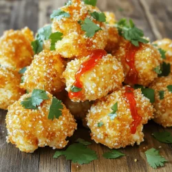- Medium head of cauliflower - All-purpose flour - Sriracha sauce - Honey (or agave syrup) - Garlic powder - Onion powder - Smoked paprika - Black pepper - Plant-based milk - Panko breadcrumbs - Fresh cilantro for garnish To make these Sriracha honey cauliflower bites, you need simple yet tasty ingredients. Start with a medium head of cauliflower. Cut it into bite-sized florets. This helps each piece cook evenly and get crispy. Next, you'll need all-purpose flour for the batter. It gives a great crunch. Sriracha sauce adds heat and flavor. Honey (or agave syrup for a vegan option) balances the spice with sweetness. For extra flavor, include garlic powder, onion powder, smoked paprika, and black pepper. These spices create a savory taste that pairs well with the sauce. If you want to enhance the crunch, use panko breadcrumbs. They make the bites extra crispy. To finish, fresh cilantro adds a pop of color and fresh flavor. For a creamy batter, you can swap water with plant-based milk. This choice adds richness to the bites. Check out the Full Recipe for detailed steps! - Preheat the oven to 425°F (220°C). - Cut the cauliflower into bite-sized florets. - Prepare a baking sheet with parchment paper. - In a bowl, whisk the flour with garlic powder, onion powder, smoked paprika, salt, and black pepper. - Slowly add water or plant-based milk to create a smooth batter. - Dip each cauliflower floret in the batter. - Make sure it is well-coated. - Let excess batter drip off, then roll in breadcrumbs until fully coated. - Place the coated cauliflower on the baking sheet in a single layer. - Bake for 25-30 minutes until golden and crispy. Flip halfway through to ensure even cooking. For the full recipe, you can refer to the ingredients and detailed instructions. - Use panko breadcrumbs for extra crunch. They make your bites light and crispy. - Make sure florets are evenly coated. This helps them bake evenly and get that perfect texture. - Modify Sriracha quantity for less heat. Simply add less to suit your taste. - Incorporate other spices for flavor variation. Try adding smoked paprika or even a dash of cumin for a unique twist. - Experiment with additional spices or herbs. Fresh herbs like parsley or thyme can brighten the dish. - Consider using smoked honey for smokiness. This adds a rich depth that complements the heat of Sriracha. For the full recipe, check out the [Full Recipe]. Enjoy these tips to make your Sriracha honey cauliflower bites even more delicious! {{image_2}} You can make these bites vegan easily. Simply swap honey for agave syrup. This keeps the sweetness while staying plant-based. For the batter, use plant-based milk instead of regular milk. This change adds a nice flavor without losing texture. If you're gluten-free, no worries! Use gluten-free flour and gluten-free breadcrumbs. This way, you can still enjoy the crunch. Always check that all your ingredients are certified gluten-free. This is key to avoid any gluten in your meal. The Sriracha honey sauce is tasty, but you can switch it up. Try buffalo sauce for a spicy twist. Teriyaki sauce offers a sweet and savory option. Barbecue sauce can also work well for a smoky flavor. Feel free to explore these options to find your favorite twist! Store your leftover Sriracha honey cauliflower bites in an airtight container. This keeps them fresh and prevents them from drying out. They last well in the fridge for up to three days, but I suggest enjoying them sooner for the best flavor. For the best texture, reheat your bites in the oven. Preheat your oven to 350°F (175°C) and place the cauliflower bites on a baking sheet. Heat for about 10-15 minutes until they are crispy again. Avoid microwaving, as it can make them soggy and lose that delightful crunch. You can freeze these bites both before and after baking. If you freeze them before baking, coat them as usual and place them on a baking sheet. Once frozen, transfer them to a freezer bag. To enjoy later, just bake them straight from the freezer, adding a few extra minutes to the cooking time. If you freeze them after baking, allow them to cool completely before freezing. Thaw in the fridge and reheat in the oven to enjoy those crispy bites again. Yes, you can prep earlier in the day and bake before serving. This allows the flavors to blend well. Cut the cauliflower and mix the batter in advance. Keep everything in the fridge. When it's time to eat, just coat the florets and bake. It saves you time and makes for a fun meal. Pair with a dipping sauce like ranch, blue cheese, or extra Sriracha honey. Each dip adds a new flavor twist. Ranch gives a cool touch while blue cheese adds richness. Extra Sriracha honey brings heat and sweetness. You can even serve them with fresh veggies or a light salad for a tasty side. Add additional Sriracha or incorporate chopped chili peppers in the batter. If you want more heat, try mixing in diced jalapeños. You can adjust the spice to fit your taste. Just remember, a little goes a long way. Experiment and find the perfect heat level for you! In this blog post, we explored how to make Sriracha honey cauliflower bites. We covered essential ingredients, simple steps, and useful tips for perfecting your dish. You learned how to customize heat levels and create vegan or gluten-free versions. These bites are not just tasty; they are also versatile and can be stored easily. For the best results, experiment with flavors and sauces. Enjoy making and sharing these crispy treats!