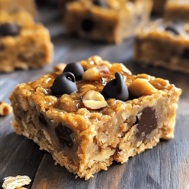 To make Peanut Butter Banana Oat Bars, you need simple ingredients. They come together fast and taste great. Here is what you will need: - 2 ripe bananas, mashed - 1 cup rolled oats - 1/2 cup natural peanut butter - 1/4 cup honey or maple syrup - 1/4 cup almond milk (or any milk of choice) - 1/2 teaspoon vanilla extract - 1/2 teaspoon cinnamon - 1/4 teaspoon salt - 1/3 cup chocolate chips (optional) - 1/4 cup chopped nuts (walnuts or almonds) (optional) These ingredients provide energy and flavor. Bananas give natural sweetness and moisture. Oats add healthy fiber, while peanut butter brings protein. Honey or maple syrup enhances the taste. You can use almond milk or any milk you prefer. Vanilla and cinnamon add warmth and depth. Salt brings out all the flavors. If you want a little extra fun, add chocolate chips or nuts. This mix is not just tasty; it also fuels your day. You can find the full recipe above to guide you through each step. - Preheat the Oven Start by preheating your oven to 350°F (175°C). This step sets the stage for even baking. - Mix Wet Ingredients In a large bowl, mash two ripe bananas. Add 1/2 cup of natural peanut butter, 1/4 cup of honey or maple syrup, 1/4 cup of almond milk, and 1/2 teaspoon of vanilla extract. Stir until the mixture becomes smooth. - Combine Dry Ingredients In a separate bowl, mix 1 cup of rolled oats, 1/2 teaspoon of cinnamon, and 1/4 teaspoon of salt. Make sure they blend well together. - Combine All Gradually add the dry mixture to the wet ingredients. Stir gently until just mixed. If you want, fold in 1/3 cup of chocolate chips and 1/4 cup of chopped nuts for extra flavor. - Pour into Pan Pour the mixture into your prepared 9x9 inch baking pan. Use a spatula to spread it evenly across the pan. - Bake Place the pan in your preheated oven. Bake for 20-25 minutes. Look for golden edges and check with a toothpick. It should come out clean. - Cool and Cut Allow the bars to cool in the pan for about 10 minutes. Lift them out using the parchment paper. Let them cool completely on a wire rack. Once cooled, cut them into bars. Enjoy these delicious Peanut Butter Banana Oat Bars as a tasty snack! Find the full recipe for more details. Choosing the Right Bananas Choose very ripe bananas for the best flavor. Look for bananas with brown spots. They will mash easily and add natural sweetness to your bars. If your bananas are not ripe enough, your bars might taste bland. Achieving the Best Texture To get a chewy texture, use rolled oats. Avoid instant oats, as they can make your bars mushy. The right mix of wet and dry ingredients is key. Don’t overmix when combining them. This helps keep the bars light and fluffy. How to Store Peanut Butter Banana Oat Bars Once cooled, cut the bars into squares. Store them in an airtight container. Keep them at room temperature for up to three days. For longer freshness, refrigerate them. This way, they stay moist and tasty. Freezing Options for Long-Term Storage To freeze, wrap each bar in plastic wrap. Then place them in a freezer bag. This helps prevent freezer burn. They can last up to three months in the freezer. Simply thaw them in the fridge overnight before enjoying! For more details, check the Full Recipe. {{image_2}} Gluten-Free Alternatives You can make these bars gluten-free. Use certified gluten-free oats instead of regular oats. This small change keeps the bars safe for those with gluten sensitivities. Vegan Modifications To make these bars vegan, simply replace honey with maple syrup. This swap keeps the sweetness while sticking to a plant-based diet. You can also use any plant-based milk you prefer. Adding Spices or Other Flavorings Think about adding spices like nutmeg or ginger. A dash of these spices can add warmth and depth to each bite. You could also try adding a splash of almond extract for a nutty twist. Incorporating Superfoods Adding superfoods can make these bars even better. Chia seeds or flaxseeds boost nutrition without changing the flavor much. Just mix in about two tablespoons for a healthy kick. Caloric Content per Serving Each bar has about 150 calories. This makes it a great snack that fits into many diets. Carbohydrates, Fats, and Proteins - Carbohydrates: Each bar has around 23 grams. Most come from oats and bananas. - Fats: There are about 7 grams of healthy fats. Most come from peanut butter and optional nuts. - Proteins: Each bar has about 4 grams. Peanut butter is the main source of protein. Allergen Information These bars contain peanuts, which can cause allergies in some people. They also contain oats, which may have gluten. Always check labels for gluten-free options if needed. Health Benefits of Key Ingredients - Bananas: They are high in potassium. This helps with heart health and muscle function. - Peanut Butter: Packed with protein and healthy fats, it keeps you full. - Oats: They are great for digestion and can lower cholesterol. - Honey or Maple Syrup: They add natural sweetness and have antioxidants. These ingredients work together to make a snack that is not just tasty but also good for you. For the complete recipe, refer to the full recipe section. How to make these bars without oats? You can use mashed sweet potatoes or cooked quinoa instead of oats. Both options give a different texture but keep the bars moist. Adjust the amount of sweetener based on your choice. Can I substitute peanut butter with another nut butter? Yes, you can use almond butter or cashew butter. Each nut butter has its own flavor, which can change the taste of the bars. Make sure the nut butter is smooth and creamy for best results. How long do Peanut Butter Banana Oat Bars last? These bars can last about a week at room temperature. If you store them in the fridge, they may last up to two weeks. For longer storage, freeze them in an airtight container. Are these bars suitable for kids? Absolutely! Peanut Butter Banana Oat Bars are a great snack for kids. They are healthy and full of energy. Just ensure there are no nut allergies before serving them. For the full recipe, check out the complete instructions to make these delicious bars! In this post, we explored how to make Peanut Butter Banana Oat Bars. We listed all the ingredients and detailed each step of the preparation and baking. I shared tips for perfecting your bars and various ways to adapt the recipe. The nutritional info helps you understand the health benefits. These bars are easy to make and great for any snack. With simple tweaks, you can customize them to suit your taste and diet. Enjoy creating your delicious version!
