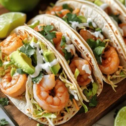 - 1 pound large shrimp, peeled and deveined - 1 tablespoon olive oil - Spices: cumin, smoked paprika, garlic powder - Salt and pepper to taste For these easy shrimp tacos, fresh shrimp is key. I love using large shrimp. They cook quickly and soak up flavors well. Olive oil helps the spices stick and adds richness. The spices—cumin, smoked paprika, and garlic powder—give the shrimp a great taste. Don’t forget the salt and pepper! They make everything better. - 8 small corn tortillas - 1 cup shredded cabbage (green or purple) - 1 avocado, sliced Corn tortillas are the best choice for shrimp tacos. They have a nice flavor and hold up well. I prefer to use fresh cabbage, too. It adds crunch and color. Sliced avocado gives a creamy touch that balances the dish perfectly. - 1/4 cup fresh cilantro, chopped - 1 lime, cut into wedges - 1/4 cup sour cream or Greek yogurt - Optional: diced tomatoes or pico de gallo for topping Add some cilantro for a burst of freshness. Lime wedges are great for squeezing over the tacos. I love using sour cream or Greek yogurt for creaminess. If you want, top with diced tomatoes or pico de gallo for extra flavor. For the full recipe, check out the details above. Enjoy creating a taco feast! Start by taking your shrimp and placing them in a bowl. Add 1 tablespoon of olive oil. Then, sprinkle in 1 teaspoon of cumin, 1 teaspoon of smoked paprika, and 1 teaspoon of garlic powder. Don’t forget to add salt and pepper to taste. Mix the shrimp well to ensure every piece is coated evenly with the oil and spices. This step makes a big difference in flavor! Next, heat a non-stick skillet over medium-high heat. Once it’s hot, add your seasoned shrimp. Cook them for 2 to 3 minutes on each side. Watch for the shrimp to turn pink and opaque. That's the sign you’re looking for! When they look just right, remove them from the heat. While the shrimp cooks, it’s time to warm the corn tortillas. Take a dry skillet and place it over medium heat. Warm each tortilla for about 30 seconds on each side. This makes them pliable and helps prevent tearing. Now, let’s build your tacos! Start by placing a generous amount of shredded cabbage on each warmed tortilla. Next, add 2 to 3 shrimp on top of the cabbage. Then, layer on some avocado slices and fresh cilantro. For a final touch, drizzle sour cream or Greek yogurt on top. If you like, add diced tomatoes or pico de gallo for extra flavor. Squeeze fresh lime juice over each taco before serving. Enjoy your Easy Shrimp Tacos! For the full recipe, check the section above. To avoid rubbery shrimp, cook them quickly. Shrimp only need 2 to 3 minutes on each side. Overcooked shrimp can become tough. Watch for their color change; they turn pink when done. Use a non-stick skillet to get a nice sear without sticking. For busy cooks, marinate shrimp ahead of time. You can even freeze them in the marinade. This saves time when you are in a rush. Pico de gallo adds a fresh burst of flavor to your shrimp tacos. Just chop some tomatoes, onions, and cilantro. A squeeze of lime juice brightens it up too. You can also try salsa for a tangy kick. If you like it spicy, add hot sauce or fresh jalapeños. Queso is another tasty option. It melts beautifully on the warm shrimp. For an appealing taco spread, use a large platter. Arrange the tacos neatly and garnish with lime wedges. A sprinkle of chopped cilantro adds a pop of color. Serve with sides like rice or beans for a complete meal. You can also try a fresh salad on the side. The crunch of the salad pairs well with the shrimp tacos. For the full recipe, check the details above! {{image_2}} You can switch out the shrimp for other proteins. Fish works well, like tilapia or cod. Grilling or searing fish gives it a nice texture. Chicken is another great option. Use cooked, shredded chicken for easy tacos. If you want a plant-based choice, try tofu. Firm tofu absorbs flavors well and can be grilled or sautéed. Spice up your shrimp tacos with new flavors. Try different spices like chili powder or cayenne for heat. You can also add lime juice or even a splash of tequila for a fun twist. Marinades can change the taste too. A simple mix of olive oil, garlic, and lime juice adds zest. Experimenting with flavors keeps things exciting. You can make these tacos fit your diet. For gluten-free options, use corn tortillas. They are naturally gluten-free and tasty. If you need dairy-free choices, skip the sour cream. You can use avocado instead for creaminess. Vegetarian options are also easy. Just replace shrimp with grilled veggies or beans. This way, anyone can enjoy these tacos! For the full recipe, check out the [Full Recipe]. To keep your shrimp tacos fresh, store them properly. Place leftover shrimp in an airtight container. This helps keep the shrimp juicy. Store tortillas separately to avoid sogginess. Wrap tortillas in plastic wrap or foil. This keeps them soft and tasty. When reheating shrimp, do it gently. Use a skillet over low heat. This keeps the shrimp tender. Heat them for about 2-3 minutes. Stir occasionally to prevent sticking. Avoid using a microwave, as it can make shrimp rubbery. Shrimp lasts 1-2 days in the fridge. Tortillas can stay good for 3-5 days. Cabbage also lasts about 3-5 days. Store avocado separately. Once cut, it lasts only 1-2 days before browning. Always check for freshness before using. Yes, you can use frozen shrimp. Just thaw them first. Place shrimp in a bowl of cold water for about 15-20 minutes. Drain and pat them dry. This helps the shrimp cook evenly. I love using small corn tortillas. They add great flavor and texture. You can also try flour tortillas if you prefer a softer bite. Warm them before serving for the best taste. To spice up your shrimp tacos, add some cayenne pepper or chili powder to the seasoning mix. You can also drizzle hot sauce on top before serving. Fresh jalapeños are a fun option, too! Yes, you can prepare the shrimp ahead. Season them and store in the fridge for up to 24 hours. Cook them just before serving for the best flavor and texture. Great side dishes include black beans, Mexican rice, or a fresh corn salad. You can also serve chips and guacamole for a crunchy treat. These sides complement shrimp tacos well. Store leftovers in an airtight container in the fridge. Keep shrimp and tortillas separate to avoid sogginess. Consume within 2 days for the best taste and safety. You can find the full recipe for Easy Shrimp Tacos here. It includes all the ingredients and steps to create delicious tacos packed with flavor. Enjoy cooking! Easy shrimp tacos use just a few fresh ingredients. You combine shrimp with spices and cook them to perfection. Next, layer your tacos with warm tortillas, cabbage, and avocado. You can add fun toppings too! These tips can make your meal both tasty and simple. Experiment with proteins and flavors to find your favorite version. Store leftovers properly for later enjoyment. With this guide, you can master shrimp tacos and impress everyone at your table. Enjoy your cooking!