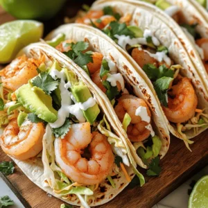 - 1 pound large shrimp, peeled and deveined - 1 tablespoon olive oil - Spices: cumin, smoked paprika, garlic powder - Salt and pepper to taste For these easy shrimp tacos, fresh shrimp is key. I love using large shrimp. They cook quickly and soak up flavors well. Olive oil helps the spices stick and adds richness. The spices&mdash;cumin, smoked paprika, and garlic powder&mdash;give the shrimp a great taste. Don&rsquo;t forget the salt and pepper! They make everything better. - 8 small corn tortillas - 1 cup shredded cabbage (green or purple) - 1 avocado, sliced Corn tortillas are the best choice for shrimp tacos. They have a nice flavor and hold up well. I prefer to use fresh cabbage, too. It adds crunch and color. Sliced avocado gives a creamy touch that balances the dish perfectly. - 1/4 cup fresh cilantro, chopped - 1 lime, cut into wedges - 1/4 cup sour cream or Greek yogurt - Optional: diced tomatoes or pico de gallo for topping Add some cilantro for a burst of freshness. Lime wedges are great for squeezing over the tacos. I love using sour cream or Greek yogurt for creaminess. If you want, top with diced tomatoes or pico de gallo for extra flavor. For the full recipe, check out the details above. Enjoy creating a taco feast! Start by taking your shrimp and placing them in a bowl. Add 1 tablespoon of olive oil. Then, sprinkle in 1 teaspoon of cumin, 1 teaspoon of smoked paprika, and 1 teaspoon of garlic powder. Don&rsquo;t forget to add salt and pepper to taste. Mix the shrimp well to ensure every piece is coated evenly with the oil and spices. This step makes a big difference in flavor! Next, heat a non-stick skillet over medium-high heat. Once it&rsquo;s hot, add your seasoned shrimp. Cook them for 2 to 3 minutes on each side. Watch for the shrimp to turn pink and opaque. That's the sign you&rsquo;re looking for! When they look just right, remove them from the heat. While the shrimp cooks, it&rsquo;s time to warm the corn tortillas. Take a dry skillet and place it over medium heat. Warm each tortilla for about 30 seconds on each side. This makes them pliable and helps prevent tearing. Now, let&rsquo;s build your tacos! Start by placing a generous amount of shredded cabbage on each warmed tortilla. Next, add 2 to 3 shrimp on top of the cabbage. Then, layer on some avocado slices and fresh cilantro. For a final touch, drizzle sour cream or Greek yogurt on top. If you like, add diced tomatoes or pico de gallo for extra flavor. Squeeze fresh lime juice over each taco before serving. Enjoy your Easy Shrimp Tacos! For the full recipe, check the section above. To avoid rubbery shrimp, cook them quickly. Shrimp only need 2 to 3 minutes on each side. Overcooked shrimp can become tough. Watch for their color change; they turn pink when done. Use a non-stick skillet to get a nice sear without sticking. For busy cooks, marinate shrimp ahead of time. You can even freeze them in the marinade. This saves time when you are in a rush. Pico de gallo adds a fresh burst of flavor to your shrimp tacos. Just chop some tomatoes, onions, and cilantro. A squeeze of lime juice brightens it up too. You can also try salsa for a tangy kick. If you like it spicy, add hot sauce or fresh jalape&ntilde;os. Queso is another tasty option. It melts beautifully on the warm shrimp. For an appealing taco spread, use a large platter. Arrange the tacos neatly and garnish with lime wedges. A sprinkle of chopped cilantro adds a pop of color. Serve with sides like rice or beans for a complete meal. You can also try a fresh salad on the side. The crunch of the salad pairs well with the shrimp tacos. For the full recipe, check the details above! {{image_2}} You can switch out the shrimp for other proteins. Fish works well, like tilapia or cod. Grilling or searing fish gives it a nice texture. Chicken is another great option. Use cooked, shredded chicken for easy tacos. If you want a plant-based choice, try tofu. Firm tofu absorbs flavors well and can be grilled or saut&eacute;ed. Spice up your shrimp tacos with new flavors. Try different spices like chili powder or cayenne for heat. You can also add lime juice or even a splash of tequila for a fun twist. Marinades can change the taste too. A simple mix of olive oil, garlic, and lime juice adds zest. Experimenting with flavors keeps things exciting. You can make these tacos fit your diet. For gluten-free options, use corn tortillas. They are naturally gluten-free and tasty. If you need dairy-free choices, skip the sour cream. You can use avocado instead for creaminess. Vegetarian options are also easy. Just replace shrimp with grilled veggies or beans. This way, anyone can enjoy these tacos! For the full recipe, check out the [Full Recipe]. To keep your shrimp tacos fresh, store them properly. Place leftover shrimp in an airtight container. This helps keep the shrimp juicy. Store tortillas separately to avoid sogginess. Wrap tortillas in plastic wrap or foil. This keeps them soft and tasty. When reheating shrimp, do it gently. Use a skillet over low heat. This keeps the shrimp tender. Heat them for about 2-3 minutes. Stir occasionally to prevent sticking. Avoid using a microwave, as it can make shrimp rubbery. Shrimp lasts 1-2 days in the fridge. Tortillas can stay good for 3-5 days. Cabbage also lasts about 3-5 days. Store avocado separately. Once cut, it lasts only 1-2 days before browning. Always check for freshness before using. Yes, you can use frozen shrimp. Just thaw them first. Place shrimp in a bowl of cold water for about 15-20 minutes. Drain and pat them dry. This helps the shrimp cook evenly. I love using small corn tortillas. They add great flavor and texture. You can also try flour tortillas if you prefer a softer bite. Warm them before serving for the best taste. To spice up your shrimp tacos, add some cayenne pepper or chili powder to the seasoning mix. You can also drizzle hot sauce on top before serving. Fresh jalape&ntilde;os are a fun option, too! Yes, you can prepare the shrimp ahead. Season them and store in the fridge for up to 24 hours. Cook them just before serving for the best flavor and texture. Great side dishes include black beans, Mexican rice, or a fresh corn salad. You can also serve chips and guacamole for a crunchy treat. These sides complement shrimp tacos well. Store leftovers in an airtight container in the fridge. Keep shrimp and tortillas separate to avoid sogginess. Consume within 2 days for the best taste and safety. You can find the full recipe for Easy Shrimp Tacos here. It includes all the ingredients and steps to create delicious tacos packed with flavor. Enjoy cooking! Easy shrimp tacos use just a few fresh ingredients. You combine shrimp with spices and cook them to perfection. Next, layer your tacos with warm tortillas, cabbage, and avocado. You can add fun toppings too! These tips can make your meal both tasty and simple. Experiment with proteins and flavors to find your favorite version. Store leftovers properly for later enjoyment. With this guide, you can master shrimp tacos and impress everyone at your table. Enjoy your cooking!