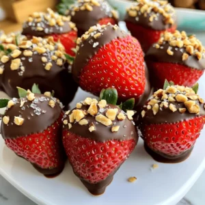 To make chocolate dipped strawberries, start with fresh strawberries. You want ripe ones with bright color. Look for strawberries that still have their green stems. They add a nice touch and make them easy to hold. A pound of strawberries works well for this recipe. Next, choose your chocolate. Dark chocolate is my favorite because it has a rich taste. Aim for chocolate that is at least 60% cocoa. You can also use milk chocolate for a sweeter treat. White chocolate adds a fun twist too. Each type gives a different flavor and look. You can get creative with add-ons. Here are some ideas: - 2 tablespoons coconut oil (makes the chocolate smoother) - 1 tablespoon sea salt (for a salty kick) - 1 tablespoon finely chopped nuts (for crunch) - 1 teaspoon vanilla extract (for extra flavor) These add-ons help you customize your strawberries. You can mix and match based on your taste. Check out the Full Recipe for more details! Start by rinsing the fresh strawberries. Use cold water and be gentle. After rinsing, pat them dry with a paper towel. It is key that they are completely dry. Wet strawberries won't hold the chocolate well. Leave the green stems on for easy dipping and a pretty look. Next, we need to melt the chocolate. Take a heatproof bowl and add the dark chocolate. You can also add coconut oil for a smooth texture. Melt the chocolate in the microwave using 30-second bursts. Stir the chocolate in between each burst. You can also use a double boiler if you prefer. The goal is a smooth and glossy chocolate. If you want, stir in a teaspoon of vanilla extract for extra flavor. Now, let’s dip the strawberries! Hold a strawberry by its stem. Dip it into the melted chocolate, covering it well. Let any extra chocolate drip back into the bowl. If you want to add toppings, do it while the chocolate is still wet. Sprinkle chopped nuts or sea salt over the chocolate. Place the dipped strawberries on parchment paper to set. Refrigerate them for about 30 minutes. This helps the chocolate become firm. For the full recipe, check the earlier section. Enjoy your sweet treats! To make great chocolate-dipped strawberries, pick fresh, ripe ones. Look for bright red berries with green stems. Make sure they are firm and free from bruises. Larger strawberries hold more chocolate and look stunning. If you find organic strawberries, grab them. They taste better and are often grown without harmful chemicals. Use high-quality dark chocolate, at least 60% cocoa. This gives a rich taste. You can melt it with coconut oil for a smooth finish. Melt the chocolate slowly, either in a microwave or a double boiler. Stir often to prevent burning. Dip each strawberry quickly to avoid the chocolate hardening before you finish. One mistake is not drying the strawberries well. Wet berries cause the chocolate to slide off. Always dry them thoroughly after rinsing. Another common error is using old chocolate. Always check the expiration date. Lastly, don’t rush the cooling process. Let the dipped strawberries set in the fridge for at least 30 minutes. This helps the chocolate firm up nicely. For the full recipe, check the earlier section! {{image_2}} You can use many types of chocolate for dipping. I love dark chocolate for its rich taste. Milk chocolate is sweeter and creamy. White chocolate adds a fun twist with its light flavor. You can even mix chocolates for a layered look. Toppings can make your strawberries even better. Try crushed nuts like almonds or walnuts for a crunchy bite. Sprinkles add color and fun. Shredded coconut gives a tropical twist. For a fancy touch, drizzle melted chocolate on top after dipping. If you want a fun change, try using yogurt instead of chocolate. Greek yogurt adds a tangy flavor. You can also use melted caramel for a sweet treat. Each option offers a new way to enjoy strawberries, making it a fun experience. Check out the Full Recipe for more ideas. To keep your chocolate dipped strawberries fresh, store them in the fridge. Place them on a plate lined with parchment paper. Cover them gently with plastic wrap. This helps avoid moisture, which can ruin the chocolate. Keep them away from strong odors, as strawberries can absorb smells. Chocolate dipped strawberries taste best when fresh. They stay good for about 24 hours in the fridge. After that, they may start to lose their flavor and texture. If you notice any signs of mold, throw them away right away. You cannot really reheat chocolate dipped strawberries. Instead, try to refresh them by letting them sit at room temperature for a few minutes. This can help improve their taste and texture. If your chocolate looks dull, you can drizzle a bit of melted chocolate on top for a fresh look. If you want the full details on making these treats, check out the Full Recipe. Chocolate-dipped strawberries last for about 24 hours in the fridge. They look best when fresh. After a day, the strawberries may start to lose their crunch. The chocolate can also get a bit dull. Keep them in an airtight container to help maintain freshness. Yes, you can use milk chocolate! It adds a sweeter taste to the strawberries. Many people enjoy the creaminess of milk chocolate. Just remember, milk chocolate may not harden as firmly as dark chocolate. You might want to add a bit of coconut oil to help it set better. Freezing chocolate-dipped strawberries is not recommended. The texture of the strawberries changes when frozen. The chocolate may crack or become soft when thawed. If you need to store them longer, keep them in the fridge instead. For the best taste and look, enjoy them fresh. You can find the full recipe on this page. You now know how to make delicious chocolate-dipped strawberries. We covered fresh strawberries, chocolate types, and fun add-ons. I shared step-by-step instructions for preparation, dipping, and decorating. With tips and tricks, you can avoid common mistakes and choose the best ingredients. Don't forget about unique variations and proper storage methods. Enjoy your treats right away or save some for later. These strawberries will impress everyone!