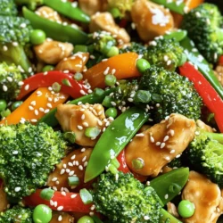 For a great teriyaki chicken stir fry, you need these main ingredients: - 1 lb boneless, skinless chicken thighs, cut into bite-sized pieces - 2 tablespoons olive oil - 1 cup broccoli florets - 1 red bell pepper, sliced - 1 cup snap peas - 1 small carrot, julienned - 3 green onions, chopped - 2 cloves garlic, minced - 1 tablespoon fresh ginger, grated - 1/4 cup soy sauce (low sodium) - 2 tablespoons honey - 1 tablespoon rice vinegar - 1 teaspoon sesame oil - Salt and pepper to taste - Sesame seeds for garnish These ingredients bring out the best flavors in your dish. The chicken thighs work well for their juiciness and taste. The fresh veggies add color and crunch. Using low-sodium soy sauce helps keep the dish balanced. You can add a few optional ingredients to boost flavor: - Red pepper flakes for heat - Sliced mushrooms for umami - Baby corn for extra texture - Water chestnuts for crunch These extras can make your stir fry even more delightful. Experiment with what you have at home. If you're missing an ingredient, here are some substitutes: - Chicken thighs can be swapped for chicken breast or firm tofu. - Olive oil works well, but you can also use sesame oil. - Honey can be replaced with maple syrup for a vegan option. - Soy sauce can be exchanged for tamari for a gluten-free choice. These substitutions keep your stir fry tasty while sticking to your dietary needs. Feel free to mix and match based on what you like. For the full recipe, check the details above. To make the teriyaki sauce, gather a small bowl. In it, whisk together the following: - 1/4 cup soy sauce (low sodium) - 2 tablespoons honey - 1 tablespoon rice vinegar - 1 teaspoon sesame oil - 2 cloves garlic, minced - 1 tablespoon fresh ginger, grated Mix these well and set the sauce aside. This will blend flavors nicely for your dish. For the chicken, use 1 lb of boneless, skinless chicken thighs. Cut them into bite-sized pieces. Heat 2 tablespoons of olive oil in a large skillet or wok over medium-high heat. Add the chicken pieces to the skillet. Season with salt and pepper. Cook for about 5-7 minutes. You want them browned and cooked through. Stir them often for even cooking. Once done, remove the chicken from the skillet and set it aside. Now it's time for the veggies! In the same skillet, add: - 1 cup broccoli florets - 1 red bell pepper, sliced - 1 cup snap peas - 1 small carrot, julienned Stir-fry these vegetables for 3-4 minutes. They should be vibrant and slightly tender. Next, return the cooked chicken to the skillet. Pour the teriyaki sauce over everything. Toss it all together. Cook for another 2-3 minutes. This helps the flavors blend well. Finally, remove from heat and stir in 3 chopped green onions. Serve hot and sprinkle sesame seeds on top for garnish. Enjoy your tasty teriyaki chicken stir fry! For the full recipe, refer to the earlier section. To make your chicken tender and flavorful, marinate it right. Use a mix of soy sauce, honey, and rice vinegar. Let the chicken soak for at least 30 minutes. If you have more time, a few hours will deepen the flavor. Always keep it in the fridge while marinating. This keeps the chicken safe and fresh. Cook your vegetables quickly for the best taste. Start with the hardest ones first. Broccoli and carrots need more time. Add them to the pan first. After a few minutes, toss in softer veggies like bell peppers and snap peas. Stir-fry for 3 to 4 minutes. This keeps them bright and crunchy. Overcooking can make them mushy and dull. Want to make your dish stand out? Try adding fresh ginger and garlic. They add a lot of flavor. You can also sprinkle in sesame seeds for crunch. A splash of lime juice at the end adds a fresh twist. For a spicy kick, add red pepper flakes. These small changes can take your stir fry from good to great. For the full experience, check out the Full Recipe. {{image_2}} You can easily make a vegetarian or vegan version of this dish. Instead of chicken, use tofu or tempeh. Both options soak up the teriyaki sauce well. For veggies, add bell peppers, mushrooms, and carrots. These add color and flavor. You can also toss in some zucchini or bok choy for extra crunch. If you want more protein, shrimp works great. It cooks quickly and adds a nice taste. Just replace the chicken with shrimp and follow the same cooking steps. Tofu is also a good choice. Use firm tofu for the best texture. Press it first to remove excess water, then cube and stir-fry until golden. To make this dish gluten-free, use tamari instead of soy sauce. Tamari tastes similar but has no gluten. Always check labels to ensure the other ingredients are gluten-free. You can use rice or quinoa as a base for serving. This way, you keep the meal light and tasty. For the full recipe, check out the [Full Recipe] section. To keep your teriyaki chicken stir fry fresh, store it in an airtight container. Let the dish cool down to room temperature first. This prevents moisture build-up inside the container. Place the container in the fridge. It stays good for about three to four days. When you're ready to enjoy the leftovers, reheat them gently. You can use a skillet or microwave. If using a skillet, add a splash of water or broth. This helps steam the chicken and veggies. Heat until warm, stirring often. In the microwave, cover the dish loosely. Heat in short bursts, about 30 seconds at a time, until hot. If you want to save some for later, freezing is a great option. Allow the stir fry to cool completely before freezing. Place it in a freezer-safe bag or container. Remove as much air as possible to prevent freezer burn. It can last for up to three months. To reheat, let it thaw overnight in the fridge. Then, follow the reheating tips above for the best taste. For the full recipe, check out the detailed instructions for making this dish. You can serve Teriyaki Chicken Stir Fry with rice or noodles. White rice is a classic choice. Brown rice adds a nutty flavor and is healthier. For a low-carb option, try cauliflower rice. You can also add a side of steamed vegetables for extra nutrients. To add heat, try using crushed red pepper flakes. You can also add fresh sliced chili peppers. Sriracha sauce gives a nice kick, too. Start small and taste as you go. Mixing in these spicy elements enhances the flavor without overwhelming the dish. Yes, you can use store-bought teriyaki sauce. It saves time and is very convenient. Just make sure to choose a brand you like. Some store sauces can be sweeter or saltier than homemade. Adjust the other ingredients to balance the flavor. For a quick meal, store-bought sauce works great! Now you know how to make a delicious teriyaki chicken stir fry. By using fresh ingredients and proper techniques, you can create a meal that shines. Remember to play with flavors and explore options like vegetarian or gluten-free versions. And if you have leftovers, store them well for later enjoyment. Keep these tips in mind to elevate your cooking. Enjoy your stir fry adventure!