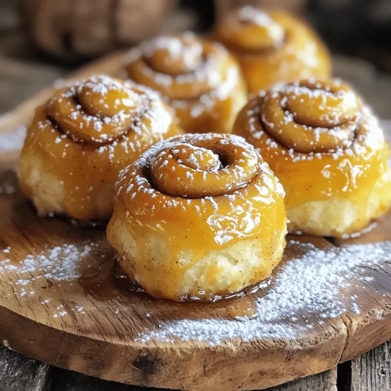 To make Easy Cinnamon Roll Bites, gather these key ingredients: - 1 can (16.5 oz) refrigerated pizza dough - 1/4 cup granulated sugar - 1 tablespoon ground cinnamon - 2 tablespoons unsalted butter, melted - 1/2 cup powdered sugar - 1-2 tablespoons milk - 1/2 teaspoon vanilla extract These simple items create a delicious treat. The pizza dough works well as a base. The sugar and cinnamon mix adds that warm flavor we love. Melted butter helps everything stick together. Want to add a twist? Here are some optional ingredients: - Chopped nuts (like pecans or walnuts) - Raisins or dried fruit - Chocolate chips - Cream cheese for a richer glaze These extras can change the flavor. You can mix and match to find your favorite. Don’t be afraid to get creative and try new things! You will need some basic tools to make this recipe: - Baking sheet - Non-stick spray or parchment paper - Mixing bowls - Whisk - Rolling pin (optional) - Knife for slicing Having the right tools makes the process easier. With these items, you can make your cinnamon rolls with ease. Now, you are ready to bake some warm, tasty bites! For the full recipe, check the section above. First, preheat your oven to 375°F (190°C). This step is key for the perfect bake. Next, take the refrigerated pizza dough from the can. Unroll it on a clean surface. Roll it out gently to make it even. This helps the bites cook evenly. In a small bowl, mix the granulated sugar and ground cinnamon. This mix gives the bites their sweet, warm flavor. Once your dough is ready, brush melted butter over it. Make sure to cover all areas. Then, sprinkle the cinnamon-sugar mixture on top. Spread it evenly to ensure every bite has great flavor. Now, roll the dough tightly from one end. Pinch the seams to seal it well. Then, slice the log into bite-sized pieces, about one inch thick. Place these pieces cut side up on a greased baking sheet. Bake the cinnamon roll bites in the preheated oven for 12-15 minutes. Keep an eye on them until they turn golden brown. After baking, let them cool for a few minutes. While the bites cool, prepare the glaze. In a bowl, whisk together the powdered sugar, milk, and vanilla extract. Mix until the glaze is smooth. Once the bites are cool, drizzle the glaze over the top. Enjoy your Easy Cinnamon Roll Bites! For the full recipe, check the section above. When making Easy Cinnamon Roll Bites, avoid these common mistakes: - Not using enough flour: If the dough sticks, sprinkle flour on your surface. - Rolling the dough too tightly: This can cause the bites to burst while baking. - Skipping the cooling time: Let them cool before adding glaze for the best taste. To elevate your cinnamon roll bites, try these simple tips: - Use fresh spices: Fresh ground cinnamon enhances flavor. - Experiment with the butter: Try browning the butter for a nutty taste. - Adjust the glaze: Add more milk for a thinner glaze or less for a thicker one. Speed up your prep with these clever kitchen hacks: - Use kitchen scissors: They make slicing the dough easier and faster. - Prepare the cinnamon-sugar mix ahead: Store it in a jar for future use. - Opt for a pizza cutter: This tool slices the dough evenly and quickly. These tips will help you create the best Easy Cinnamon Roll Bites. You can find the full recipe to make these treats right here! {{image_2}} You can make your cinnamon roll bites even tastier with some fun add-ins. Try adding chocolate chips for a sweet twist. You can also mix in chopped nuts for extra crunch. For fruit lovers, consider adding diced apples or berries. These add-ins bring new flavors and textures to the bites. If you want a healthier option, there are simple swaps you can make. Use whole wheat pizza dough instead of regular dough. This gives you more fiber. For a lower sugar option, try using a sugar substitute. You can also swap butter for coconut oil to cut down on saturated fat. These changes keep the treats tasty while being mindful of health. You can change the flavors based on the season. For fall, add pumpkin spice to the cinnamon mixture. This gives a cozy vibe perfect for chilly days. In winter, try peppermint extract for a fresh, holiday touch. During summer, mix in some lemon zest for a bright flavor. Each season brings a new twist to your cinnamon roll bites. To keep your cinnamon roll bites fresh, place them in an airtight container. Make sure they cool completely before sealing. This helps prevent moisture buildup, keeping them soft. Store them at room temperature for up to three days. If you want to keep them longer, consider freezing. Freezing these bites is easy. First, let them cool completely. Then, pack them in a freezer-safe container or a resealable bag. Remove as much air as possible to avoid freezer burn. They can last up to three months in the freezer. When you're ready to enjoy them, just thaw in the fridge overnight. To enjoy your cinnamon roll bites again, reheating is key. Preheat your oven to 350°F (175°C). Place the bites on a baking sheet and cover them with foil. Heat for about 10 minutes. This method keeps them warm and soft. You can also use a microwave. Heat them for about 15 seconds, but be careful not to overdo it. Enjoy them fresh, just like the first time! To make the glaze, mix powdered sugar, milk, and vanilla extract. Start with 1/2 cup of powdered sugar in a bowl. Add 1-2 tablespoons of milk and 1/2 teaspoon of vanilla extract. Whisk until smooth. If you want it thicker, add more powdered sugar. If you like it thinner, add more milk. This glaze adds a sweet touch to your cinnamon roll bites. Yes, you can use homemade dough! If you have a favorite dough recipe, go ahead and use it. Just roll it out to the same thickness as the pizza dough. The taste may change slightly, but it can still be delicious. Homemade dough can give your bites a unique flavor. You can serve these bites warm or at room temperature. Pair them with a cup of coffee or tea for a great snack. You can also add fresh fruit like strawberries or bananas on the side. They are perfect for breakfast or as a sweet treat. For a fun twist, try serving them with extra glaze for dipping. Where can I find the full recipe? You can find the full recipe for Easy Cinnamon Roll Bites in the earlier sections of this article. You now know all the key steps for making cinnamon roll bites. We covered the ingredients, how to prepare the dough, and tips for success. You learned to avoid common mistakes and how to add your favorite flavors. Storing leftovers and reheating them will keep them fresh. Whether you are baking for a holiday or just a treat, these bites can be made to suit anyone. Enjoy your baking adventure, and share these fun bites with friends and family!