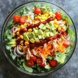 When making BBQ Ranch Chicken Salad, you need fresh and tasty ingredients. Here’s a list of what you will use: - Cooked Chicken - Mixed Greens - Cherry Tomatoes - Corn Kernels - Red Bell Pepper - Red Onion - Avocado - Cheddar Cheese - BBQ Sauce - Ranch Dressing - Olive Oil - Salt and Pepper Each ingredient adds flavor and texture. The cooked chicken gives protein, while mixed greens provide crunch. Cherry tomatoes add sweetness, and corn kernels bring a pop of flavor. The red bell pepper adds a nice color and crunch. Don’t forget the red onion; it gives a nice bite. The avocado adds creaminess, and cheddar cheese gives a rich taste. BBQ sauce adds a smoky flavor, while ranch dressing ties everything together. A drizzle of olive oil makes it all shine. This salad is not only colorful but also packed with nutrients. You can find the full recipe to create this delicious meal. How to Prepare Chicken with BBQ Sauce First, take your cooked chicken. I like using shredded chicken for this salad. Place the chicken in a large bowl. Now, add the BBQ sauce. Mix them together well. Make sure each piece of chicken is coated in the sauce. This adds flavor and moisture to the salad. Layering the Salad Ingredients Next, grab a large serving bowl. Start by adding your mixed greens as the base. I prefer a mix of spinach, arugula, and romaine for a nice crunch. Then, layer the cherry tomatoes, corn, diced red bell pepper, and thinly sliced red onion on top of the greens. Each layer adds color and texture, making it visually appealing. Adding the Dressings Now, take your BBQ chicken mixture and place it over the veggies. Then, sprinkle the diced avocado and cheddar cheese on top. These add creaminess and richness to the dish. Finally, drizzle ranch dressing all over the salad. A light drizzle of olive oil enhances the flavors. Season with salt and pepper to taste. You can toss the salad gently to mix everything or keep it layered for a pretty presentation. Follow the Full Recipe for a detailed guide. Choosing the Right Greens I love using mixed greens in my BBQ Ranch Chicken Salad. You can use spinach, arugula, or romaine. Each green adds a unique taste. Spinach gives a mild flavor. Arugula adds peppery notes, while romaine offers a nice crunch. Choose greens that you enjoy! How to Prevent Soggy Greens To avoid soggy greens, dry them well after washing. You can use a salad spinner or paper towels. This step keeps your salad crisp. Mix the dressing just before serving. This way, the greens stay fresh and crunchy. Nobody likes a wet salad! Balancing Flavors with Dressings Finding the right balance is key. The BBQ sauce adds sweetness, while ranch dressing brings creaminess. Adjust the amount of each to suit your taste. If you want a tangy kick, add a splash of vinegar. You can also mix in some lime juice for a fresh twist. For more details on making this salad, check out the Full Recipe. {{image_2}} You can make your BBQ Ranch Chicken Salad even better by adding fun twists. Here are some ideas to make it your own. - Adding Fruits like Pineapple Pineapple brings a sweet touch to your salad. It adds a juicy burst that pairs well with BBQ flavors. Cut fresh pineapple into small pieces and mix it in with the greens. You can also use canned pineapple if fresh isn’t handy. - Incorporating Beans for Extra Protein Beans are a great way to boost protein in your salad. Try black beans or chickpeas. They add texture and flavor, making the salad heartier. Rinse the beans well before adding them. About a cup should do the trick. - Alternative Dressings to Try If ranch isn’t your thing, switch it up! You can use yogurt-based dressings for a lighter feel. A honey mustard dressing also works well. Just make sure to balance the sweetness with the BBQ sauce. Experiment to find your favorite combo! Explore these variations to create your perfect BBQ Ranch Chicken Salad. For the complete recipe, check out the [Full Recipe]. Storing Leftovers After you enjoy your BBQ Ranch Chicken Salad, store the leftovers right away. This keeps it fresh. Use a clean container to hold the salad. If you can, separate the dressing. This helps keep the greens crisp. Best Containers for Salad I recommend using airtight containers. These help prevent air from getting in. Glass containers work well, but plastic ones are fine, too. Make sure the lid seals tightly. This way, your salad stays fresh longer. How Long the Salad Lasts When stored properly, your salad lasts about three days in the fridge. After that, the greens may wilt. The flavors can change, too. If you notice any bad smells or colors, throw it out. Always trust your senses. For the best taste, enjoy your BBQ Ranch Chicken Salad within those three days. Can I make this salad in advance? Yes, you can make this salad in advance. Just keep the dressing separate. This helps keep the greens fresh and crisp. When ready to serve, mix it all together. What can I substitute for ranch dressing? You have many options. Try Greek yogurt mixed with herbs. A vinaigrette also works well. For a spicy kick, use a chipotle dressing. Each option gives a unique twist. Is BBQ Ranch Chicken Salad healthy? This salad offers a good balance of protein and veggies. Chicken provides lean protein, while mixed greens and veggies add fiber. Just watch the dressing portions to keep it healthier. How can I make this recipe vegetarian? To make this salad vegetarian, skip the chicken. Use grilled veggies or chickpeas instead. Add more beans for protein. You can also use a plant-based BBQ sauce. It's easy to enjoy this salad without meat! This blog post covered all the key points for a BBQ Ranch Chicken Salad. You learned about the fresh ingredients, how to prepare them, and the right dressings to use. I shared tips to enhance your salad and make it just right. You also found ways to customize your dish for variety and learned how to store it properly. Try making this salad your own. Your taste buds will thank you! Enjoy your cooking adventure.