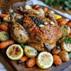 - 1 whole chicken (about 4-5 lbs) - 6 cloves garlic, minced - 1 tablespoon fresh rosemary, finely chopped - 1 tablespoon fresh thyme, finely chopped - 1 tablespoon fresh parsley, finely chopped - 1 lemon, zested and juiced - 1/4 cup olive oil - Salt and pepper to taste - 1 onion, quartered - 2 cups baby carrots - 1 cup baby potatoes, halved Fresh ingredients are key for great flavor. Using fresh herbs like rosemary, thyme, and parsley makes a big difference. They bring a bright taste that dried herbs can't match. Fresh garlic packs in strong flavor, too. Don't skip the lemon! Its zest and juice add a nice zing to the dish. This recipe serves four. Each serving has about 400 calories. You'll get 25 grams of protein, 20 grams of fat, and 30 grams of carbs. The chicken provides lean protein, which is great for muscle health. Garlic is known for its immune-boosting properties. Carrots add vitamins and fiber, while potatoes offer energy and potassium. This meal is not just tasty; it also gives you nutrients that keep you strong and healthy. To make this garlic herb roasted chicken, you need to start with a tasty herb paste. In a small bowl, mix the minced garlic, rosemary, thyme, parsley, lemon zest, lemon juice, and olive oil. Add salt and pepper to taste. This paste gives the chicken great flavor. When you prepare the chicken, make sure to pat it dry with paper towels. This step is key. It helps to get that crispy skin you want. Preheat your oven to 425°F (220°C). This high heat helps the chicken roast well. Place the chicken in the oven for about 1 hour and 15 minutes. You will know it's done when the internal temperature reaches 165°F (74°C). Basting the chicken is very important. Halfway through roasting, use the pan juices to baste the chicken. This keeps it moist and adds flavor. Once the chicken is done, let it rest for 10-15 minutes. This step allows the juices to spread throughout the meat. It helps to keep the chicken moist when you carve it. For serving, place the chicken on a large platter. Arrange the roasted vegetables around it. Garnish with fresh herbs and lemon slices. This makes for a beautiful and inviting meal. You can find the full recipe [here](Full Recipe). Choosing the right herbs and seasonings is key. Fresh herbs like rosemary, thyme, and parsley bring bright flavors. Use them in the herb paste for a strong taste. You can also add lemon for zest. For marinating, rub the herb paste under the chicken’s skin. This method helps the flavors soak in well. Let the chicken sit for at least 30 minutes before cooking. This resting time lets the flavors meld. Roasting differs from frying or grilling. Roasting cooks the chicken evenly and keeps it juicy. Heat surrounds the chicken, creating a nice crust. To monitor doneness, use a meat thermometer. Insert it into the thickest part of the breast. Aim for 165°F (74°C) for safe eating. If you don’t have a thermometer, check for clear juices. If the juices run clear, the chicken is done. Pair this dish with simple sides. Baby carrots and potatoes roasted in the same pan work well. They soak up the chicken's juices, adding flavor. For a crunchy side, serve a fresh salad. A light vinaigrette complements the dish nicely. When it comes to drinks, try a crisp white wine. Something like Sauvignon Blanc enhances the meal. For a non-alcoholic option, serve sparkling water with lemon. These choices round out your meal perfectly. For the full recipe, check the section above. {{image_2}} You can switch up the flavors in your Garlic Herb Roasted Chicken. Try a citrus-infused version by adding oranges. Just slice some oranges and place them inside the chicken. The juice will make the meat juicy and add a bright taste. You can also create a spicy version by mixing chili flakes into the herb paste. This adds heat and makes the dish exciting. If you want a vegetarian meal, focus on roast vegetable medleys. Use a mix of seasonal veggies like zucchini, bell peppers, and onions. Toss them in olive oil and your favorite herbs. To adapt the cooking, roast the veggies in the oven for about 30-40 minutes. This gives them a nice char and enhances their flavors. You can explore international flavors by using different herbs and spices. For a Mediterranean twist, add oregano and basil to your herb paste. For an Asian-inspired dish, try ginger and soy sauce. These spices change the taste and make your meal unique. Here are some ideas to inspire you: - Herb and Spice Combinations: Mix cilantro and lime for a fresh taste. - Example Recipes: Consider dishes like Moroccan roasted vegetables or Indian spiced chickpeas to serve alongside. For the full recipe, check out the Garlic Herb Roasted Chicken section. To keep your Garlic Herb Roasted Chicken fresh, store leftovers in the fridge. Let the chicken cool down before putting it away. Use airtight containers to prevent moisture loss. You can also wrap pieces in plastic wrap or foil. This helps keep the chicken juicy. Aim to eat leftovers within three to four days for best taste. If you want to save cooked chicken for a longer time, freezing works great. First, let the chicken cool completely. Cut it into portions for easy serving later. Place the chicken in freezer-safe bags or containers. Make sure to remove as much air as possible. This stops freezer burn. When you're ready to eat, thaw it in the fridge overnight. For reheating, use the oven or a skillet. This keeps the chicken flavorful and moist. Most fresh ingredients in this recipe have a short shelf life. Garlic, for instance, stays fresh for about two weeks in the fridge. Fresh herbs like rosemary and thyme last around a week. To keep them fresh longer, wrap herbs in a damp paper towel and store them in a plastic bag. Always check your ingredients for signs of spoilage, like bad smells or discoloration. This ensures you use the best quality for your meals. How do I know when the chicken is done? You can check doneness with a meat thermometer. The thickest part of the chicken should reach 165°F (74°C). If you do not have a thermometer, cut into the thigh. The juices should run clear, not pink. Can I use dried herbs instead of fresh? Yes, you can use dried herbs. Use one-third of the amount of dried herbs compared to fresh. Dried herbs pack strong flavor. Mix them well with the oil and garlic to release their taste. What can I serve with Garlic Herb Roasted Chicken? Pair the chicken with roasted vegetables, rice, or a fresh salad. Mashed potatoes also work well. You can add a tangy sauce or gravy for extra flavor. What to do if the chicken is dry? If your chicken turns out dry, try basting it next time. Basting keeps the meat juicy. You can also add a sauce or gravy to add moisture when serving. Tips for fixing under-seasoned recipes If the chicken lacks flavor, sprinkle more salt on it after cooking. A squeeze of lemon juice can brighten the taste. Serve it with a flavorful sauce to enhance the meal. Can I use a different type of chicken? You can use chicken thighs or breasts instead of a whole chicken. Just adjust cooking times. Thighs may take less time, while breasts may dry out faster. Substitutions for allergy concerns (e.g., gluten-free) This recipe is gluten-free as it stands. If you need to avoid other allergens, try using different oils or herbs as needed. Always check labels for safe options. For more details, check the Full Recipe. In this guide, we covered how to make Garlic Herb Roasted Chicken. We detailed the fresh ingredients needed, shared nutritional information, and provided step-by-step instructions for perfect roasting. I offered tips for flavor enhancement and suggested variations, including vegetarian options. Proper storage advice ensures your leftovers stay tasty. Remember, using fresh herbs makes a big difference in taste. With these methods and tips, you can create a delicious meal that impresses everyone at your table. Happy cooking!