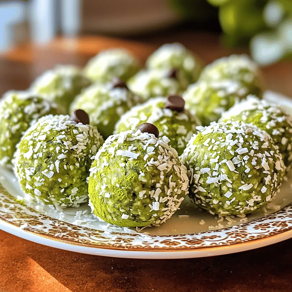 To make Matcha Energy Bliss Balls, you need: - 1 cup rolled oats - 1/2 cup nut butter (such as almond or cashew) - 1/4 cup honey or maple syrup - 2 tablespoons matcha green tea powder - 1/4 cup chia seeds - 1/4 cup shredded coconut (unsweetened) - 1/4 cup dark chocolate chips (optional) - A pinch of salt You can easily adjust this recipe to fit your needs. If you want it vegan, use maple syrup and a vegan nut butter. For nut allergies, try using sunflower seed butter. You can also swap out the rolled oats for gluten-free oats if you need a gluten-free option. Feel free to adjust the sweetness by adding more or less honey or maple syrup. Matcha is the star of this recipe. It is a type of green tea that gives you energy without the jitters. Matcha is rich in antioxidants. These compounds help fight free radicals in your body. This superfood also boosts metabolism and helps with focus. Chia seeds add fiber and protein. They absorb water and expand, which helps you feel full. The nut butter provides healthy fats. These fats keep you satisfied and give you lasting energy. The rolled oats are a great source of complex carbs, giving you energy without a crash. In short, this simple snack packs a big punch of nutrition. You can find the full recipe for Matcha Energy Bliss Balls at the top of this section. To start making your Matcha Energy Bliss Balls, gather all your ingredients. You'll need rolled oats, nut butter, honey or maple syrup, matcha powder, chia seeds, shredded coconut, dark chocolate chips, and a pinch of salt. First, take a large mixing bowl and add the rolled oats, matcha powder, chia seeds, and shredded coconut. Mix them well until they are evenly combined. Next, in a separate bowl, blend the nut butter, honey (or maple syrup), and a pinch of salt. Stir until the mixture is smooth. Pour this nut butter mixture into the dry mix. Stir everything together until it forms a thick dough. When you mix the ingredients, be sure to use a sturdy spoon or spatula. If you prefer a smoother texture, you can use your hands. Slightly dampen your hands to help prevent sticking. Once well mixed, take a small amount of the mixture and roll it into a ball, about 1 inch in size. This helps ensure all the flavors meld nicely. If the mix feels too dry, add a bit more nut butter or honey to help it stick together. The texture of your bliss balls is key to their success. They should be firm but not too hard. If they crumble, add more nut butter or a little honey. If they are too sticky, add a bit more oats. After rolling them into balls, place them on a parchment-lined tray. Chill in the fridge for at least 30 minutes. This helps them set up perfectly. For a special touch, sprinkle some extra matcha powder or shredded coconut on top before serving. Enjoy your healthy snack! For the full recipe, refer to the section above. One common mistake is not measuring the ingredients. Accurate measurements help in getting the right texture. Another mistake is overmixing the ingredients. This can lead to a tough texture. Also, avoid using too much nut butter. It can make the bliss balls greasy. Lastly, don’t skip the chilling step. Chilling helps the balls to hold their shape. You can easily customize these bliss balls. Try using different nut butters, like peanut or sunflower. For sweetness, you can swap honey with agave nectar or maple syrup. You can also add spices like cinnamon or ginger for extra flavor. Want more crunch? Add nuts or seeds. Feel free to add dried fruits for a chewy texture. The options are endless! When rolling the bliss balls, dampen your hands slightly. This helps prevent sticking. Roll them into even-sized balls, about 1 inch in diameter. For storing, keep them in an airtight container. They stay fresh in the fridge for up to a week. You can also freeze them for up to three months. Just thaw before enjoying. For presentation, arrange them on a plate and sprinkle with extra matcha or coconut. They look great and taste even better! {{image_2}} You can boost your Matcha Energy Bliss Balls with extra protein or superfoods. Try adding: - 1/2 cup of protein powder (any flavor you like) - 1/4 cup of hemp seeds for more nutrients - 1/4 cup of ground flaxseed for fiber These additions help make your snack more filling and nutritious. You can play with flavors to keep things exciting. For chocolate lovers, mix in: - 1/4 cup of cocoa powder or more dark chocolate chips. If you prefer vanilla, use: - 1 teaspoon of vanilla extract in the nut butter mix. For a nut-free option, replace nut butter with: - Sunflower seed butter or tahini. These swaps keep the bliss balls safe for kids with nut allergies. Seasonal ingredients can make your bliss balls fun and festive. In the fall, try adding: - 1/4 cup of chopped dried cranberries or pumpkin spice. In winter, add: - A pinch of cinnamon or nutmeg for warmth. These small changes can bring new life to your snack. For the full recipe, check out the ingredients and instructions above. Enjoy experimenting! I recommend keeping your Matcha Energy Bliss Balls in an airtight container. This keeps them fresh longer. You can store them in the fridge for the best results. If you pack them tightly, they can last up to a week. For longer storage, you can freeze them. Just make sure to separate them with parchment paper to avoid sticking. These bliss balls taste great for about one week in the fridge. If you freeze them, they can last for three months. To thaw, simply take them out and let them sit at room temperature for about 15 minutes. This way, they stay tasty and fresh. For the best flavor, serve these bliss balls chilled. You can also sprinkle a little matcha powder or extra coconut on top for a fun touch. Pair them with some fresh fruit or a cup of tea. This makes your snack even more enjoyable! You can find the Full Recipe to get started on these delicious snacks. Matcha Energy Bliss Balls are packed with good stuff. Each ball gives you fiber, protein, and healthy fats. Here’s a quick look at the main nutrients: - Rolled oats provide fiber and energy. - Nut butter adds protein and healthy fats. - Matcha offers antioxidants and boosts your mood. - Chia seeds give omega-3s and more fiber. - Honey or maple syrup adds natural sweetness. This snack is a great way to get energy without sugar crashes. Yes, you can easily make these bliss balls vegan! Just swap honey with maple syrup. Use a nut butter that has no added ingredients. This way, you keep the flavor and nutrition while making them plant-based. To find good matcha powder, check a few details: - Look for vibrant green color. Bright green means it’s fresh. - Check the texture; it should be fine and smooth, not grainy. - Taste a bit; high-quality matcha has a sweet and grassy flavor. Look for brands that mention "ceremonial grade" or "premium" to ensure quality. Using quality matcha makes your bliss balls even better. For the full recipe, check out the details above. Matcha Energy Bliss Balls offer a tasty and healthy snack. We explored their key ingredients, focusing on matcha’s health perks. You learned how to make these bliss balls with easy steps and tips for perfect texture. I shared common mistakes and ways to customize flavors. Also, we covered the best storage methods to keep them fresh. Incorporating these bliss balls into your diet is simple and fun. Enjoy them as a quick energy boost or a satisfying treat. Take the time to experiment with flavors and share them with friends!