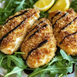- 4 boneless, skinless chicken breasts - 1 cup grated Parmesan cheese - 1 cup seasoned breadcrumbs - 1 teaspoon garlic powder - 1 teaspoon onion powder - 1 teaspoon dried Italian herbs - 2 large eggs - 1 tablespoon Dijon mustard - Olive oil for baking - Salt and pepper to taste To make Parmesan crusted chicken, you need just a few simple items. First, the main ingredients are chicken breasts, Parmesan cheese, and seasoned breadcrumbs. These create a crunchy topping that is hard to resist. Next, for seasoning, add garlic powder, onion powder, and dried Italian herbs. These spices bring flavor and warmth to the dish. They make your chicken taste amazing. Then, for binding the crust, you will use eggs and Dijon mustard. These help the breadcrumbs stick to the chicken. Olive oil adds a nice golden color as the chicken bakes. Don’t forget to season with salt and pepper for a balanced taste. You can find the full recipe for this dish to guide you through the steps. Enjoy creating this savory and crispy delight! 1. Preheat your oven to 400°F (200°C). This will help the chicken cook evenly. 2. Line a baking sheet with parchment paper. This keeps the chicken from sticking. 3. In a shallow bowl, whisk together the eggs and Dijon mustard. This mixture helps the breadcrumbs stick well. 1. In another bowl, mix the Parmesan cheese, seasoned breadcrumbs, garlic powder, onion powder, Italian herbs, salt, and pepper. This blend gives your chicken great flavor. 2. Pat the chicken breasts dry with paper towels. Drying them helps the coating stick better. 3. Dip each chicken breast into the egg mixture. Let any extra egg drip off. 4. Coat the chicken in the breadcrumb mixture. Press it onto the surface to ensure it sticks well. 1. Place the coated chicken breasts onto the prepared baking sheet. 2. Drizzle a little olive oil over each piece. This helps the crust turn golden brown. 3. Bake in the preheated oven for 25-30 minutes. You want the chicken to reach an internal temperature of 165°F (75°C). It should be golden brown. 4. Remove from the oven and let it rest for 5 minutes. This allows the juices to settle before you slice or serve. For more details, check the Full Recipe. To achieve a crispy crust on your Parmesan crusted chicken, follow these steps: - Pat Dry: Start by patting the chicken dry. This helps the coating stick better. - Egg Wash: Use a mix of eggs and Dijon mustard for a good binding layer. - Press Down: When coating with the breadcrumb mixture, press down firmly. This helps the crumbs stick well. For seasoning the chicken, keep it simple: - Salt and Pepper: Always season both sides of the chicken with salt and pepper. - Herbs and Spices: Mix in garlic powder, onion powder, and Italian herbs. This adds great flavor. Here are some ideal side dishes to complement the chicken: - Fresh Salad: A simple arugula salad adds freshness. - Roasted Veggies: Roasted broccoli or carrots pair well with the chicken. - Mashed Potatoes: Creamy mashed potatoes make a hearty side. For garnishing tips, keep it light: - Lemon Wedges: Serve with lemon wedges for a zesty touch. - Balsamic Glaze: Drizzle balsamic glaze on top for a sweet contrast. Avoid sogginess in the crust by: - No Moisture: Make sure the chicken is dry before coating. - Oven Temperature: Preheat the oven well. This helps the crust crisp up. To ensure the chicken is cooked properly: - Use a Thermometer: Check for an internal temperature of 165°F (75°C). - Resting Time: Let the chicken rest for 5 minutes after baking. This helps juices settle back in. {{image_2}} You can switch up the cheese in this recipe. Try using mozzarella or cheddar for a fun twist. Both give a nice flavor and melt well. If you want a sharper taste, go for aged provolone. For those who need gluten-free options, use ground almonds or gluten-free breadcrumbs. They both work well and provide a tasty crunch. Adding spices makes your chicken pop! Try using paprika or cayenne for heat. A sprinkle of smoked paprika brings a rich flavor. Fresh herbs like parsley or cilantro can brighten the dish too. You can also swap out the Dijon mustard. Honey mustard or spicy brown mustard adds a unique kick. If you want a different texture, try pan-frying the chicken. Heat some olive oil in a skillet and cook the coated chicken until golden. This gives a crisp crust and juicy inside. Grilling is another great option. It adds a smoky flavor that pairs well with the Parmesan. Just make sure to keep an eye on the chicken to avoid overcooking. For the Full Recipe, follow the steps I provided earlier, and enjoy experimenting with these variations! To keep your Parmesan crusted chicken fresh, store leftovers in the fridge. Place the chicken in an airtight container. This helps prevent drying out and keeps flavors intact. Use parchment paper between layers if stacking. It protects the crust from becoming soggy. Make sure to eat leftovers within three days for the best taste. When reheating, it's key to maintain crispiness. Preheat your oven to 375°F (190°C). Place the chicken on a baking sheet lined with foil. This helps reflect heat and keeps the crust crunchy. Heat for about 10-15 minutes. Always check that the internal temperature reaches 165°F (75°C). This ensures it's safe to eat. You can freeze your Parmesan crusted chicken for later meals. If freezing before cooking, wrap each piece tightly in plastic wrap. Then, place them in a freezer-safe bag. When freezing after cooking, let the chicken cool first. Then, follow the same wrapping method. For thawing, move the chicken to the fridge overnight. This keeps the chicken juicy and tasty. Parmesan Crusted Chicken is a tasty dish made by coating chicken with grated Parmesan cheese and breadcrumbs. This creates a crunchy and flavorful crust when baked. You can find many variations, like adding herbs or spices for extra flavor. Some people even use different types of cheese to mix things up. You can make Parmesan Crusted Chicken healthier by using a few simple substitutes. Try using whole wheat breadcrumbs instead of regular ones for more fiber. You can also replace some of the cheese with a lower-fat version. Another option is to use egg whites instead of whole eggs to cut down on calories. Yes, you can prepare Parmesan Crusted Chicken ahead of time. You can coat the chicken and store it in the fridge for a few hours. Just make sure to cover it well to keep it fresh. When you are ready to bake, remove it from the fridge and let it sit for about 15 minutes before cooking. This helps it cook evenly. Parmesan Crusted Chicken pairs well with many side dishes. Here are some great options: - Roasted vegetables, like broccoli or carrots - A fresh green salad with vinaigrette - Mashed potatoes or sweet potato fries - Quinoa or rice for a healthy grain option For a full experience, serve it with lemon wedges and a drizzle of balsamic glaze. This adds a nice touch of flavor to your meal. For the complete recipe, check out the Full Recipe. Parmesan Crusted Chicken is simple and delicious. We covered its main ingredients, from chicken breasts to breadcrumbs. Seasoning adds big flavor, while binding ingredients keep everything together. I shared easy steps to prepare, coat, and bake the chicken for the best results. Tips on achieving a crispy crust and avoiding common mistakes will boost your cooking skills. Try variations and storage tips to enjoy this dish longer. With these insights, you can make tasty dinners that impress. Keep experimenting and enjoy every bite!