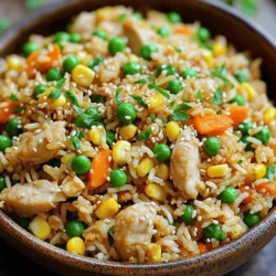 To make easy chicken fried rice, you need the following items: - 2 cups cooked jasmine rice (preferably day-old) - 1 cup chicken breast, diced - 1 cup mixed vegetables (peas, carrots, corn) - 2 eggs, beaten - 3 tablespoons soy sauce - 1 tablespoon sesame oil - 2 green onions, chopped - 2 cloves garlic, minced - Salt and pepper to taste - 1 tablespoon vegetable oil These ingredients come together to create a tasty meal. Using day-old rice gives the best texture. Fresh rice can be too sticky. Diced chicken adds protein and flavor. Mixed vegetables make the dish colorful and healthy. The soy sauce and sesame oil add depth and richness. Garlic brings a wonderful aroma. Don’t forget to season with salt and pepper. This recipe is simple yet satisfying. You can find the full recipe above to guide you through the steps. In this blog post, we covered how to make delicious chicken fried rice. We discussed key ingredients, like day-old jasmine rice and diced chicken. You learned step-by-step instructions for cooking everything just right. We shared tips to enhance flavor and common mistakes to avoid. You explored variations, from adding different proteins to using alternative sauces. Finally, we talked about storing leftovers properly. With these tips, you can enjoy a tasty meal anytime. Enjoy your cooking!