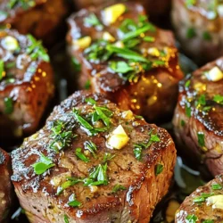 - 1 lb sirloin steak, cut into 1-inch cubes - 4 tablespoons unsalted butter - 4 cloves garlic, minced For the best flavor, I always choose sirloin steak. It’s tender and easy to work with. Unsalted butter adds richness, while fresh garlic gives a strong, aromatic kick. - 1 teaspoon fresh rosemary, chopped - 1 teaspoon fresh thyme, chopped - Salt and pepper to taste - 2 tablespoons olive oil Fresh herbs like rosemary and thyme brighten the dish. Salt and pepper bring out the steak’s natural taste. Olive oil helps cook the meat evenly and adds a light flavor. - Fresh parsley - Serving suggestions (e.g., with sides) I like to add fresh parsley for color and freshness. These steak bites pair well with sides like mashed potatoes or a crisp salad. For the full recipe, check [Full Recipe]. Start by seasoning the steak cubes with salt and pepper. Use enough to coat each piece well. This step adds flavor right from the start. Let the seasoned steak rest for about 15 minutes. This allows the meat to come to room temperature. Room temperature steak cooks more evenly. It also helps achieve a nice crust when searing. Heat a large skillet over medium-high heat. Add olive oil once the skillet is hot. Place the steak cubes in a single layer. Avoid crowding the pan to ensure even cooking. Sear each side for 2-3 minutes. This timing gives a nice browning. For medium-rare, aim for an internal temperature of 130°F (54°C). Once done, remove the steak from the skillet and set it aside. In the same skillet, lower the heat to medium. Add the unsalted butter and minced garlic. Be careful with the heat; burnt garlic tastes bitter. Stir the mixture for 1-2 minutes. You want the garlic fragrant but not brown. Next, add chopped rosemary and thyme. These herbs bring out a rich flavor. Combine everything well, then return the steak bites to the skillet. Toss them in the garlic butter until well coated. Cook for another minute to warm the steak through. For the full recipe, check out the detailed instructions above. - Choosing the right cut of meat: Sirloin works great for steak bites. It is tender and has good flavor. You can also try ribeye or filet mignon for a richer taste. Always pick fresh meat for the best outcome. - Importance of an accurate thermometer: Use a meat thermometer to check doneness. For medium-rare, aim for 130°F (54°C). This helps you avoid overcooking the meat, keeping it juicy and tender. - Experimenting with spices and herbs: Don’t be afraid to play with flavors. Add chili flakes for heat or smoked paprika for depth. Fresh herbs like parsley or basil can also brighten the dish. - Using additional sauces for flavor depth: A drizzle of balsamic glaze or a spoonful of Dijon mustard can add a nice kick. You can mix these sauces into the garlic butter for a unique twist. - Plating suggestions for aesthetics: Use a clean white plate to showcase the steak bites. Arrange them in a circle or stack them for height. Drizzle some garlic butter around the edges for a visual pop. - Pairing with complementary side dishes: Serve with roasted veggies or a fresh salad. These sides balance the richness of the steak and add color to your plate. For a fun twist, try serving with garlic bread for extra flavor! For the full recipe, check out the Garlic Butter Steak Bites. {{image_2}} You can enjoy garlic butter steak bites with many steak cuts. Ribeye is a great choice. It has a good amount of fat. This makes it tender and juicy. Filet mignon is another option. It is very tender and mild in flavor. Flank steak works well too. It has a strong beef taste and is great for marinating. You can use any of these cuts to make your dish unique and tasty. Want to spice things up? Try adding chili flakes for some heat. This will give your steak bites a nice kick. You can also mix in different herbs. Basil, oregano, or parsley can change the taste. Fresh herbs add brightness and flavor. Feel free to get creative and find your favorite mix! You can cook garlic butter steak bites in different ways. Grilling gives a great smoky flavor. Just make sure to keep the heat high. If you prefer, you can also use a skillet. It gives a nice sear and is easy to control. Baking in the oven is another method. Preheat your oven to 400°F (204°C). Place the seasoned steak bites on a baking sheet. Bake for about 10-12 minutes, or until they are cooked to your liking. This method is simple and requires less attention. Each method gives a different texture and flavor. Choose what works best for you! For the full recipe, check out the [Full Recipe]. To keep your garlic butter steak bites fresh, follow these tips: - Allow the steak bites to cool completely before storing. - Place them in an airtight container to prevent moisture loss. - Store in the fridge for up to 3 days. For longer storage, you can freeze the leftovers: - Wrap the steak bites tightly in plastic wrap. - Place them in a freezer-safe bag or container. - They can last up to 3 months in the freezer. When reheating your steak bites, you have two main options: stovetop or microwave. Stovetop: - Heat a skillet over medium-low heat. - Add a little olive oil or butter. - Place the steak bites in the skillet, turning them often. - This method keeps the steak tender and flavorful. Microwave: - Place steak bites in a microwave-safe dish. - Cover with a damp paper towel to retain moisture. - Heat in short bursts, stirring in between. - Be careful not to overcook them, or they may get tough. Your steak bites can last in the fridge for about 3 days. After that, they may spoil. Signs of spoilage include: - A sour smell or off odor. - Changes in color or texture. - Slimy or sticky surface. If you notice any of these signs, it's best to throw them away. Enjoy your garlic butter steak bites while they are fresh! For the full recipe, check the earlier section. For Garlic Butter Steak Bites, I recommend using sirloin steak. Sirloin is tender, flavorful, and affordable. It cooks quickly, making it perfect for this dish. You can also try ribeye or filet mignon for a richer taste. Ribeye has more marbling, which adds great flavor. Filet mignon is super tender and melts in your mouth. Each cut has its own charm, but sirloin is my go-to for easy cooking. Yes, you can prepare this recipe ahead of time. Cook the steak bites and store them in an airtight container. Keep them in the fridge for up to three days. When you're ready to eat, just reheat them in a skillet. Add a bit of butter and garlic to keep the flavors fresh. You can also cook the garlic butter sauce ahead. Just combine it with the steak bites right before serving for a warm, tasty dish. To check if your steak is perfectly cooked, use a meat thermometer. For medium-rare, look for an internal temperature of 130°F (54°C). If you don’t have a thermometer, look for the following signs: - The steak should feel firm but slightly springy. - The juices should run clear, not pink. - If you cut into it, the inside should be a warm red-pink. These tips will help you nail the perfect steak every time. For more details, check the Full Recipe. Garlic Butter Steak Bites are simple and tasty. We covered key ingredients like sirloin, garlic, and butter. The step-by-step guide helps with cooking perfectly tender steak. Tips on enhancing flavor and presentation can elevate your dish. Don’t forget about variations and storage options for leftovers. With these ideas, you can impress anyone at the table. Enjoy cooking and sharing this delicious meal with friends and family!