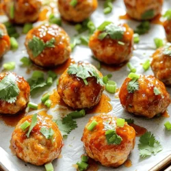 - 1 pound ground turkey - 1/2 cup breadcrumbs - 1/4 cup grated Parmesan cheese - 1 tablespoon chopped fresh cilantro - 2 green onions, finely chopped - 1 large egg - 2 cloves garlic, minced - 1 teaspoon ginger, grated - 1/4 teaspoon red pepper flakes - Salt and pepper, to taste - 1/2 cup sweet chili sauce - 1 tablespoon soy sauce To make Sweet Chili Turkey Meatballs, gather your ingredients first. Use fresh ground turkey for the best flavor. The breadcrumbs help keep the meatballs soft. Grated Parmesan adds a nice cheesy touch. Fresh cilantro and green onions give a burst of flavor. You only need one egg to bind everything together. Garlic and ginger add depth and warmth. The red pepper flakes give a hint of heat, while salt and pepper enhance the taste. Sweet chili sauce is the star. It brings sweetness and a touch of spice. Soy sauce adds umami, making these meatballs irresistible. For serving, consider adding fresh herbs for garnish and extra sweet chili sauce for dipping. You can find the full recipe details later in the article. This way, you can explore each step for a perfect dish! Start by combining the ingredients in a large mixing bowl. You need: - 1 pound ground turkey - 1/2 cup breadcrumbs - 1/4 cup grated Parmesan cheese - 1 tablespoon chopped fresh cilantro - 2 green onions, finely chopped - 1 large egg - 2 cloves garlic, minced - 1 teaspoon ginger, grated - 1/4 teaspoon red pepper flakes - Salt and pepper, to taste - 1/2 cup sweet chili sauce - 1 tablespoon soy sauce Mix these well. Make sure all flavors blend evenly. This ensures every bite is tasty. Use your hands or a spoon. Just get in there and enjoy the process. Now it's time to shape the meatballs. Aim for small, uniform sizes. Each meatball should be about 1-inch in diameter. This helps them cook evenly. Coat your hands with a bit of oil to prevent sticking. Form the mixture into balls and place them on a baking sheet. This step is fun and simple. You can even invite your kids to help! Preheat your oven to 400°F (200°C). This step is crucial for cooking the meatballs evenly. Line a baking sheet with parchment paper. This keeps the meatballs from sticking and makes cleanup easy. Place the meatballs on the sheet, leaving space between them. Brush half of the sweet chili sauce mixture over the meatballs. Bake for 20-25 minutes. They should be cooked through and lightly browned. Turn them halfway for even cooking. Once done, add any remaining sauce for extra flavor. Serve them warm and enjoy! For the full recipe, check the earlier section. To know when your meatballs are done, use a meat thermometer. They should reach 165°F (74°C). Check them halfway through for even cooking. Turn them gently to brown all sides. This helps create a nice crust. You can adjust spice levels by adding more red pepper flakes. If you prefer less heat, reduce the amount. Try different sauces too! For a smoky flavor, add a dash of chipotle sauce. If you want sweetness, drizzle some honey. Pair these meatballs with rice or noodles. Jasmine rice works well for a fragrant base. You can also serve them with whole wheat noodles for a healthier option. Add creative side dishes like steamed broccoli or a crisp salad. These complement the sweet and spicy flavors nicely. For more details, check out the Full Recipe. {{image_2}} You can swap out the ground turkey for other meats. Ground chicken works well. It stays moist and has a similar taste. If you prefer beef, that’s a great choice too. It adds a richer flavor. For a vegetarian option, use lentils or black beans. Both provide protein and texture. You can mash them for a smooth mix. Feel free to play with the sauce! While sweet chili sauce is a star, you can try other sweet sauces. Honey or teriyaki sauce can give a nice twist. For those who like heat, add Sriracha or hot sauce. This will kick up the flavor and spice. Mix these sauces in before baking for an even coating. The size of your meatballs can change the dish. For appetizers, make mini meatballs. Shape them to about half an inch. They cook quickly and are perfect for parties. If you want a filling meal, make larger meatballs. About two inches in size will work well. Just adjust the cooking time to ensure they cook through. These options give you room to be creative while cooking. For the full recipe, check out the link. Enjoy your cooking! To keep your Sweet Chili Turkey Meatballs fresh, follow these best practices: - Allow meatballs to cool completely. - Place them in an airtight container. - Store the container in the fridge for up to four days. - You can also cover them tightly with plastic wrap. For ideal containers, choose glass or BPA-free plastic. These materials help keep the meatballs fresh and safe. You have a few options for reheating. The oven gives the best results: - Preheat your oven to 350°F (175°C). - Place meatballs on a baking sheet. - Cover with foil to keep them moist. - Heat for about 15-20 minutes. If you use the microwave: - Place meatballs in a microwave-safe dish. - Add a splash of water to keep them moist. - Cover the dish with a microwave-safe lid. - Heat in 30-second bursts until warm. You can freeze meatballs before or after cooking. Here’s how: - To freeze before cooking, shape meatballs and place them on a baking sheet. - Freeze until firm, then transfer to a freezer bag. - To freeze after cooking, let them cool and follow the same steps. For the best texture, always thaw meatballs in the fridge overnight. This keeps them juicy and delicious. Yes, you can make Sweet Chili Turkey Meatballs ahead of time. To prepare them, mix the ingredients as usual. Then, shape the meatballs and place them on a baking sheet. Cover and store them in the fridge for up to one day before cooking. If you want to store them longer, freeze the uncooked meatballs. Place them in a freezer bag, and they can last for up to three months. When ready to cook, bake them straight from the freezer. Just add a few extra minutes to the cooking time. Sweet Chili Turkey Meatballs pair well with many sides. Here are some great options: - Steamed rice - Noodles - Stir-fried vegetables - Fresh salad - Roasted sweet potatoes - Crispy spring rolls These sides not only complement the meatballs but also add color and texture to your meal. Yes, you can make these meatballs gluten-free. To do this, use gluten-free breadcrumbs instead of regular ones. Check the sweet chili sauce and soy sauce for gluten-free labels. Many brands now offer gluten-free options that taste great. With these simple swaps, you can enjoy the same tasty meatballs without worry! In this article, we explored how to make tasty Sweet Chili Turkey Meatballs. We covered the ingredients needed, the step-by-step process, and helpful tips for cooking. You can swap meats and sauces for a new twist. Don’t forget to think about serving options and storage methods. These meatballs are easy to make and fun to enjoy. You can get creative and fit them to your taste. Dive into this recipe and savor the delicious flavors!