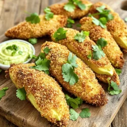 - 2 ripe avocados - 1 cup panko breadcrumbs - 1/2 cup all-purpose flour - 2 large eggs - Seasonings: garlic powder, onion powder, smoked paprika, salt, and pepper To make crispy air fryer avocado fries, you need fresh, ripe avocados. They should feel soft when you gently squeeze them. I love using panko breadcrumbs because they give a nice crunch. For the flour, regular all-purpose works best here. The eggs act as a binder. They help the crumbs stick to the avocado. Seasoning is key! Garlic powder, onion powder, and smoked paprika add great flavor. Don’t forget salt and pepper to taste. Gather all these ingredients before you start cooking. This way, you can move smoothly through the steps. It makes cooking more fun and less stressful. With these simple ingredients, you’ll create a delicious snack that’s crispy on the outside and creamy on the inside. For the full recipe, make sure to check out the instructions! - Preheat the air fryer to 400°F (200°C). - Slice the ripe avocados in half and remove the pit. - Scoop out the flesh gently and cut each half into wedges. Starting with ripe avocados is key. They should feel soft but not mushy. Use a sharp knife for clean cuts. Each wedge should be about an inch thick. This size gives them a nice bite while cooking. - Create a flour mixture in one bowl. - Prepare beaten eggs in a second bowl. - Place panko breadcrumbs in a third bowl. For the flour mix, combine all-purpose flour with garlic powder, onion powder, smoked paprika, salt, and pepper. This mix gives your fries flavor. Beaten eggs help the crumbs stick. The panko adds crunch to the outside. - Coat each wedge with seasoned flour. - Dip the floured wedge into the beaten eggs. - Roll it in panko breadcrumbs, pressing gently. Each wedge should be well-coated. Start with the flour, then the egg, and finally the panko. Press down a bit to make sure the crumbs stick. This process ensures a crispy finish. - Arrange the breaded avocado fries in the air fryer basket. - Air fry for 10-12 minutes, flipping halfway through. - Look for a golden brown and crispy finish. Do not crowd the basket. Leave space for air to flow. This helps them cook evenly. When they are done, they should look golden and feel crispy to the touch. Enjoy these fries hot for the best taste. For the full recipe, refer to the complete instructions. To make your avocado fries crispy, set your air fryer to 400°F (200°C). This high temperature helps create that golden, crunchy exterior. Make sure not to overcrowd the basket. If the fries are too close, they won't cook evenly. Give them space to breathe, so they crisp up nicely. Dipping sauces can elevate your avocado fries. Try a zesty lime aioli for a fresh kick or spicy sriracha mayo for heat. Fresh herbs like cilantro or parsley add color and flavor. A sprinkle of sea salt on top can enhance the taste, making each bite more enjoyable. If you want a lighter option, consider using whole wheat breadcrumbs instead of panko. They still provide a good crunch while being more nutritious. For gluten-free options, look for gluten-free breadcrumbs. These alternatives allow everyone to enjoy this tasty snack without worry. For the full recipe, check out the detailed instructions on making these crispy air fryer avocado fries! {{image_2}} You can easily change the flavor of your avocado fries. Try adding cheese or spices to the panko mixture. Grated Parmesan or cheddar adds a nice twist. You can also mix in spices like cayenne pepper for heat. This gives your fries a kick! Herbs like parsley or cilantro make great additions too. Just chop them finely and mix them into the panko. This adds freshness and a pop of color. If you don’t have an air fryer, don’t worry! You can bake your avocado fries in the oven. Preheat your oven to 425°F (220°C). Arrange the breaded avocado wedges on a baking sheet. Bake for about 15-20 minutes, flipping halfway through. Another option is frying them in oil for a traditional method. Heat oil in a pan over medium heat. Fry the avocado wedges for about 2-3 minutes on each side. This will give them a crispy texture, but it uses more oil. You can serve avocado fries in many fun ways. Try making avocado fry tacos. Just place the fries in a soft tortilla with your favorite toppings. This makes a tasty and unique meal! You can also plate the fries as a side dish or appetizer. Serve them with a zesty dipping sauce like lime aioli or spicy sriracha mayo. This adds more flavor and makes your dish look great. For more details, check the Full Recipe. To keep your crispy avocado fries fresh, place them in an airtight container. This helps maintain their crunch. Use a container with a tight seal to keep out air. I recommend using glass containers for best results. This way, you avoid any plastic odors that can seep into the food. To reheat your fries, the oven is your best friend. Preheat it to 375°F (190°C). Place the fries on a baking sheet. Bake them for about 5 to 8 minutes. This method keeps them crispy. If you use a microwave, they may get soggy. So, I suggest avoiding that option if you want to keep the crunch. Yes, you can freeze breaded avocado fries! To freeze, place them in a single layer on a baking sheet and freeze for 1 to 2 hours. Then, transfer them to a freezer bag. Remove as much air as possible. When you want to enjoy them again, bake directly from frozen. Add a few extra minutes to the cooking time. This way, you still get that crispy texture. Air fryer avocado fries are a tasty snack made from ripe avocados. You slice the avocados into wedges and coat them in a mix of flour, eggs, and panko breadcrumbs. The air fryer cooks them until they become crispy and golden. Ingredients include: - 2 ripe avocados - 1 cup panko breadcrumbs - 1/2 cup all-purpose flour - 2 large eggs - 1 teaspoon garlic powder - 1 teaspoon onion powder - 1 teaspoon smoked paprika - Salt and pepper to taste - Cooking spray These fries are crunchy on the outside and soft inside. They offer a wonderful mix of flavors and textures. To store leftover avocado fries, let them cool completely. Place them in an airtight container. Keep the container in the fridge. This helps maintain their freshness for up to two days. Avoid stacking the fries, as this can make them soggy. If you want them crispy again, reheat them in the air fryer for a few minutes. Yes, you can make these fries vegan! Instead of eggs, use a flaxseed meal or chia seeds mixed with water. Mix 1 tablespoon of flaxseed meal or chia seeds with 2.5 tablespoons of water. Let this sit for five minutes to thicken. This will create a great binding agent for the breadcrumbs. Avocado fries taste amazing with various dips. Here are some popular options to try: - Zesty lime aioli - Spicy sriracha mayo - Creamy ranch dressing - Sweet chili sauce - Cilantro lime sauce These dips add extra flavor and make the fries even more fun to eat. Air fryer avocado fries are simple and fun to make. We covered their key ingredients, step-by-step instructions, and tips for crispiness. Variations allow you to get creative with flavors and cooking methods. Proper storage and reheating ensure your leftovers taste great. With this guide, you are ready to make tasty avocado fries at home. Enjoy experimenting with different dips and seasonings to find your favorite combination!