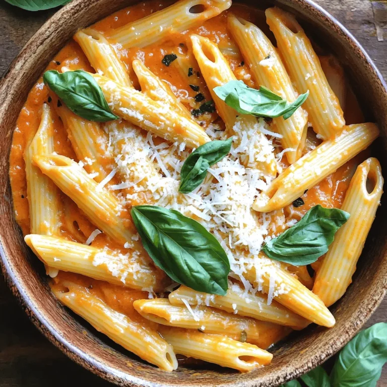 To make your One Pot Creamy Tomato Pasta, gather these key items: - 12 oz (340g) pasta (penne or fusilli works great) - 1 can (15 oz) crushed tomatoes - 2 cups vegetable broth - 1 cup heavy cream or coconut cream (for a dairy-free option) - 1 medium onion, finely chopped - 3 cloves garlic, minced - 1 teaspoon dried oregano - 1 teaspoon dried basil - ½ teaspoon red pepper flakes (optional) - Salt and pepper to taste - 1 cup grated Parmesan cheese (or nutritional yeast for a vegan version) - Fresh basil leaves, for garnish - Olive oil for sautéing You can add extra flavor with these items: - Fresh herbs like thyme or rosemary - A splash of white wine for depth - Sliced olives or capers for a briny touch - Spinach or kale for added nutrition - A squeeze of lemon for brightness If you’re missing an item, here are some swaps: - Use any pasta shape you have on hand. - Substitute chicken or beef broth for a richer taste. - Swap heavy cream with Greek yogurt for a lighter option. - Use vegan cheese or nutritional yeast in place of Parmesan. - Replace crushed tomatoes with diced tomatoes or tomato sauce. With these ingredients, you're ready to create a creamy and tasty dish. For the full recipe, check the recipe section above! To make One Pot Creamy Tomato Pasta, gather all your ingredients first. This dish is quick and easy, so having everything ready makes cooking smooth. You will need: - 12 oz (340g) pasta (penne or fusilli works great) - 1 can (15 oz) crushed tomatoes - 2 cups vegetable broth - 1 cup heavy cream or coconut cream (for a dairy-free option) - 1 medium onion, finely chopped - 3 cloves garlic, minced - 1 teaspoon dried oregano - 1 teaspoon dried basil - ½ teaspoon red pepper flakes (optional) - Salt and pepper to taste - 1 cup grated Parmesan cheese (or nutritional yeast for a vegan version) - Fresh basil leaves for garnish - Olive oil for sautéing 1. Begin by heating a splash of olive oil in a large pot over medium heat. 2. Add the chopped onion and sauté it for about 3 to 4 minutes until it looks clear. 3. Next, toss in the minced garlic and cook it for one more minute. This will make your kitchen smell great! 4. Now, add the crushed tomatoes, vegetable broth, and uncooked pasta to the pot. Make sure the pasta is fully submerged. 5. Season the mix with oregano, basil, red pepper flakes (if you want some heat), salt, and pepper. Bring the pot to a boil. 6. Once boiling, turn down the heat to a simmer. Cover the pot and let it cook for 12 to 15 minutes. Stir it occasionally to prevent sticking. 7. When the pasta is tender, lower the heat and stir in the cream and Parmesan cheese. Mix until the cheese melts and the sauce becomes creamy. To get that rich, creamy texture, make sure not to rush the process. Here are some tips: - Use heavy cream or full-fat coconut cream for the best creaminess. - Stir well after adding the cheese. This helps it melt evenly. - If the sauce is too thick, you can add a little more vegetable broth. - Taste the sauce before serving. Adjust the salt and pepper to your liking. Following these steps will lead you to a delicious, creamy pasta dish that warms the heart. For the full recipe, visit the dedicated section above. Enjoy your cooking! When making One Pot Creamy Tomato Pasta, you can easily run into some issues. Here are a few mistakes to watch out for: - Overcooking the pasta: If you cook the pasta too long, it can turn mushy. Keep an eye on the timer. - Not stirring often: The pasta may stick to the pot. Stir it occasionally to keep it from clumping. - Skipping seasoning: A pinch of salt can make a big difference. Taste as you cook to get it just right. You can change this dish to fit your taste. Here are some fun ideas: - Add veggies: Toss in spinach, mushrooms, or bell peppers for a colorful boost. - Change the herbs: Use fresh herbs like rosemary or thyme for a different flavor. - Spice it up: If you like heat, add more red pepper flakes or even some chopped jalapeños. Serving your One Pot Creamy Tomato Pasta can be just as fun as cooking it. Here are some tips: - Garnish well: Fresh basil leaves and a sprinkle of Parmesan cheese make it look great. - Serve hot: This dish tastes best right after cooking. Enjoy it fresh from the pot! - Pair wisely: A crisp green salad and a slice of garlic bread complement this pasta well. For the full experience, refer to the Full Recipe. {{image_2}} This dish is great for everyone! To make it vegetarian, simply stick with the basic recipe. You can use vegetable broth and heavy cream. For vegan options, swap heavy cream for coconut cream. Nutritional yeast works great in place of Parmesan cheese. It adds a cheesy flavor without the dairy. You can add proteins for more flavor and nutrition. Cook diced chicken or shrimp in the pot before adding other ingredients. Both options cook quickly and add great taste. For a plant-based choice, try adding tofu. Just cube it and toss it in when you add the pasta. It soaks up the sauce and makes each bite tasty. Cheese can change the flavor of your dish. If you want a different taste, try using feta or goat cheese. Both add a tangy kick. You can also mix in mozzarella for a rich, creamy texture. If you are dairy-free, nutritional yeast is your best friend. It gives a cheesy flavor without any dairy. For more details on how to make this dish, check out the Full Recipe. To store your One Pot Creamy Tomato Pasta, let it cool first. This helps keep the pasta fresh. Use an airtight container. Place your pasta in it, then close the lid tightly. You can keep it in the fridge for up to three days. For best taste, eat it within this time. When you're ready to eat your leftovers, heat them gently. Place the pasta in a pot over low heat. Add a splash of water or broth to help loosen the sauce. Stir often to avoid sticking. Heat it just until warm. This keeps the pasta creamy and tasty. If you want to save your pasta for later, you can freeze it. Use a freezer-safe container. Fill the container with the cooled pasta, leaving some space at the top. This allows for expansion. You can freeze it for up to three months. To enjoy, thaw it in the fridge overnight before reheating. It takes about 25 minutes to cook this dish. You spend 10 minutes prepping the ingredients. Then, you simmer the pasta for 12-15 minutes. You can enjoy a warm meal in no time! Yes, you can use different pasta types. Penne and fusilli work well, but feel free to try others. Just make sure to adjust the cooking time. Thinner pasta may cook quicker, while thicker pasta may take longer. You can use coconut cream as a dairy-free option. It gives a similar creamy texture. You may also use cashew cream or plain yogurt. These substitutes will still make your pasta rich and tasty. For a lighter option, use half-and-half. Check the Full Recipe for more details! This blog post covered key steps to make One Pot Creamy Tomato Pasta. We looked at essential and optional ingredients, along with substitutions for flavor. I shared easy instructions and tips for a perfect texture. Avoid common mistakes and customize your dish for your taste. Explore vegetarian, vegan, and protein variations to suit your needs. You now have the tools to create this dish. Enjoy the process, and have fun in the kitchen!