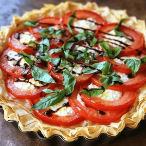 To make a fresh tomato basil tart, gather these ingredients: - 1 pre-made phyllo pastry sheet or pie crust - 4 medium ripe tomatoes, sliced - 1 cup fresh basil leaves, chopped - 1 cup ricotta cheese - 1 cup shredded mozzarella cheese - 2 tablespoons olive oil - 1 teaspoon garlic powder - Salt and pepper to taste - Optional: Balsamic glaze for drizzling Ripe tomatoes are key for flavor. Look for firm, red tomatoes. They should feel heavy for their size. Fresh basil adds a sweet, fragrant touch. Always use whole leaves for the best taste. Ricotta cheese gives a creamy base. It blends well with the garlic and salt. Mozzarella melts beautifully. This cheese adds a nice texture and stretch. Olive oil adds richness. It helps the crust brown and taste great. You can swap ricotta for cottage cheese if you want a lighter option. Cream cheese works too, but it may change the taste. For mozzarella, try provolone or gouda for a different flavor. If you don't have fresh basil, dried basil can work, but use less. Just remember, dried herbs are stronger. You can also use a gluten-free crust if needed. This tart is flexible. Feel free to get creative with your choices! Start by gathering your ingredients. You need a phyllo pastry sheet or a pie crust, ripe tomatoes, fresh basil, ricotta cheese, and mozzarella cheese. You also need olive oil, garlic powder, salt, and pepper. 1. Preheat your oven to 375°F (190°C). This step is key for a crispy crust. 2. If you use phyllo pastry, take 4-5 sheets. Layer them in a tart pan. Brush each layer with olive oil. If you go with a pie crust, just place it in the pan and crimp the edges. Now, it’s time to assemble your tart. 1. In a bowl, mix ricotta cheese, garlic powder, salt, and pepper. Stir well to combine. 2. Spread this mixture evenly on your prepared pastry base. 3. Layer sliced tomatoes over the ricotta. Overlap them slightly for a nice look. 4. Sprinkle mozzarella cheese on top of the tomatoes. Then, add the chopped basil. 5. Drizzle the remaining olive oil over everything. Next, place your tart in the oven. Bake it for 25-30 minutes. You want the crust to be golden and the cheese bubbly. To make this dish shine, follow these tips: - Make sure your tomatoes are ripe. This gives the best flavor. - Don’t skip the olive oil; it adds richness to the tart. - Let the tart cool a bit after baking. This helps with slicing. For more detail on ingredients and methods, check out the Full Recipe. To get a flaky crust, start with cold ingredients. Use cold butter or oil. If you use phyllo pastry, layer it gently. Brush each layer with olive oil. This will help keep the layers separate. If you use a pie crust, avoid overworking the dough. Work quickly and chill it before baking to help it stay flaky. To keep your tomatoes from making the tart soggy, salt them first. Slice the tomatoes and sprinkle salt on both sides. Let them rest on a paper towel for about 15 minutes. This draws out extra moisture. You can also use Roma tomatoes. They have less juice and are firmer. Serve your fresh tomato basil tart warm or at room temperature. Drizzle with balsamic glaze for a sweet touch. Pair it with a fresh salad for a light meal. You can also serve it as an appetizer. Cut it into small pieces for easy sharing. This tart is great for lunch, dinner, or even a picnic. Enjoy it with friends and family! {{image_2}} You can change the ingredients in your Fresh Tomato Basil Tart to fit your taste. Instead of ricotta, try goat cheese for a tangy flavor. You can also use feta cheese for a salty kick. If you want more protein, add cooked chicken or bacon. For a dairy-free version, swap cheeses with almond or cashew cream. This tart works well with other fresh veggies. In the fall, add roasted pumpkin or squash. In the spring, use asparagus or zucchini. In winter, try adding sautéed spinach or kale. You can also mix in different herbs like oregano or thyme for a unique twist. To make this tart a full meal, serve it with a side salad. You can also add protein to the tart itself. Cooked shrimp or crumbled sausage can boost flavor and nutrition. If you want something hearty, serve it with a warm soup. This dish can easily become the star of your table. For the full recipe, check out the steps above. To store leftover Fresh Tomato Basil Tart, let it cool first. Then, place it in an airtight container. You can keep it in the fridge for up to three days. If you want to save it longer, freezing is a great option. Just make sure to wrap it tightly in plastic wrap or foil. When you're ready to enjoy the tart again, preheat your oven to 350°F (175°C). Place the tart on a baking sheet and cover it with foil. This keeps the crust from getting too brown. Heat for about 15-20 minutes. Check if it's warm all the way through. You can also use a microwave, but the crust won't stay as crisp. If you want to freeze the tart, it's best to do this before baking it. Prepare the tart as usual, but don't bake it. Wrap it tightly in plastic wrap, then in foil. You can freeze it for up to two months. When you're ready to bake it, remove the wrap, and bake it straight from the freezer. Just add an extra 10-15 minutes to the bake time. For the full recipe, check out the detailed steps. If you don’t have ricotta, use cottage cheese. Blend it to make it smooth. Cream cheese is another good choice. Mix with a bit of milk for a lighter texture. You can also try goat cheese. It adds a nice tangy flavor. Yes! You can prepare the tart in advance. Assemble it the night before. Cover it tightly with plastic wrap. Store it in the fridge until you are ready to bake. Bake it fresh the next day for the best taste. To avoid sticking, grease the tart pan well with olive oil. If using phyllo pastry, brush each layer with oil. This helps keep it from sticking. You can also use parchment paper on the bottom. This makes it easy to lift out the tart. In this blog post, I covered how to make a Fresh Tomato Basil Tart. We discussed the key ingredients, steps for preparation, and baking. Tips for a perfect crust and keeping tomatoes crisp were shared. I also offered variations to suit your taste and smart storage tips. With these insights, you can create a tasty tart that impresses. Enjoy experimenting with flavors and making it your own!