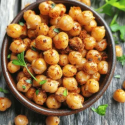 - 1 can (15 oz) chickpeas, drained and rinsed - 1 tablespoon olive oil - Seasoning Options - 1 teaspoon smoked paprika - 1 teaspoon garlic powder - 1/2 teaspoon cumin - 1/2 teaspoon salt - 1/4 teaspoon black pepper - Optional: pinch of cayenne pepper for heat To make crispy air fryer chickpeas, you need simple ingredients. Start with one can of chickpeas. Drain and rinse them well. This step is vital for removing excess sodium and dirt. Next, you’ll need a tablespoon of olive oil. This oil adds flavor and helps the chickpeas crisp up nicely. For seasonings, I recommend smoked paprika for a lovely, smoky taste. Garlic powder brings depth, while cumin adds warmth. Salt enhances all the flavors, and black pepper adds just a hint of spice. If you like heat, add a pinch of cayenne pepper. It’s optional but can take your snack to the next level. You can explore other seasonings, too! Try different spices or herbs to match your taste. The key is to have fun and experiment. This recipe [Full Recipe] is just a starting point. Drying the Chickpeas First, take your chickpeas from the can. Drain and rinse them well under cold water. Next, spread the chickpeas on a clean kitchen towel. Pat them dry gently. This step is key for crispiness. If they are wet, they won't get crunchy. Mixing Seasonings In a mixing bowl, add the dried chickpeas. Pour in one tablespoon of olive oil. Then, sprinkle in the seasonings: one teaspoon of smoked paprika, one teaspoon of garlic powder, half a teaspoon of cumin, half a teaspoon of salt, and a quarter teaspoon of black pepper. If you like heat, add a pinch of cayenne. Mix everything well until the chickpeas are coated. Preheating the Air Fryer Set your air fryer to preheat at 400°F (200°C). Let it warm up for about three minutes. Preheating helps the chickpeas cook evenly and get crispy. Air Frying the Chickpeas Once preheated, place the seasoned chickpeas in the air fryer basket. Make sure they are in a single layer. Air fry for 15 to 20 minutes. Halfway through, shake the basket to move them around. This ensures even cooking. Checking for Crispiness Around the 15-minute mark, start checking your chickpeas. They should look golden brown and feel crispy. If they need more time, continue air frying in two-minute increments. Keep an eye on them to avoid burning. Once they are perfect, remove them from the air fryer. Let them cool for a bit; they will crisp up more while cooling. Enjoy your crispy air fryer chickpeas as a tasty snack or a fun topping for salads and soups. For the full recipe, check out the details above. To make crispy air fryer chickpeas, start with drying them well. After draining and rinsing, spread the chickpeas on a clean kitchen towel. Pat them dry gently but thoroughly. This step is key. Wet chickpeas won’t crisp up in the air fryer. Next, adjust the cooking time to your taste. Air fryers can vary. I recommend starting with 15 minutes at 400°F. Shake the basket halfway to cook them evenly. If they still feel soft, add two more minutes. Keep checking until they are golden brown and crunchy. Crispy air fryer chickpeas make a great healthy snack. You can eat them straight from the bowl. Try mixing them with nuts for a crunchy trail mix. You can also add them to salads or soups. They add a nice crunch and flavor. Toss them on a fresh green salad for extra texture. Or sprinkle them on top of soups for a delightful twist. For the full recipe, check the section above. Enjoy your tasty and healthy snack! {{image_2}} You can make your crispy air fryer chickpeas even more exciting. Here are two great ideas. - Spicy Variant with Extra Heat: If you enjoy a kick, add more cayenne pepper or chili powder. This will spice things up. You can also sprinkle some red pepper flakes after they cook. This extra heat pairs well with the smoky flavor of paprika. - Herb-Infused Chickpeas: For a fresh taste, mix in dried herbs like oregano, thyme, or rosemary. These herbs add a lovely aroma and flavor. Just replace some spices in the recipe with your favorite herbs for a new twist. While the air fryer makes great chickpeas, you can use your oven too. - Oven-Baked Crispy Chickpeas: Preheat your oven to 400°F (200°C). Spread the seasoned chickpeas on a baking sheet in a single layer. Bake for 25-30 minutes. Shake the pan halfway through for even cooking. Keep an eye on them toward the end. They should be golden brown and crispy, just like in the air fryer. This method is great if you don’t have an air fryer. It still gives you that satisfying crunch. For more details, check the Full Recipe. Store your crispy air fryer chickpeas in an airtight container. Glass containers work best, as they help keep the chickpeas fresh. If you use plastic, make sure it seals tightly. - Container Recommendations: Use a glass jar or a plastic container with a lid. - Shelf Life: Properly stored, they last for about 3 to 5 days. Keep them out of the fridge. The cold air makes them lose their crunch. To reheat your chickpeas, use the air fryer for the best results. Set it to 350°F (175°C) and fry for about 3 to 5 minutes. This method keeps them crispy. - Best Practices for Maintaining Crispiness: Avoid microwaving, as it makes them soggy. Instead, air fry or bake them to revive their crunch. How long do crispy air fryer chickpeas last? Crispy air fryer chickpeas can last about 3 to 5 days in an airtight container. To keep them crunchy, store them in a cool, dry place. If they soften, you can re-crisp them in the air fryer for a few minutes. Can I use dried chickpeas instead of canned? Yes, you can use dried chickpeas! Just soak them overnight and cook them until tender. This may take some time, but it gives you fresher flavors. Once cooked, dry them well before air frying. What can I pair with crispy chickpeas? Crispy chickpeas are versatile. You can enjoy them as a snack on their own. They also make a great topping for salads, soups, or grain bowls. Try mixing them into yogurt for a tasty dip or sprinkle them over roasted veggies. Are crispy chickpeas healthy? Absolutely! Crispy chickpeas are a great source of protein and fiber. They are low in calories and can be a healthier alternative to chips or crackers. When you prepare them with olive oil and spices, they become a nutritious snack option without sacrificing flavor. In this blog post, we explored how to make crispy air fryer chickpeas. We covered ingredients like chickpeas and seasonings, as well as step-by-step instructions for cooking them. You learned key tips for making them extra crispy and discovered different flavor variations and storage options. Crispy chickpeas are simple and fun to make. They are a tasty snack or great on salads. Now, you can enjoy a healthy treat anytime!