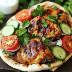 For this simple chicken shawarma recipe, you need a few key items: - 500g boneless, skinless chicken thighs - 2 tablespoons olive oil - 3 cloves garlic, minced - Juice of 1 lemon - 4 pita breads These chicken thighs are juicy and perfect for this dish. You can use other cuts, but thighs give the best flavor and moisture. The magic of chicken shawarma lies in its spices. Here’s what you need: - 1 tablespoon ground cumin - 1 tablespoon ground coriander - 1 tablespoon smoked paprika - 1 teaspoon ground turmeric - 1 teaspoon ground cinnamon - 1 teaspoon salt - ½ teaspoon black pepper These spices create a warm and fragrant blend. Each one adds depth to the chicken. Toppings can make your shawarma even better. I recommend: - Fresh parsley, for garnish - Tomato, sliced - Cucumber, sliced - Red onion, sliced - Yogurt or tahini sauce, for drizzling These fresh toppings add crunch and flavor. You can also serve your shawarma with a side salad or some fries. For the full recipe, you can refer to the section above. Enjoy making your easy chicken shawarma! To start, grab a big bowl. Add 2 tablespoons of olive oil. Next, toss in 3 cloves of minced garlic. Then, add 1 tablespoon each of ground cumin, ground coriander, and smoked paprika. Don’t forget the spices! Include 1 teaspoon of ground turmeric and ground cinnamon, along with 1 teaspoon of salt and ½ teaspoon of black pepper. Finally, squeeze the juice of 1 lemon into the mix. This creates a tasty marinade. Now, take 500g of boneless, skinless chicken thighs. Place them in the marinade and coat them well. Cover the bowl and refrigerate. Let the chicken sit for at least 1 hour. If you have more time, marinating overnight will boost the flavor even more. When ready to cook, preheat your grill or skillet over medium-high heat. Remove the chicken from the marinade. Cook each piece for about 6-8 minutes on each side. You want to see some nice charred spots. The chicken is done when its internal temperature hits 75°C (165°F). After cooking, let the chicken rest for 5 minutes. This makes it juicier when you slice it. Next, warm 4 pita breads on the grill for a few seconds on each side. This makes them easy to fold. Now, take your sliced chicken and place a generous amount inside each pita. Top it off with fresh parsley, sliced tomatoes, cucumbers, and red onion. For the finishing touch, drizzle some yogurt or tahini sauce over the veggies. Wrap the pita up tight, and you’re ready to enjoy! For the full recipe, check out Shawarma Delight: Easy Chicken Edition . To make your chicken shawarma stand out, focus on the marinade. Use good olive oil for richness. Fresh garlic adds a punch. The key spices are cumin, coriander, and paprika. These spices provide warmth and depth. Don’t forget lemon juice; it brightens the flavors. For best results, marinate for at least an hour. For deeper flavor, try marinating overnight. This allows the meat to absorb all the tasty goodness. Cooking your chicken correctly is crucial. Start with medium-high heat on your grill or skillet. This helps create a nice char. Cook each side for about 6-8 minutes. Always check the internal temperature. It should reach 75°C (165°F). Let the chicken rest for a few minutes after cooking. This keeps it juicy. Then slice it thinly against the grain. This technique ensures tender bites in every pita. When serving, warm your pita bread. This makes it easier to wrap. Fill each pita generously with chicken. Add fresh parsley for color and flavor. Sliced tomatoes, cucumbers, and red onions add crunch. For a creamy touch, drizzle yogurt or tahini sauce on top. Arrange everything on a platter for a beautiful display. You can even add a sprinkle of extra spices for flair. Enjoy your shawarma as a fun, shareable meal! {{image_2}} You can swap chicken for other proteins. Try beef, lamb, or turkey. These meats cook well with the same spices. You can also use tofu or mushrooms for a vegetarian choice. Marinate them just like the chicken. This keeps the flavors bold and tasty. Feel free to play with spices! You can use garam masala for an Indian twist. Or try chili powder for a spicy kick. For a Mediterranean vibe, add sumac or za'atar. Each spice blend can change the dish's taste and aroma. Mix and match to find your favorite. Sauces can change your meal experience. Serve your shawarma with garlic sauce or a spicy harissa. You can also use tahini or a simple yogurt dip. Fresh salsa or a tangy chimichurri adds a nice touch, too. These options let you customize each bite and keep things fresh. For more ideas, check the Full Recipe! After you enjoy your Chicken Shawarma, store any leftovers in an airtight container. Make sure it cools to room temperature first. This keeps the chicken fresh for up to three days in the fridge. If you have extra pita, store it separately. This way, it won’t get soggy. When you're ready to enjoy your leftovers, you have a couple of options. You can use a skillet or your oven. For the skillet, heat it over medium heat. Add the chicken and warm it for about five minutes, turning it often. If using the oven, preheat it to 180°C (350°F). Place the chicken on a baking sheet and warm for about 10 minutes. This keeps the chicken juicy and tasty. Freezing is great for meal prep. To freeze, place the cooled chicken in a freezer-safe bag. Squeeze out as much air as you can. This helps prevent freezer burn. You can freeze it for up to three months. When ready to eat, thaw it overnight in the fridge. Reheat it using the methods described above for the best taste. Enjoy your Chicken Shawarma anytime! You can find the full recipe to make it fresh whenever you want. Marinating chicken is key to great flavor. I recommend marinating for at least 1 hour. For the best taste, let it sit overnight. This extra time helps the spices soak in deep. You will taste the difference! Yes, you can use chicken breast. Thighs have more fat, which makes them juicier. But breasts can work well, too. Just remember, they may cook faster. Adjust your cooking time to avoid dryness. Common sauces for Chicken Shawarma include yogurt sauce and tahini. Both add creaminess and tang. You can also try garlic sauce or spicy harissa for a kick. These sauces enhance the flavors and make each bite special. For the full recipe, check out the Shawarma Delight: Easy Chicken Edition. This guide covers creating easy Chicken Shawarma at home. First, we explored the key ingredients and spices that bring flavor. Then, I provided step-by-step instructions for marinating and cooking the chicken. We also shared tips to perfect your dish and variations to keep meals exciting. Finally, I included storage info and answered common questions. With these insights, you can make tasty Chicken Shawarma anytime. Enjoy experimenting and sharing this delicious meal with friends!