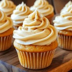 - 1 ½ cups all-purpose flour - 1 teaspoon baking powder - ½ teaspoon baking soda - ½ teaspoon salt - 1 teaspoon ground cinnamon - ½ teaspoon ground nutmeg - ½ teaspoon ground ginger - ½ cup unsalted butter, softened - 1 cup granulated sugar - 2 large eggs - 1 teaspoon vanilla extract - 1 cup pumpkin puree - ½ cup brewed coffee, cooled - ½ cup milk The base of these cupcakes is simple yet packed with flavor. You need flour, baking powder, baking soda, and salt. The spices bring warmth and depth. Ground cinnamon, nutmeg, and ginger create that cozy fall feeling. The butter and sugar add sweetness and moisture to the batter. Eggs bind everything together. Pumpkin puree makes these cupcakes moist and rich. Brewed coffee gives a nice kick and enhances the pumpkin flavor. Milk adds creaminess to the mix. Together, these ingredients create a delightful treat. - 1 cup unsalted butter, softened - 4 cups powdered sugar - 2 tablespoons brewed coffee, cooled - 1 teaspoon vanilla extract - Pinch of salt - Ground cinnamon for sprinkling For the frosting, you need softened butter and powdered sugar. They create a smooth and creamy texture. Brewed coffee adds a hint of flavor, while vanilla extract gives sweetness. A pinch of salt balances the taste. Finally, a sprinkle of ground cinnamon on top adds a beautiful touch. With these ingredients, you can make delicious pumpkin spice latte cupcakes. They are perfect for fall and sure to impress! - Preheat oven to 350°F (175°C). - Line muffin pan with cupcake liners. - Combine flour, baking powder, baking soda, salt, and spices in a bowl. - Cream butter and sugar until fluffy. - Add eggs, mixing one at a time. - Stir in vanilla extract and pumpkin puree. - Gradually incorporate dry ingredients with brewed coffee and milk. - Fill cupcake liners about two-thirds full. - Bake for 18-20 minutes until a toothpick comes out clean. - Cool on a wire rack for 5 minutes in the pan. - Beat softened butter until creamy. - Gradually add powdered sugar, mixing until smooth. - Mix in brewed coffee, vanilla extract, and a pinch of salt. - Frost each cooled cupcake generously. - Sprinkle lightly with ground cinnamon for extra flavor. To get light and fluffy cupcakes, start with room temperature ingredients. This helps them mix better. Take out your butter, eggs, and milk about an hour before you bake. Also, be careful not to overmix the batter. Mix just until combined. Overmixing can make the cupcakes dense. When it comes to decorating, there are many fun options. You can use nuts, chocolate shavings, or even caramel drizzle on top. For a polished look, use piping bags for your frosting. This adds a nice touch and makes your cupcakes look fancy. Try different designs to make each cupcake unique. If you want to change the taste, you can use different coffee options. Consider using espresso for a bolder flavor or even chai tea for a spicy twist. You can also add flavored syrups, like vanilla or hazelnut. This lets you create a cupcake that suits your taste. {{image_2}} You can make these cupcakes gluten-free. Use a gluten-free all-purpose flour blend. This mix often has a blend of rice flour, potato starch, and tapioca flour. It behaves like regular flour in most recipes. Just check that your blend has xanthan gum, which helps with texture. To make vegan pumpkin spice latte cupcakes, swap the eggs for applesauce or flax eggs. Use 1/4 cup of applesauce for each egg. For milk, choose almond, soy, or oat milk. Replace unsalted butter with coconut oil or vegan butter. For frosting, use vegan butter and almond milk. For a fun twist, add chocolate chips or caramel sauce. Mix in 1/2 cup of dark chocolate chips into the batter. If you love caramel, drizzle it on top of the frosting. This will add richness and extra depth to each bite. Enjoy customizing these cupcakes! To keep your pumpkin spice latte cupcakes fresh, store them in a cool, dry place. Use an airtight container. This keeps them moist and tasty for up to three days. If your cupcakes have frosting, it's best to refrigerate them. They will stay fresh for about one week in the fridge. Just make sure to cover them well to avoid drying out. You can freeze these cupcakes if you want to save some for later. First, cool the unfrosted cupcakes completely. Then, place them in a single layer in a freezer-safe container. You can also wrap each cupcake in plastic wrap. This will help keep them fresh for up to three months. When you're ready to enjoy, take them out and let them thaw at room temperature. This usually takes about an hour. Once thawed, you can frost them and enjoy your tasty treat! Yes, you can make these cupcakes in advance. Bake them and let them cool completely. Store them in an airtight container at room temperature for up to two days. If you want to keep them longer, freeze them. Wrap each cupcake in plastic wrap and place them in a freezer bag. They can last up to three months in the freezer. When you're ready to eat, just thaw them at room temperature. If you don’t have pumpkin puree, use applesauce or mashed banana. Both add moisture and flavor. You can also use sweet potato puree or butternut squash puree as a great alternative. These options will keep the cupcakes moist and tasty. These cupcakes stay fresh for about two days at room temperature. If you frost them, keep them in the fridge for up to a week. If you want to store them longer, freezing is best. Just remember to frost them after thawing for the best taste. You now have a complete guide to making pumpkin spice latte cupcakes. We covered the key ingredients, steps, and expert tips to help you succeed. Remember, using room temperature ingredients and avoiding overmixing is vital for fluffy cupcakes. You can even customize your cupcakes with unique flavors or dietary options. Enjoy storing, freezing, and serving your delicious treats. With this knowledge, you’re all set to impress friends and family with your baking skills. Happy baking!