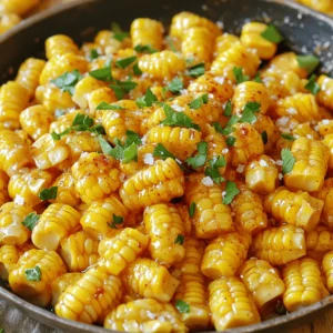 You need 4 cups of fresh corn kernels. This is about 6-8 ears of corn. Fresh corn gives the best taste and texture. Shucking the corn and cutting off the kernels is easy. The sweet crunch of fresh corn makes this dish shine. You will need 1/4 cup of unsalted butter. This butter adds richness to the dish. It melts smoothly and helps the corn cook evenly. Unsalted butter allows you to control the salt level. This way, you can adjust the flavor to your liking. For sweetness, use 1/4 cup of honey. Honey adds a lovely glaze to the corn. Its natural sweetness balances well with the salt. This ingredient makes the dish unique and special. Try to use pure honey for the best flavor. You will need a few seasonings: - 1 teaspoon sea salt - 1/2 teaspoon black pepper - 1/4 teaspoon smoked paprika (optional) These seasonings enhance the corn's taste. The sea salt brings out the sweetness. Black pepper adds a bit of heat. Smoked paprika gives a nice smoky flavor if you choose to use it. For garnish, use 2 tablespoons of fresh chopped parsley. This adds color and freshness to your dish. The parsley makes the dish look bright and inviting. First, you need fresh corn. Shuck about 6 to 8 ears of corn. Remove all the silk. Next, cut the kernels off the cob. This should give you about 4 cups of corn. Fresh corn adds great flavor. Grab a large skillet and place it on the stove. Turn the heat to medium. Add 1/4 cup of unsalted butter. Let it melt until it bubbles. This step is key for the rich flavor. Once the butter is melted, add the corn to the skillet. Stir it well so all the corn gets coated. Cook the corn for 5 to 7 minutes. Stir occasionally. You want it tender but still crisp. Now, drizzle 1/4 cup of honey over the corn. Then, add 1 teaspoon of sea salt, 1/2 teaspoon of black pepper, and 1/4 teaspoon of smoked paprika if you like it smoky. Stir to mix everything together. This makes the corn sweet and savory. Continue cooking for another 3 to 5 minutes. Let the corn caramelize a bit while stirring gently. This adds a nice color and flavor. After it's cooked through, taste it. Adjust the seasoning if needed. Transfer the corn to a serving dish. Top it with 2 tablespoons of fresh chopped parsley. This adds color and freshness. Enjoy your honey butter skillet corn warm. It's a great side dish for any meal! When you pick corn, fresh is best. Look for bright, green husks and plump kernels. The corn should feel firm and moist. Try to use corn that is in season. This ensures the best flavor and sweetness. If fresh corn is not available, you can use frozen corn too. Just make sure it&rsquo;s high quality. Taste is a big part of cooking. You may want to change the sweetness. If you like it sweeter, add more honey. Start with a little and taste as you go. For salt, use sea salt for a great flavor. Black pepper adds a nice kick. If you want a smoky taste, add smoked paprika. Just a bit can enhance the dish. Cooking corn too long can ruin the texture. You want it to be tender but still crisp. Cook it for about 5-7 minutes, stirring often. When you add honey, cook for another 3-5 minutes. Watch it closely. Remove the corn from heat when it looks lightly caramelized. This gives you the best flavor without soggy corn. {{image_2}} To spice things up, add chili powder or cayenne pepper. Start with 1/4 teaspoon and taste. This will give your dish a nice kick. The sweet honey balances the heat well. You can also mix in diced jalape&ntilde;os for more texture and flavor. For a creamy twist, sprinkle in cheese. Try crumbled feta or cotija for a tangy touch. You can also use shredded cheddar for a rich flavor. Add the cheese right before serving. This way, it melts into the warm corn. It creates a delicious, gooey dish that everyone will love. If fresh corn is not available, frozen corn works great too. Just thaw and drain the corn before cooking. You can skip the shucking and cutting steps. The dish will still taste great. Cook the frozen corn for a few extra minutes. This ensures it heats through nicely. After you enjoy your Honey Butter Skillet Corn, store any leftovers in an airtight container. This keeps the corn fresh and tasty. Place it in the fridge within two hours of cooking. Your leftovers will last about three to four days. Remember to check for any changes in smell or color before eating. When you want to enjoy the corn again, reheating is easy. You can use a skillet for the best results. Heat the skillet over medium heat and add a small bit of butter. Then, add the corn and stir gently. Cook until warmed through, about five minutes. You can also use the microwave. Place the corn in a microwave-safe dish. Cover it with a damp paper towel and heat for one to two minutes. Stir halfway through to ensure even heating. If you have too much corn, freezing is a great option. First, let the corn cool completely. Then, place it in freezer-safe bags or containers. Be sure to remove as much air as possible. This helps prevent freezer burn. Your corn can last for up to six months in the freezer. To use it later, thaw in the fridge overnight before reheating. Yes, you can use frozen corn. It works well in this recipe. Frozen corn is picked at its peak ripeness, so it still has great flavor. Just thaw it before cooking. This will help it heat evenly. You can skip the step of cutting kernels off the cob, saving you time. Honey Butter Skillet Corn lasts about three to four days in the fridge. Store it in an airtight container. This keeps it fresh and tasty. Reheat it on the stove or in the microwave. Just add a splash of water to keep it moist. Honey Butter Skillet Corn pairs nicely with many dishes. Try it with grilled chicken or fish. It also goes well with burgers or BBQ ribs. For a light meal, serve it with a fresh salad. This sweet corn adds color and flavor to any plate. This guide detailed how to make Honey Butter Skillet Corn. You learned about the key ingredients like fresh corn, butter, and honey. I shared step-by-step instructions for cooking. Tips helped with choosing corn and avoiding overcooking. Variations like adding cheese or spice add fun. You can also store and reheat leftovers easily. Now, you have everything you need to enjoy a delicious dish. Dive in and try making it yourself!