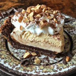 - 1 ½ cups coffee-flavored ice cream, softened - 1 cup crushed chocolate wafer cookies - ½ cup unsalted butter, melted - ½ cup granulated sugar - 1 cup mixed nuts (walnuts and almonds), coarsely chopped - ¼ cup brewed coffee, cooled - 1 teaspoon vanilla extract - Whipped cream for topping - Cocoa powder for dusting You can swap coffee-flavored ice cream for vanilla if you prefer. You can use graham cracker crumbs instead of chocolate wafer cookies for a different taste. If you can't find mixed nuts, use just walnuts or almonds. You can also replace unsalted butter with coconut oil for a dairy-free option. If you need a sweetener alternative, try maple syrup or honey instead of granulated sugar. For a fun twist, add chocolate shavings on top. You can also sprinkle extra crushed nuts for more crunch. Fresh berries like raspberries or strawberries make a colorful addition. A drizzle of chocolate sauce can add a sweet touch. To make the crust, you need a few simple steps. First, grab a mixing bowl. Add 1 cup of crushed chocolate wafer cookies, ½ cup of melted unsalted butter, and ½ cup of granulated sugar. Mix these ingredients well until they look like wet sand. This is your crust mixture. Next, take a 9-inch pie dish. Press the mixture firmly into the bottom and up the sides of the dish. Make sure it is even all around. Now, place the crust in the freezer for about 15 minutes. This helps it set nicely. Now let's prepare the filling. In another bowl, scoop out 1 ½ cups of softened coffee-flavored ice cream. Add ¼ cup of cooled brewed coffee and 1 teaspoon of vanilla extract. Mix everything together until it is smooth and blended well. This coffee ice cream filling will bring rich flavors to your pie. Take your time and ensure it's well combined. After making the crust and filling, it’s time to assemble. Take the crust out of the freezer. Pour the coffee ice cream mixture into the chilled crust. Use a spatula to spread it evenly. This step is key for a nice finish. Next, sprinkle 1 cup of coarsely chopped mixed nuts on top. This adds a great crunch. Finally, cover the pie with plastic wrap. Place it back in the freezer for at least 4 hours. This ensures the ice cream firms up. Once set, your pie is ready to slice and enjoy! To get the best texture, use softened ice cream. This helps it mix well. Blend it with brewed coffee and vanilla. Make sure it is smooth. The crust should be firm but not too hard. Press the cookie mixture well into the pie dish. Freezing the crust for 15 minutes helps it set. Let the pie freeze for at least 4 hours. This ensures a firm slice when served. For serving, slice with a warm knife. This helps cut through the ice cream easily. Top each slice with whipped cream. A light dusting of cocoa powder adds charm. For a fun twist, add chocolate shavings or extra nuts. Serve the pie on a nice plate. This makes it look even better. Pair this dessert with a cup of coffee for a tasty treat. One common mistake is not letting the ice cream soften. If it’s too hard, mixing will be tough. Avoid overmixing the ice cream filling. This can make it too airy and lose texture. Don’t skip freezing the crust. A soft crust can make the pie messy. Lastly, be careful not to add too much coffee. It can overpower the sweet flavor of the ice cream. {{image_2}} You can change the flavor of your ice cream for a new taste. Try vanilla for a classic feel. Chocolate adds a rich sweetness. For a fruity twist, use strawberry or raspberry. If you want something bold, consider espresso-flavored ice cream. Each choice gives a unique spin to your pie. While I love the chocolate wafer crust, you can mix it up. Try using crushed graham crackers for a lighter taste. A cookie crust made from Oreos works well too. For a gluten-free option, almond flour mixed with butter will do the trick. Each crust brings a new flavor and texture. Toppings can take your pie to the next level. Add chocolate shavings for a sweet touch. Fresh fruits, like berries or banana slices, add color and flavor. You can also sprinkle on toasted coconut or crushed candy. If you love crunch, add more mixed nuts or even some toffee bits. Your creativity can shine here! To keep your coffee crumble ice cream pie fresh, wrap it well. Use plastic wrap or foil. Store it in the freezer. This keeps the pie from getting freezer burn. If you have leftovers, make sure to eat them within two weeks for the best taste. If you want to store the pie for a long time, freeze it right after making. Make sure it’s tightly covered. You can also slice the pie before freezing. This way, it’s easy to grab a slice when you crave it. Just remember to wrap each slice well. You don’t need to reheat the ice cream pie. It’s best served cold. To serve, use a warm knife to cut through the pie smoothly. This helps keep the slices neat. Add whipped cream and cocoa powder on top for a lovely finish. Enjoy your dessert delight! Yes, you can use homemade ice cream for this pie. Make sure it is coffee-flavored. The texture of homemade ice cream can be different, so let it soften before mixing. This way, it blends well with the other ingredients. I love using my own recipes for ice cream. It makes the pie taste special and unique. Absolutely! You can try non-dairy ice cream made from coconut or almond milk. These options taste great and work well in this recipe. Just check the flavor. You want a coffee-flavored non-dairy ice cream. This allows everyone to enjoy the pie, even those who avoid dairy. You can store the pie in the freezer for up to two weeks. Wrap it well in plastic wrap to keep it fresh. If you want to enjoy it longer, you can also freeze it in slices. This makes it easy to grab a piece whenever you crave a treat. Just remember to let it sit out for a few minutes before slicing to make it easier. This blog post covered all the key steps to make a delicious ice cream pie. You learned about the needed ingredients, substitutions, and optional garnishes. I guided you through the process of making the crust, preparing the filling, and assembling the pie. We also explored tips for the best texture and storage methods. Remember, you can personalize this pie with different flavors and toppings. Enjoy your creation and share it! Your friends and family will love it. Happy baking!