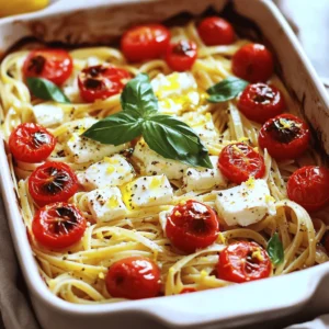 - 200g pasta (fusilli or penne) - 250g block of feta cheese - 400g cherry tomatoes, halved - 4 cloves garlic, minced - 4 tablespoons olive oil - 1 teaspoon dried oregano - 1/2 teaspoon red pepper flakes (optional) - Salt and black pepper to taste - Fresh basil leaves for garnish - Zest and juice of 1 lemon When preparing this dish, you need fresh ingredients. The cherry tomatoes should be ripe for the best taste. I prefer using fusilli or penne pasta. They hold the sauce well. Feta cheese is the star here. It adds creaminess and tang. Fresh garlic brings an aromatic touch. Use good quality olive oil for depth of flavor. Dried oregano gives warmth, while red pepper flakes add a kick. Adjust salt and pepper to your liking. Don't forget the basil! It brightens the dish. The lemon zest and juice add freshness that balances the richness. - Calories per serving: Approximately 450 - Macronutrient breakdown: - Carbs: 55g - Fats: 22g - Proteins: 12g - Dietary considerations: This dish is vegetarian. You can use gluten-free pasta for a gluten-free option. This recipe serves four people. It&rsquo;s perfect for a family dinner or meal prep for the week. Each ingredient adds a unique flavor, making this dish both simple and satisfying. 1. Preheat your oven to 200&deg;C (400&deg;F). This step is key for getting the feta nice and golden. 2. In a baking dish, add the halved cherry tomatoes and minced garlic. These fresh ingredients bring great flavor. 3. Drizzle with 2 tablespoons of olive oil. This adds richness and helps the tomatoes soften. 4. Sprinkle with 1 teaspoon of oregano, red pepper flakes, salt, and black pepper. Mix well to coat everything evenly. 1. Place the feta cheese block in the center of the baking dish. This will soak in all the tomato goodness. 2. Drizzle the remaining 2 tablespoons of olive oil over the feta. This helps it melt and become creamy. 3. Bake in the preheated oven for about 30 minutes. Look for blistering tomatoes and golden feta. 4. While the feta and tomatoes bake, cook the pasta. Boil it in a large pot of salted water until al dente, then drain. 1. After baking, remove the dish from the oven. Use a fork to mash the feta and tomatoes together. 2. Add the cooked pasta to the baking dish. Toss everything well until the pasta is coated in the creamy sauce. 3. Mix in the zest and juice of 1 lemon. This adds brightness and freshness to the dish. 4. Taste and adjust the seasoning. Add more salt or pepper if needed. 5. Serve hot, garnished with fresh basil leaves. They add color and a burst of flavor. - Best pasta types for this recipe: Fusilli and penne work best. They hold sauce well and add a nice texture. You can also try whole wheat or gluten-free pasta if you prefer. - How to achieve perfect feta texture: Use a firm block of feta. When baked, it should be soft but not runny. Don&rsquo;t overbake it; check after 30 minutes until it&rsquo;s golden. - Suggestions for adding more spices: Try adding Italian herbs like thyme or rosemary for more depth. You can also use black pepper or smoked paprika for extra warmth. - Ingredient substitutions for different flavors: Swap feta with goat cheese for a tangy twist. Adding sun-dried tomatoes can bring a rich, sweet flavor to the dish. - Garnishing tips with fresh herbs: Fresh basil adds color and taste. Tear it by hand to release more flavor. You can also use parsley or chives for a fresh look. - How to serve and plate the dish beautifully: Use a large bowl for family-style serving or individual plates for a fancy touch. Drizzle olive oil on top for a glossy finish and sprinkle more black pepper for looks. {{image_2}} You can easily change this dish to fit your taste. For a vegetarian twist, swap the feta cheese with goat cheese or ricotta. These options bring different flavors and textures. You can also try using a mix of cheeses for fun. Adding more vegetables makes this dish even better. Think about including spinach, zucchini, or bell peppers. These veggies add color and nutrients. They also enhance the dish's overall taste. If you need gluten-free pasta, use rice or corn pasta. These work well and keep the dish tasty. Many brands offer great gluten-free options. For a low-carb choice, try spiralized zucchini or cauliflower rice. These alternatives cut down on carbs while keeping the meal filling. You'll enjoy the same flavors without the extra pasta. Want to add protein? Grilled chicken or shrimp makes a great addition. Just cook them separately and toss them in at the end. This change adds richness and makes the dish heartier. You can also switch the flavor base. Using pesto instead of olive oil gives a fresh taste. Sun-dried tomatoes bring a deeper flavor. Experimenting with these options lets you create a dish that fits your mood. Store leftovers in an airtight container. This keeps the dish fresh and tasty. It will last for up to three days in the fridge. Make sure to cool it down before sealing. Reheat in the oven for best flavor. Use a low heat, around 160&deg;C (320&deg;F). This prevents drying out the pasta. You can also use the microwave. Heat in short bursts, stirring in between. Add a splash of olive oil or a bit of water to keep it moist. You can freeze portions if you want to save some for later. Place in freezer-safe containers. Leave some space at the top, as the pasta may expand. It will stay good for up to three months. To thaw, move the container to the fridge overnight. Reheat as mentioned above for the best results. Can I use dried tomatoes instead of fresh? Yes, you can use dried tomatoes. They add a strong flavor. Soak them in warm water first. This softens them and helps them mix well with the pasta. You may need less salt, as dried tomatoes can be salty. How can I make this dish vegan? To make this dish vegan, swap feta cheese for a plant-based cheese. Look for creamy options that melt well. You can also try using tofu. Just blend it with lemon juice and a bit of nutritional yeast for flavor. What to do if the feta doesn&rsquo;t melt properly? If your feta doesn&rsquo;t melt, check the oven temperature. Make sure it&rsquo;s at 200&deg;C (400&deg;F). Bake longer if needed, but keep an eye on the tomatoes. They should blister, and the feta should soften. How to adjust if it&rsquo;s too salty or bland? If it&rsquo;s too salty, add more pasta or veggies to balance the taste. If it&rsquo;s bland, add more lemon juice or fresh herbs. Basil or parsley can brighten the flavors. What side dishes complement baked feta tomato pasta? A simple green salad pairs well. You can also serve garlic bread on the side. Roasted veggies make a great addition too. They add color and nutrients. Beverage pairings for an ideal meal experience Pair this dish with a light white wine, like Sauvignon Blanc. If you prefer non-alcoholic drinks, a sparkling lemonade works great. It refreshes the palate and enhances the meal. This recipe lays the groundwork for a satisfying baked feta pasta. You learned about essential ingredients, cooking steps, and storage tips. Using fresh tomatoes and creamy feta gives rich flavor. You can adjust flavors, swap ingredients, and explore variations to fit your taste. Don't worry if you have questions; the FAQs cover common concerns. With the right approach, this dish can impress anyone. Enjoy making this simple yet delicious meal!