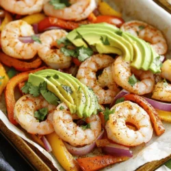 The main ingredients are simple and fresh. You will need: - 1 pound large shrimp, peeled and deveined - 1 red bell pepper, sliced - 1 yellow bell pepper, sliced - 1 red onion, sliced - 8 small flour tortillas These items form the heart of your dish. Fresh shrimp brings a sweet taste. The bell peppers add crunch and color. The red onion gives a nice bite. For flavor, I recommend using: - 3 tablespoons olive oil - 2 teaspoons chili powder - 1 teaspoon cumin - 1 teaspoon smoked paprika - Salt and pepper to taste - 1 lime, juiced Olive oil helps the spices stick to the shrimp and veggies. Chili powder gives a warm kick. Cumin adds earthiness, while smoked paprika brings depth. Lime juice brightens the dish, making it fresh and zesty. You can make your fajitas even better with a few toppings: - Fresh cilantro, chopped for garnish - Avocado slices for topping (optional) Cilantro adds a fresh herb taste. Avocado brings creaminess and richness. Feel free to mix and match these toppings to fit your taste. Enjoy making your dish colorful and fun! First, gather your ingredients. You will need: - 1 pound large shrimp, peeled and deveined - 1 red bell pepper, sliced - 1 yellow bell pepper, sliced - 1 red onion, sliced - 3 tablespoons olive oil - 2 teaspoons chili powder - 1 teaspoon cumin - 1 teaspoon smoked paprika - 1 lime, juiced - Salt and pepper to taste - 8 small flour tortillas - Fresh cilantro, chopped for garnish - Avocado slices for topping (optional) Next, preheat your oven to 400°F (200°C). Line a large sheet pan with parchment paper. This helps with clean-up later. In a large bowl, combine the shrimp, red bell pepper, yellow bell pepper, and red onion. Drizzle olive oil over the mix. Add chili powder, cumin, smoked paprika, salt, and pepper. Now, squeeze the lime juice into the bowl. Toss everything together well. You want the shrimp and vegetables coated in spice and oil. Spread the mixture evenly on the sheet pan. Make sure everything is in a single layer. Bake for 12 to 15 minutes. Your shrimp should turn pink and opaque. The vegetables will become tender. While the shrimp and veggies bake, warm the flour tortillas in a dry skillet. Heat each side for about 30 seconds. They should be slightly toasted. When the shrimp and vegetables are done, take the sheet pan out of the oven. Let it cool for a minute. Serve the shrimp and fajita mix with warm tortillas. Top with fresh cilantro and avocado slices if you like. Enjoy your tasty, easy dinner! To cook shrimp well, start with fresh or thawed shrimp. Pat them dry before cooking to help them sear better. Use a hot oven, around 400°F (200°C), to keep them juicy. Shrimp cook fast, so watch them closely. They turn pink when done, which means they are ready to eat. Overcooking can make shrimp tough, so catch them just in time! For great veggies, cut them into even pieces. This helps them cook at the same rate. Bell peppers and onions work well in this dish. Toss them in olive oil and spices to bring out their flavor. Spread them out on the pan to avoid steaming. Bake until they are tender but still have a bit of crunch. This creates a nice texture that pairs well with shrimp. You can adjust the spices to fit your taste. If you like it spicy, add more chili powder or even jalapeños. For a milder dish, reduce the spices or use sweet peppers. You can also switch out the seasoning for a different flavor. Try taco seasoning or even garlic powder. Experimenting with flavors makes this dish fun and unique! {{image_2}} You can swap shrimp for chicken or tofu. Chicken adds a nice chew. Just cut it into thin strips. Season and cook it the same way as shrimp. Tofu gives a great plant-based option. Use firm or extra-firm tofu. Press it to remove water and slice it. The cooking time may be longer for chicken. Keep an eye on it to avoid overcooking. Feel free to mix in other veggies. Zucchini, mushrooms, or corn work well here. Slice them into even pieces for quick cooking. You can also add cherry tomatoes for a sweet burst. Choose colorful veggies for a pretty plate. The goal is to enjoy all the flavors and textures. You can even use frozen vegetables if that’s what you have. Don’t be afraid to try new marinades. A spicy taco sauce can add a kick. You can also use teriyaki or sweet chili sauce for a twist. Just remember to balance flavors. Keep the lime juice to brighten it up. You can even make a simple marinade with just olive oil and your favorite spices. This gives you many options to keep meals exciting. To store your shrimp fajitas, let them cool first. Place the leftovers in an airtight container. Make sure to separate the shrimp from the tortillas. This keeps them fresh. Store in the fridge for up to three days. For best taste, consume them within two days. To reheat, use a skillet over medium heat. Add a splash of water or oil to keep moisture. Heat for about five minutes, stirring gently. This method keeps shrimp tender and veggies crisp. You can also use the microwave. Heat in short bursts, stirring often. This helps avoid rubbery shrimp. You can freeze shrimp fajitas, but with care. Freeze shrimp and veggies in a single layer. Use freezer bags or airtight containers. They can last for up to three months. When ready to eat, thaw in the fridge overnight. Reheat in a skillet for best results. Avoid refreezing after reheating. I recommend using large shrimp. They have a nice texture and flavor. Look for shrimp that are peeled and deveined for ease. Fresh shrimp is best, but frozen works well too. Just make sure to thaw them properly before cooking. The key is to choose shrimp that are plump and pink. Yes, you can prepare the shrimp and veggies ahead of time. Mix them with the oil and spices; then store in the fridge. This makes it easy to cook later. Just remember to cook them within one day for the best taste. You can also warm the tortillas ahead of time to save more time when serving. To serve shrimp fajitas for a crowd, make a large batch on multiple sheet pans. Set up a fajita bar with tortillas and toppings. Guests can build their own fajitas. Provide bowls of fresh cilantro, avocado slices, and lime wedges. This way, everyone can customize their meal just how they like it. Shrimp fajitas pair well with many sides. Consider serving black beans or rice for a filling meal. A simple salad with lime dressing is a great choice too. You could also add tortilla chips and salsa for a crunchy bite. Don't forget some refreshing drinks like lemonade or iced tea! In this post, I covered all you need for sheet pan shrimp fajitas. We discussed the main ingredients, seasonings, and optional toppings. You learned simple steps for preparation, cooking, and serving. I shared tips to cook shrimp and veggies just right, plus ways to switch proteins and flavors. Storage tips ensure your leftovers stay fresh. Now you can enjoy delicious fajitas anytime! Happy cooking!