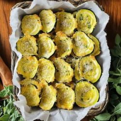 - 2 medium zucchinis - 1 cup grated Parmesan cheese - 2 tablespoons olive oil - 1 teaspoon garlic powder - 1 teaspoon onion powder - ½ teaspoon salt - ¼ teaspoon black pepper - ½ teaspoon dried oregano - Cooking spray - Parchment paper When I make Garlic Parmesan Zucchini Chips, I focus on fresh and simple ingredients. Zucchini is my base. I use two medium zucchinis for a good amount of chips. They are mild and soak up flavors well. Next, I grab my Parmesan cheese. A cup of grated cheese adds a rich taste. It also helps the chips turn golden and crisp in the oven. Olive oil is key here too. I use two tablespoons to coat the zucchini slices. This oil helps the spices stick and adds flavor. For spices, I keep it easy but tasty. Garlic powder gives that strong garlic kick. Onion powder adds depth. I also sprinkle in salt, black pepper, and dried oregano. These spices make the chips flavorful. Finally, I prepare my supplies. Cooking spray helps the chips crisp up nicely. Parchment paper prevents sticking and makes cleanup a breeze. With these ingredients and supplies, I'm ready to create a crunchy and flavorful snack! 1. Preheat your oven to 225°F (110°C). This low heat helps the chips crisp up nicely. 2. Wash the zucchinis thoroughly under cold water. This removes dirt and helps with taste. 3. Slice the zucchinis into thin rounds, about 1/8 inch thick. Uniform slices cook evenly, giving you the best chips. 1. In a large bowl, combine 2 tablespoons of olive oil, 1 teaspoon of garlic powder, 1 teaspoon of onion powder, ½ teaspoon of salt, ¼ teaspoon of black pepper, and ½ teaspoon of dried oregano. 2. Stir the mixture well until all the spices blend into the oil. This step boosts the flavor of your chips. 3. Add the zucchini slices to the bowl. Gently toss them until each slice gets an even coat of the oil and spice mix. 1. Spread the zucchini slices flat on the lined baking sheet. Make sure they do not overlap for even cooking. 2. Sprinkle 1 cup of grated Parmesan cheese over the zucchini. Ensure every slice gets a good amount for that cheesy goodness. 3. Lightly spray the tops of the zucchini with cooking spray. This helps them crisp up even more. 4. Bake in the oven for 2 to 2.5 hours. Check halfway through and rotate the baking sheet for even crispness. 5. Once golden brown, take the baking sheet out. Let the chips cool for 5 minutes. This cooling time enhances crunchiness. - Tips for slicing zucchinis: Use a sharp knife or a mandoline for even slices. Aim for thin rounds, about 1/8 inch thick. This helps the chips cook evenly. - Importance of uniform size: Keep all slices the same thickness. This ensures they all bake at the same rate. If some slices are thicker, they will not get crispy. - Suggestions for additional seasonings: Try adding smoked paprika or a pinch of cayenne for a kick. You can also mix in Italian herbs like thyme or basil to boost flavor. - Alternative cheese options: If you want a twist, use Pecorino Romano or nutritional yeast for a vegan option. Both add unique flavors that pair well with zucchini. - Creative serving ideas: Serve your chips in a rustic basket lined with parchment paper. This adds a nice touch and keeps them warm. - Garnishing suggestions: Add a sprig of fresh oregano or parsley on top for color. A sprinkle of extra Parmesan before serving makes it look more inviting. {{image_2}} To switch things up, try adding spice to your chips. You can make spicy garlic Parmesan by mixing in chili flakes. Just a pinch makes a big difference! For a fresh twist, use herbs like basil or thyme. These add a nice aroma and taste. Simply stir them into the oil and spice mix before coating your zucchini. You’ll love the new flavor! If you're watching carbs, you can enjoy these chips too. Zucchini is naturally low in carbs, making it a great choice. For those who avoid dairy, there are tasty cheese options. You can use dairy-free cheese that melts well. This keeps the flavor while meeting dietary needs. These chips are great on their own, but pairing them with dips is fun. Try a tangy yogurt dip or a creamy ranch. They add extra flavor and make your snack even better. You can also use these chips as a garnish. Sprinkle them over salads or soups. They add crunch and flavor, making your dishes look and taste amazing! To keep your Garlic Parmesan Zucchini Chips fresh, store them in an airtight container. This helps lock in their flavor and crunch. You can use a glass jar or a plastic container with a tight lid. Let the chips cool fully before you store them. This prevents moisture from forming inside the container. If you want to enjoy these chips later, freezing is a great option. Spread the cooled chips in a single layer on a baking sheet and freeze them for about an hour. Once frozen, transfer them to a freezer-safe bag. This way, they won’t stick together. When you’re ready to eat, reheat them in the oven at 350°F (175°C) for about 10-15 minutes. This helps restore their crispness. Properly stored, your zucchini chips can stay fresh for up to a week at room temperature. In the fridge, they may last about 10 days. Watch for signs of spoilage, like softness or a change in color. If they lose their crunch or start to smell off, it’s best to toss them. Enjoy your chips while they’re at their best! To make zucchini chips crispy, you need to reduce moisture. Start by slicing zucchinis thin, about 1/8 inch. This thinness helps them cook evenly. After slicing, sprinkle salt on the zucchinis. Let them sit for about 30 minutes. This draws out excess water. Pat the slices dry with a paper towel before baking. Finally, baking at a low temperature, like 225°F (110°C), allows slow drying for a crunchy texture. Yes, you can use other vegetables! Sweet potatoes make great chips. Just slice them thin, like zucchinis. Beets also work well; they add color and sweetness. Kale can be a fun option; bake it until crisp for a healthy snack. Carrots or even eggplant can also create tasty chips. Just adjust the cooking time based on the vegetable's thickness. Baking zucchini chips takes about 2 to 2.5 hours. Thicker slices will need more time. Always check on them halfway through to rotate the baking sheet. If your oven runs hot, start checking for doneness at 1.5 hours. The goal is for them to be golden brown and crisp. You can dip these chips in many tasty options! Try ranch dressing for a classic flavor. Hummus adds a nice creaminess and pairs well. Guacamole is another great choice. For something spicy, salsa or a spicy dip can kick things up a notch. You could even make a yogurt-based dip for a fresh twist. This post shared an easy way to make tasty garlic Parmesan zucchini chips. We covered key ingredients, from zucchinis to spices, and shared step-by-step baking instructions. Plus, I gave helpful tips for crispiness and flavor boosts. You can even try fun variations and find storage options for leftovers. Enjoy your zesty snack and explore your creativity. Happy cooking!
