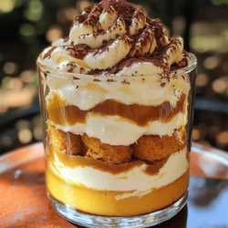 - 1 cup strong brewed coffee, cooled - 2 tablespoons pumpkin spice syrup (store-bought or homemade) - 1 cup mascarpone cheese - 1 cup heavy cream - 1/2 cup powdered sugar - 1 teaspoon vanilla extract - 1 cup ladyfinger cookies (savoiardi) - 1/2 teaspoon pumpkin spice blend - Cocoa powder for dusting - Chocolate shavings (optional) - Ground cinnamon for garnish Gathering the right ingredients is key to making this Pumpkin Spice Latte Tiramisu. First, you need strong brewed coffee. It adds rich flavor. Then, pumpkin spice syrup gives that warm fall taste. Mascarpone cheese adds creaminess, while heavy cream helps create a light texture. Powdered sugar sweetens the mix. Vanilla extract adds depth to the flavor. You will also need ladyfinger cookies. These are light and soak up the coffee mixture well. The pumpkin spice blend enhances the overall taste. Finally, cocoa powder adds a dusting for a lovely finish. Chocolate shavings and ground cinnamon make great garnishes. Each ingredient plays a role in creating a delightful dessert that celebrates autumn. Make sure to use fresh ingredients for the best taste. Enjoy the process of assembling your tiramisu! First, brew one cup of strong coffee and let it cool. In a bowl, mix the cooled coffee with two tablespoons of pumpkin spice syrup. This mixture gives your tiramisu its signature fall flavor. Next, pour one cup of heavy cream into a bowl. Whip it until you see soft peaks. Then, add half a cup of powdered sugar and one teaspoon of vanilla extract. Keep whipping until the cream holds stiff peaks. This step is key for a light, fluffy texture. Now, take one cup of mascarpone cheese. Gently fold it into the whipped cream. Make sure not to overmix; you want it creamy but airy. This mixture will be the heart of your tiramisu. Take your ladyfinger cookies, about one cup, and dip each in the coffee mixture. Be quick! You want them moist but not soggy. Line the bottom of a dish with half of the dipped ladyfingers. Spread half of the mascarpone mixture over the ladyfingers. Sprinkle half a teaspoon of pumpkin spice blend on top. Repeat this process with the remaining ladyfingers and mascarpone mixture. You’ll create lovely layers. To finish, dust the top with cocoa powder and a sprinkle of ground cinnamon for garnish. If you like, add chocolate shavings for a touch of luxury. Cover and refrigerate your tiramisu for at least four hours. This wait allows all the flavors to mix perfectly. Enjoy your delightful fall dessert! To get the best layers, you must soak the ladyfingers just right. Dip them quickly in the coffee mixture. If you soak them too long, they turn soggy. You want them soft but still holding shape. This helps create nice, distinct layers in your tiramisu. Remember, quick dips are key! Want more flavor? You can add extra pumpkin spice or vanilla to the mascarpone mix. This gives the dessert a richer taste. Try using a bit more pumpkin spice syrup in the coffee too. Just keep tasting as you go. Adjusting flavors to your liking makes the dessert your own. For a stunning look, serve individual portions in clear glasses. This shows off the beautiful layers. Dust each serving with cocoa powder and sprinkle ground cinnamon for a warm touch. Add a dollop of whipped cream on top to make it even more inviting. You can also top with chocolate shavings for a sweet finish. {{image_2}} You can change the taste of your pumpkin spice latte tiramisu by adding caramel sauce. This adds a sweet, rich flavor. You can also try using different spices like nutmeg or cardamom. These spices add layers of warmth and depth. Mixing in a bit of cocoa powder can give a unique twist. You might enjoy this flavor mix, especially in fall! If you want a vegan version, swap heavy cream for coconut cream. Use a plant-based mascarpone or blend silken tofu with a bit of sugar. For a gluten-free tiramisu, choose gluten-free ladyfingers. You can find these at many stores or online. These simple swaps help you enjoy this treat without worry! During the holidays, you can add festive flavors like peppermint or eggnog. Try mixing peppermint extract into the mascarpone. This gives a fresh, minty taste. You can also layer in crushed gingerbread cookies for a fun twist. These seasonal variations make your dessert feel special and fun! To keep your Pumpkin Spice Latte Tiramisu fresh, cover it well. Use plastic wrap or a lid for your dish. This keeps out air and prevents drying. Store it in the fridge at a consistent temperature. Make sure it is not near strong-smelling foods. This dessert can soak up those odors. Your tiramisu will last for about four days in the fridge. After that, the flavors may fade. If you notice any strange smells or changes in texture, it’s best to throw it away. Enjoy it within that time frame for the best taste. You can freeze tiramisu for up to two months. Wrap it tightly in plastic wrap and then in foil. This double wrap protects it from freezer burn. When you're ready to enjoy it, move it to the fridge overnight to thaw. Avoid microwaving it, as this can change the texture. To make your cream fluffier, whip the heavy cream well. Start by using chilled heavy cream. Whip it until soft peaks form. Then, slowly add in the powdered sugar and vanilla. Continue whipping until you see stiff peaks. This will give your cream the right lightness. Yes, you can use instant coffee. Mix instant coffee granules with hot water to create a strong coffee. Let it cool before using it in your tiramisu. Just remember to adjust the strength based on your taste. Yes, tiramisu is safe to make ahead. In fact, making it a day in advance enhances the flavor. After assembling, cover it and chill in the fridge. This gives the layers time to set and flavors to blend. If you need a substitute for mascarpone, try cream cheese. Mix cream cheese with a bit of heavy cream for a similar texture. Another option is ricotta cheese, but blend it to smooth out any lumps. Each option will change the taste slightly, so choose what you prefer. This blog post shared a simple recipe for delicious pumpkin spice tiramisu. We covered all the ingredients you need and provided step-by-step instructions for making this treat. I included tips on perfecting layers, flavor enhancements, and some fun variations. Lastly, I shared how to store your dessert for maximum shelf life. As you try this recipe, I hope you enjoy the flavors and creativity involved. This dessert can bring warmth to any gathering or sweet moments to your day.