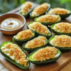 To make air fryer jalapeño poppers, you need fresh and simple ingredients. Here’s what you will need: - 12 fresh jalapeño peppers - 8 oz cream cheese, softened - 1 cup shredded sharp cheddar cheese - 1/2 cup breadcrumbs (panko for extra crunch) - 1 teaspoon garlic powder - 1 teaspoon onion powder - 1/2 teaspoon smoked paprika - Salt and pepper to taste - Olive oil spray (for coating) These ingredients create a creamy, spicy filling that packs a punch. The sharp cheddar cheese adds richness, while the spices bring extra flavor. Choosing fresh jalapeños gives your dish the best taste. I prefer using panko breadcrumbs for that delightful crunch. They help the poppers get crispy in the air fryer. If you want a milder taste, scoop out more seeds from the jalapeños. For more heat, leave some seeds in! Gather these ingredients, and you’re ready to make a tasty snack. Let’s get cooking! - Preheat the air fryer to 375°F (190°C). - Slice the jalapeño peppers in half lengthwise. - Remove seeds and membranes for a milder taste, or leave some seeds for heat. - In a medium bowl, mix 8 oz of softened cream cheese and 1 cup of shredded sharp cheddar cheese. - Add 1 teaspoon of garlic powder, 1 teaspoon of onion powder, and 1/2 teaspoon of smoked paprika. - Season with salt and pepper to taste. Mix until well combined. - Stuff each jalapeño half with the cheese mixture. Pack it in tightly for the best flavor. - In another bowl, place 1/2 cup of breadcrumbs. - Lightly spray each stuffed jalapeño with olive oil. - Dip the top into the breadcrumbs to coat well. - Arrange the stuffed jalapeños in a single layer in the air fryer basket. - Air fry the poppers for about 10-12 minutes. Cook until they are golden brown and the cheese is bubbly. - Carefully remove them from the air fryer. Let them cool for a few minutes before serving. Enjoy these easy and tasty air fryer jalapeño poppers! Using an air fryer for jalapeño poppers gives you a crispy outside and soft inside. Air frying cooks them faster than baking. You can also use less oil, which makes them healthier. For the best texture, preheat your air fryer to 375°F (190°C) before cooking. This helps the poppers cook evenly and get that golden brown color. To change the spice level, remove all seeds and membranes for milder poppers. If you want more heat, leave some seeds in. You can also add spices like cayenne pepper or chili powder to the cheese mixture for extra flavor. Experimenting with spices can create a unique taste that suits your palate. For dips, ranch dressing or sour cream pairs well with jalapeño poppers. You can also try guacamole or a spicy salsa. For drinks, cold beer or a crisp white wine balances the heat. These pairings enhance the overall flavor and make your poppers even more enjoyable. {{image_2}} You can change the cheese to fit your taste. Try using different kinds like Monterey Jack or pepper jack for a spicy kick. Cream cheese is a must for that creamy texture, but mixing in some goat cheese can add a great tang. You might want to add meat too. Cooked bacon or sausage crumbles can make these poppers even more filling. For a veggie option, you can mix in some chopped spinach or artichokes. If you're looking for gluten-free options, swap regular breadcrumbs for gluten-free ones. Panko works well if you want that extra crunch. For those who follow a vegan diet, use a plant-based cream cheese and a vegan cheese blend. Just make sure to check the labels. These swaps can make the dish fit into many diets while keeping it tasty. To amp up the flavor, consider adding herbs or spices. Fresh cilantro or chives can brighten the poppers. You can also mix in some chili powder or cayenne for heat. For a sweet and spicy combo, drizzle honey or maple syrup on top before serving. This mix of sweet and heat makes for a surprising twist that everyone will love. To keep your cooked jalapeño poppers fresh, place them in an airtight container. This will help prevent them from drying out. You can store them in the fridge for up to 3 days. If you want to keep them longer, consider freezing. Use a freezer-safe container or a resealable bag to save space. To reheat your jalapeño poppers, the air fryer works best. Set it to 350°F (175°C) and heat for about 5-7 minutes. This method keeps the poppers crunchy and warm. You can also use an oven if you don’t have an air fryer. Just bake them at the same temperature until hot. You can freeze jalapeño poppers before or after cooking. If freezing before cooking, stuff the jalapeños and place them on a tray. Once frozen, transfer them to a bag. Cook them straight from the freezer, adding a few extra minutes to the cooking time. If you freeze them after cooking, let them cool first, then store them in a bag. Thaw overnight in the fridge before reheating. This will give you the best taste and texture. Yes, you can prepare jalapeño poppers in advance. Stuff the peppers, then cover them. Store them in the fridge for up to 24 hours. When ready to cook, just air fry them. This saves time and makes hosting easy! Jalapeño poppers are done when they turn golden brown. The cheese should be bubbly and slightly melted. This usually takes around 10-12 minutes in the air fryer. Always check them to make sure they don’t overcook. Absolutely! You can use mini sweet peppers or banana peppers. These options provide different flavors and heat levels. Just adjust the cooking time based on the pepper size. Enjoy experimenting with different peppers! Get creative with toppings! Try adding crumbled bacon, fresh herbs, or a drizzle of hot sauce. You can sprinkle some extra cheese on top before air frying. These additions make your poppers even more fun and tasty. To prevent sogginess, use panko breadcrumbs for crunch. Also, spray the poppers lightly with olive oil. Air frying helps keep them crispy. Avoid overstuffing, as this can lead to moisture buildup. Enjoy every crunchy bite! This blog post walked you through making tasty jalapeño poppers. You learned about the ingredients, preparation steps, cooking methods, and tips for the best results. Whether you choose to bake or air fry, these poppers are sure to impress. Experiment with different flavors and adjust the spice levels to fit your taste. Don't forget to pair these snacks with your favorite dips or drinks. Enjoy every crispy bite and get creative with your variations!