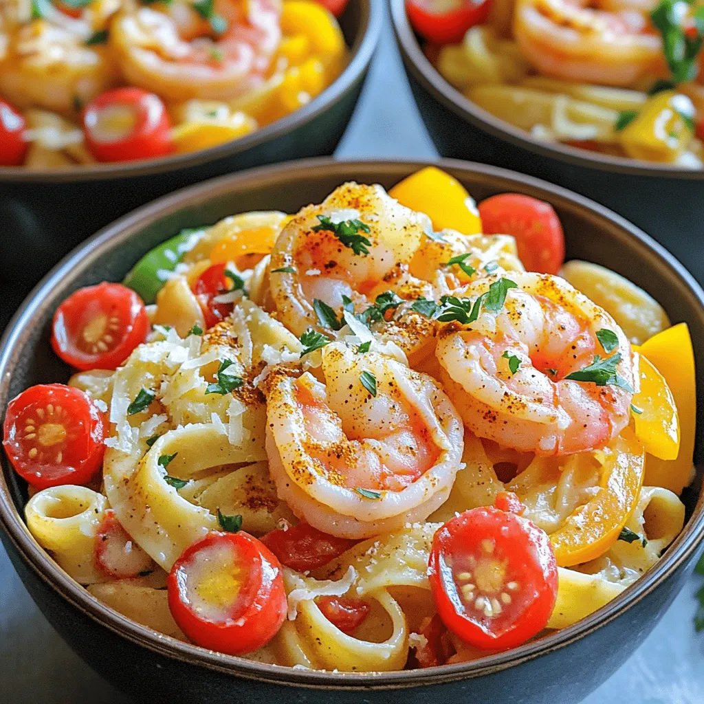 To make Creamy Cajun Shrimp Pasta, gather these ingredients: - 12 oz fettuccine or linguine - 1 lb shrimp, peeled and deveined - 1 tablespoon Cajun seasoning - 2 tablespoons olive oil - 1 onion, diced - 3 cloves garlic, minced - 1 bell pepper (red or yellow), diced - 1 cup cherry tomatoes, halved - 2 cups chicken broth - 1 cup heavy cream - 1 cup Parmesan cheese, grated - Salt and pepper to taste - Fresh parsley, for garnish When cooking, use fresh shrimp for the best taste. You can swap the pasta for gluten-free options like rice noodles. If you don’t have Cajun seasoning, mix paprika, cayenne, and garlic powder as a substitute. For creaminess, you can use half-and-half instead of heavy cream. If you want a lighter dish, try using chicken broth only, skipping the cream. Fresh ingredients make a big difference in flavor. Fresh shrimp taste better and have a firmer texture than frozen. Fresh herbs, like parsley, brighten the dish. Fresh tomatoes add sweetness and juiciness, balancing the spice of the Cajun seasoning. When possible, always choose fresh over dried or canned. It enhances the meal and makes it feel special. To make creamy Cajun shrimp pasta, you need a few tools. Grab a large pot for cooking. Gather your ingredients and chop the onion, bell pepper, and garlic. Measure out the shrimp and spices. This way, you will stay organized while cooking. 1. Heat 2 tablespoons of olive oil in your pot over medium heat. 2. Add the diced onion and bell pepper. Sauté for 4-5 minutes until they soften. 3. Mix in 3 cloves of minced garlic and cook for 1 more minute until it smells good. 4. Sprinkle 1 tablespoon of Cajun seasoning on 1 pound of shrimp. Toss them to coat well. 5. Add the shrimp to the pot and cook for 2-3 minutes. They turn pink when they are done. Then, take them out and set aside. 6. Toss in 1 cup of halved cherry tomatoes. Cook for about 2 minutes until they soften a bit. 7. Pour in 2 cups of chicken broth. Add 12 oz of fettuccine or linguine too. Stir to cover the pasta with the broth. 8. Bring everything to a boil, then turn down the heat and cover. Cook for 10-12 minutes, or until the pasta is tender. 9. Once the pasta is ready and most of the broth is gone, lower the heat. Stir in 1 cup of heavy cream. Let it simmer for 2-3 minutes until creamy. 10. Add 1 cup of grated Parmesan cheese. Stir until it melts and blends in. Season with salt and pepper to your taste. 11. Gently fold the cooked shrimp back into the pot. Mix until everything is heated through. 12. Turn off the heat. Let it sit for a few minutes before serving. - Prep Time: 10 minutes - Cooking Time: 20 minutes - Total Time: 30 minutes This dish serves 4 and comes together quickly, making it perfect for busy nights. Enjoy your tasty meal! To boost the flavors in your creamy Cajun shrimp pasta, try these tips: - Use fresh shrimp for the best taste. - Sauté the onion and bell pepper until they are soft. - Don't skip the Cajun seasoning; it adds a nice kick. - Add a squeeze of lemon juice for brightness. Mixing in fresh herbs like parsley at the end brings a fresh touch. It also makes the dish look vibrant. Here are some common mistakes that can ruin your dish: - Overcooking the shrimp makes them rubbery. Cook just until they turn pink. - Not stirring the pasta enough can lead to clumping. Make sure to mix well. - Adding cream too early can cause separation. Wait until the pasta is almost done. Avoid these errors, and you will have a great meal! To make your pasta even creamier, consider these tips: - Use full-fat heavy cream for the richest flavor. - Mixing in more cheese enhances both flavor and creaminess. - Stir in some pasta water before serving. This will help bind the sauce to the pasta. These small changes can elevate your dish to a new level of deliciousness. Enjoy! {{image_2}} If shrimp isn’t your thing, try chicken or tofu. Chicken thighs work well and add a rich taste. Dice the chicken into small pieces and cook it just like the shrimp. For a plant-based dish, use firm tofu. Press it to remove moisture, then cube it. Sauté the tofu until golden for added flavor. Each protein brings its own flair to the dish. You can add more veggies for color and nutrition. Spinach is a great choice. It wilts nicely and adds a fresh taste. Zucchini or mushrooms can also work. Slice them thin and toss them in during the last few minutes of cooking. This adds texture and makes the meal more filling. Want more heat? Increase the Cajun seasoning or add red pepper flakes. You can also use fresh jalapeños for a kick. Start with a little, then taste as you go. If you prefer it mild, cut back on the seasoning or skip it altogether. Adjusting the spice lets you control the flavor to suit your taste. After enjoying your creamy Cajun shrimp pasta, store leftovers in an airtight container. Make sure to let the pasta cool down first. Place it in the fridge if you plan to eat it in the next few days. It should stay fresh for about 3 days. If you want to keep it longer, consider freezing it. To reheat your pasta, you have a couple of options. The best way is to use the stove. Put the pasta in a pan over low heat. Add a splash of chicken broth or cream to help with moisture. Stir often until warm. You can also microwave it. Use a microwave-safe dish and cover it. Heat in short bursts, stirring in between until hot. If you want to freeze your creamy Cajun shrimp pasta, do it right after it cools. Place it in a freezer-safe container. Make sure to leave some space for expansion. When frozen, it can last for up to 2 months. To enjoy later, thaw it in the fridge overnight. Then, follow the reheating instructions to warm it up. Yes, you can use frozen shrimp. Just make sure to thaw them first. You can do this by placing them in cold water for 15-20 minutes. Once thawed, peel and devein if needed. This saves time and still gives you great taste. If you want a lighter option, you can use half-and-half. Another choice is coconut milk, which adds a nice flavor. You could also try Greek yogurt mixed with a little milk to get a creamy texture. To make this dish gluten-free, simply swap the fettuccine for gluten-free pasta. There are many brands available now that taste great. Just check the package for cooking times, as they may vary. This blog post covered all you need for a great recipe. We explored key ingredients, cooking steps, and tips to enhance flavor. You learned about storage methods and answers to common questions. Using fresh ingredients makes a big difference in taste. Keep experimenting with variations to suit your taste buds. Follow the tips to avoid mistakes. With practice, you’ll master this dish and impress everyone. Enjoy your cooking journey and the delicious results that follow!