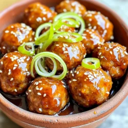 To make these tasty meatballs, you will need: - 1 lb ground chicken (or beef/turkey) - 1/2 cup breadcrumbs - 1/4 cup grated Parmesan cheese - 1 large egg - 2 cloves garlic, minced - 1 teaspoon onion powder - 1 teaspoon salt - 1/2 teaspoon black pepper - 1/4 teaspoon red pepper flakes (optional) - 1/2 cup honey - 1/4 cup soy sauce - 1 tablespoon apple cider vinegar - 1 teaspoon sesame oil (or olive oil) - 1 teaspoon cornstarch mixed with 2 teaspoons water for thickening These ingredients come together to create a savory flavor that you will love. You can play with the recipe by adding: - Fresh herbs like parsley or cilantro for a fresh taste - Crushed garlic for an extra punch - Different types of meat or plant-based options for variety - More spices to make it unique These options let you customize your meatballs to fit your mood or diet. For a beautiful presentation, try garnishing with: - Sliced green onions - Sesame seeds These garnishes not only look good but add extra flavor, making your dish even more delicious. First, grab a large bowl. Add 1 pound of ground chicken (or beef/turkey). Mix in 1/2 cup of breadcrumbs and 1/4 cup of grated Parmesan cheese. Crack in 1 large egg. Then, add 2 minced garlic cloves, 1 teaspoon of onion powder, 1 teaspoon of salt, and 1/2 teaspoon of black pepper. If you like heat, add 1/4 teaspoon of red pepper flakes. Use your hands to mix everything until it’s well combined. Now, preheat your oven to 400°F (200°C). Line a baking sheet with parchment paper. Wet your hands a bit. Shape the meat mixture into small balls, about 1 inch wide. Place them on the baking sheet. Bake the meatballs for 15-20 minutes. Look for a golden brown color and make sure they’re cooked through. While the meatballs bake, it’s time for the glaze. In a saucepan, add 1/2 cup of honey, 1/4 cup of soy sauce, 1 tablespoon of apple cider vinegar, and 1 teaspoon of sesame oil. Heat it over medium heat until it simmers. In a small bowl, mix 1 teaspoon of cornstarch with 2 teaspoons of water. Add this slurry to the saucepan. Stir it until the sauce thickens, which takes about 2-3 minutes. Remove it from heat. Once the meatballs are done, transfer them to a big bowl. Pour the honey garlic glaze over them. Gently toss to cover each meatball. Enjoy! To make a great glaze, start with the right ratio. Use half a cup of honey and a quarter cup of soy sauce. This mix gives you the sweet and salty flavor you want. Heat it over medium heat, and let it simmer. When it starts to bubble, mix in a cornstarch slurry. This mixture helps thicken the glaze. Stir until it looks shiny and coats a spoon well. If it’s too thick, add a splash of water. If it’s too thin, simmer a bit longer. Baking the meatballs is my favorite method. It makes them crispy on the outside and juicy inside. Preheat your oven to 400°F (200°C) for best results. Line your baking sheet with parchment paper to prevent sticking. Shape the meatballs into one-inch rounds. Keep them spaced apart for even cooking. Bake for 15 to 20 minutes or until they are golden brown. This way, you avoid frying and keep it healthier. One mistake is overmixing the meatball mix. This can make them tough. Just mix until everything is combined. Another mistake is not checking the meatballs' doneness. Use a meat thermometer to ensure they reach 165°F (74°C). If you skip the glaze step, your meatballs will miss that sweet flavor. Lastly, don't forget to garnish! Sliced green onions and sesame seeds add color and flavor. {{image_2}} You can switch up the meat for these meatballs. Ground chicken is great, but you can also use ground beef or turkey. Each choice gives a different taste. If you want a leaner option, turkey is a good pick. Beef offers a richer flavor. Feel free to mix meats too! Combining chicken and beef can create a unique taste. There are many ways to add flavor to your meatballs. You can add fresh herbs like parsley or basil for a fresh touch. Try adding some grated ginger for a zing. You could also include shredded carrots for extra texture and sweetness. If you like heat, toss in more red pepper flakes. Adjust the honey in the glaze for more or less sweetness. These meatballs shine at any meal. Serve them as an appetizer at a party. Pair them with rice or noodles for a full meal. You can also put them in a sub with cheese and veggies for a tasty sandwich. Top with green onions and sesame seeds for a nice finish. To store leftover meatballs, let them cool first. Place them in an airtight container. You can keep them in the fridge for up to 3 days. Make sure they are fully covered to prevent drying out. Label the container with the date for reference. If you want to freeze the meatballs, do it as soon as they cool. Arrange them on a baking sheet first. Freeze them until firm, then transfer to a freezer bag. Remove as much air as possible. You can freeze them for up to 3 months. When ready to eat, thaw them overnight in the fridge. To reheat meatballs, use the oven for best results. Preheat your oven to 350°F (175°C). Place the meatballs on a baking sheet and cover with foil. Heat for about 15-20 minutes or until warm. You can also reheat them in the microwave for 1-2 minutes. Just check to ensure they are heated through. Yes, you can use ground beef instead of chicken. Both meats work well in this recipe. Ground turkey is another great option. Each meat brings its unique flavor, so pick what you like most. Just be sure to adjust cooking times if needed. Beef may take a bit longer to cook through. To add some heat to your glaze, include more red pepper flakes. Start with 1 teaspoon for a noticeable kick. You can also add a dash of hot sauce or a pinch of cayenne pepper. Mixing in fresh minced chili peppers will give it a fresh and spicy flavor. These meatballs pair well with many sides. Here are some tasty options: - Steamed rice - Quinoa - Stir-fried vegetables - Mashed potatoes - A fresh green salad Choose your favorite to balance the sweet and savory notes of the meatballs. In this post, we explored the tasty world of honey garlic glazed meatballs. We covered the key ingredients, step-by-step instructions, and helpful tips. You can even try different meats and flavors for variety. Remember, storing leftovers properly keeps them fresh for later. Enjoy making this dish and impressing friends or family. With these tricks, your meatballs will shine at every meal. Happy cooking!