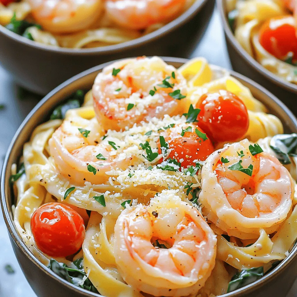 - 1 pound large shrimp, peeled and deveined - 8 ounces fettuccine pasta - 2 tablespoons Cajun seasoning - 1 tablespoon olive oil - 3 cloves garlic, minced - 2 cups chicken broth - 1 cup heavy cream - 1 cup grated Parmesan cheese - 1 cup cherry tomatoes, halved - 1 cup spinach leaves - Salt and pepper to taste - Fresh parsley, chopped (for garnish) Each ingredient plays a key role in the dish. The shrimp adds protein, while the pasta provides a hearty base. Cajun seasoning brings a kick of flavor. Olive oil helps to sauté the garlic, which adds a lovely aroma. The chicken broth adds depth and keeps the pasta moist. Heavy cream makes the sauce rich and creamy. Parmesan cheese adds a savory note, while cherry tomatoes and spinach give color and freshness. When you season with salt and pepper, it enhances the flavors. Fresh parsley on top makes it look nice. Each bite will be a tasty mix of flavors, making this a meal to remember. First, heat 1 tablespoon of olive oil in a large pot over medium heat. Next, add 3 cloves of minced garlic and sauté for 1-2 minutes. You want the garlic fragrant, not burnt. Then, take 1 pound of shrimp, peeled and deveined, and sprinkle 2 tablespoons of Cajun seasoning over them. Toss the shrimp until they are coated well. Add the seasoned shrimp to the pot and cook for 2-3 minutes on each side. Look for the shrimp to turn pink and curl up. Once cooked, remove them from the pot and set them aside. In the same pot, pour in 2 cups of chicken broth and bring it to a simmer. This will add flavor to your pasta. Add 8 ounces of fettuccine pasta to the pot. Cook according to the package directions, which usually takes about 8-10 minutes. Stir the pasta occasionally to prevent sticking. When it is al dente, lower the heat to prepare for the sauce. Now it's time to make the creamy sauce. Stir in 1 cup of heavy cream and 1 cup of grated Parmesan cheese. Mix everything until the cheese melts and the sauce thickens. It should look smooth and creamy. Next, add 1 cup of halved cherry tomatoes and 1 cup of fresh spinach leaves. Stir until the spinach wilts and the tomatoes soften. This adds color and nutrients to your meal. Return the cooked shrimp to the pot. Mix everything gently until it is all combined and heated through. Taste the dish, and adjust the seasoning with salt and pepper to your liking. This is the moment to make it perfect for your palate. Let the dish rest for a couple of minutes to thicken, if desired. Now, you’re ready to serve a delicious bowl of One-Pot Cajun Shrimp Alfredo! - How to achieve perfectly cooked shrimp: Cook shrimp quickly over medium heat. When they turn pink and curl up, they are done. Avoid overcooking, as this makes them tough. Keep an eye on them! - Ensuring creamy Alfredo sauce consistency: To get a smooth sauce, add heavy cream slowly. Stir well to combine with cheese. If the sauce is too thick, add a splash of chicken broth. - Adding more Cajun seasoning for spice: If you love heat, don’t hold back! Add more Cajun seasoning for a stronger flavor. Just sprinkle a little at a time and taste as you go. - Incorporating other vegetables or proteins: Mix in bell peppers, zucchini, or mushrooms for added flavor and nutrition. You can also swap shrimp for cooked chicken or sausage for a tasty twist. - Serving suggestions with garnishes: Serve your dish in deep bowls. Top with fresh parsley and extra Parmesan cheese. This makes it look fancy and appetizing. - Storing leftovers for later enjoyment: Store any leftovers in an airtight container. Keep them in the fridge for up to three days. Reheat gently to enjoy again! {{image_2}} You can swap shrimp for chicken or sausage. Both options add great flavor. Chicken works well if you cook it until golden. Sausage gives a nice spice kick. For a vegetarian option, use plant-based proteins like tofu or tempeh. These proteins soak up the sauce well. Fettuccine is classic for this dish, but feel free to try others. Penne or linguine can work just as well. If you need a gluten-free choice, look for gluten-free pasta. Many brands taste great and hold up in the sauce. Want to switch up the taste? Try adding new herbs like basil or thyme. You can also spice it up with crushed red pepper flakes. If you crave a different sauce flavor, mix in some pesto or sun-dried tomatoes. These tweaks can take your dish to a whole new level. To keep your One-Pot Cajun Shrimp Alfredo fresh, store it properly. Use airtight containers to prevent moisture loss. Glass or plastic containers work well. Let the dish cool before sealing. This helps avoid condensation inside the container. You can keep it in the fridge for up to three days. For longer storage, freeze it in portions. It can last up to three months in the freezer. When reheating, I recommend using the stovetop for the best texture. Heat a pan over medium-low heat. Add a splash of chicken broth or cream to keep it moist. Stir frequently to prevent sticking. Reheat for about five to seven minutes until warm. You can also use the microwave. Heat in short bursts of one minute, stirring in between. This ensures even heating without overcooking the shrimp. The total time for this dish is about 30 minutes. You will need 10 minutes for prep. Cooking the pasta and shrimp takes about 20 minutes. It is quick and easy! Yes, you can make this dish ahead of time. Cook the shrimp and pasta, then cool them. Store in airtight containers. Keep the sauce separate. Reheat them before serving for best results. You can serve this meal with simple sides. Here are some ideas: - Garlic bread - Green salad - Steamed vegetables - Roasted asparagus These sides complement the creamy Alfredo well. Yes, you can make it healthier. Here are some tips: - Use whole wheat pasta. - Substitute light cream for heavy cream. - Add more vegetables like bell peppers or zucchini. - Reduce cheese for fewer calories. These changes keep the dish tasty while cutting calories. This blog post covers everything you need to make a delicious Cajun Shrimp Alfredo. We explored the key ingredients, step-by-step instructions, cooking tips, and variations. You learned how to enhance flavor and store leftovers. This dish is not just tasty; it’s adaptable to your needs. Whether you want to experiment with proteins or make it healthier, the options are endless. Enjoy the cooking journey and savor your creamy, spicy masterpiece!