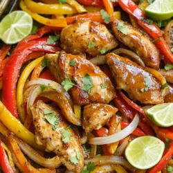 - 1.5 lbs boneless, skinless chicken thighs - 2 bell peppers (red and yellow), sliced - 1 medium onion, sliced - 3 tablespoons honey - 3 tablespoons soy sauce I love using boneless, skinless chicken thighs for this recipe. They stay juicy and tender after baking. The bell peppers and onion add sweetness and crunch. Honey brings a nice glaze, while soy sauce adds depth. Together, these main ingredients create a delicious base for fajitas. - 2 tablespoons olive oil - 3 cloves garlic, minced - 1 teaspoon ground cumin - 1 teaspoon smoked paprika - 1/2 teaspoon chili powder - Salt and pepper to taste The seasonings make these fajitas pop. Olive oil helps the marinade stick and adds richness. Minced garlic gives a strong flavor that I love. Cumin brings a warm, earthy taste. Smoked paprika adds a hint of smokiness, while chili powder gives a slight kick. Don't forget to season with salt and pepper! - Tortillas - Fresh cilantro, chopped - Lime wedges Serving these fajitas is a joy! Warm tortillas are a must. They hold all the tasty fillings. Fresh cilantro adds a burst of flavor and freshness. Lime wedges are perfect for squeezing over the fajitas, adding a zesty touch. These garnishes complete the dish and make it a feast for the senses! - Set the oven to 425°F (220°C). - Line a large baking sheet with parchment paper for easy cleanup. - In a big bowl, combine 3 tablespoons of honey and 3 tablespoons of soy sauce. - Add 2 tablespoons of olive oil, 3 cloves of minced garlic, 1 teaspoon of ground cumin, 1 teaspoon of smoked paprika, and 1/2 teaspoon of chili powder. - Season with salt and pepper to taste. - Whisk the mixture to combine all the flavors well. - Toss 1.5 lbs of sliced chicken thighs in the marinade until fully coated. - Let the chicken marinate for at least 15 minutes. This time boosts its flavor. - After marinating, spread the chicken strips evenly on the prepared baking sheet. - Scatter 2 sliced bell peppers and 1 sliced onion around the chicken. - Drizzle any extra marinade over the vegetables. - Bake in the oven for about 25-30 minutes. The chicken should be fully cooked, and the veggies should be tender and slightly caramelized. To make your fajitas shine, focus on marinating. Let the chicken sit in the marinade for at least 15 minutes. This gives the chicken time to soak up the sweet and savory flavors. If you can, let it marinate even longer for more taste. Also, measure your ingredients carefully. Too much honey makes it too sweet, and not enough soy sauce can dull the flavor. When cooking, you want to check the chicken doneness. Use a meat thermometer to ensure it reaches 165°F (74°C). This keeps it safe to eat. For veggies, check if they're tender. You want them to be soft but not mushy. They should have a nice, slight crunch when you bite into them. For the best tortillas, use flour tortillas. They are soft and hold the filling well. You can also try corn tortillas for a gluten-free option. Pair your fajitas with simple sides like rice or beans. A fresh salad can also work well. As for drinks, consider a light beer or a refreshing lemonade to balance the flavors. {{image_2}} You can switch things up with different proteins. Try shrimp or tofu for a fun twist. Each option brings its own taste and texture. Feel free to mix in more veggies. Zucchini, mushrooms, or corn add color and crunch. The key is to find what you love. Want more heat? Add sliced jalapeños to the mix. They bring a nice kick without overpowering. Fresh herbs also brighten the dish. Try cilantro or parsley for a fresh taste. Just sprinkle them on top before serving for extra flavor. Let your creativity shine when serving. Turn these fajitas into a bowl or salad. Just layer the chicken and veggies over rice or greens. You can also use them as a burrito filling. Just wrap everything in a tortilla for a hearty meal. Store leftovers in airtight containers. Glass or plastic containers both work well. Make sure to cool the fajitas first. They can last in the fridge for up to three days. After that, the chicken may dry out, and the veggies can lose their crunch. You can reheat in the microwave or oven. The microwave is quick but may make the chicken soggy. For better texture, use the oven. Preheat it to 350°F (175°C) and bake for about 10 minutes. You can freeze the fajitas for later. Place them in freezer-safe bags. Squeeze out as much air as possible to avoid freezer burn. They can stay frozen for up to three months. When you’re ready to eat, thaw them in the fridge overnight. Reheat in the oven or microwave as needed. Yes, you can use chicken breast. However, thighs are juicier and more tender. Chicken breasts cook faster and can be drier. If you choose breasts, watch the cooking time closely. You want them to be moist and flavorful. Absolutely! You can mix the marinade a day ahead. Store it in the fridge until you’re ready to use it. This makes cooking super easy on busy days. Just remember to marinate the chicken for at least 15 minutes for the best flavor. There are many tasty options to pair with fajitas. Try serving them with: - Mexican rice - Refried beans - Guacamole - Salsa - Corn on the cob - A fresh salad For drinks, consider serving: - Fresh limeade - Iced tea - A light beer These sides and drinks will make your meal even more enjoyable! This blog post covered how to make delicious honey garlic chicken fajitas. You learned about the key ingredients like chicken thighs and bell peppers, along with the marinade. I provided step-by-step cooking instructions and shared tips for the best flavor. Don’t forget about fun variations and smart storage tips for leftovers. These fajitas are easy to customize, making them a perfect meal for any occasion. Enjoy experimenting in your kitchen and happy cooking!