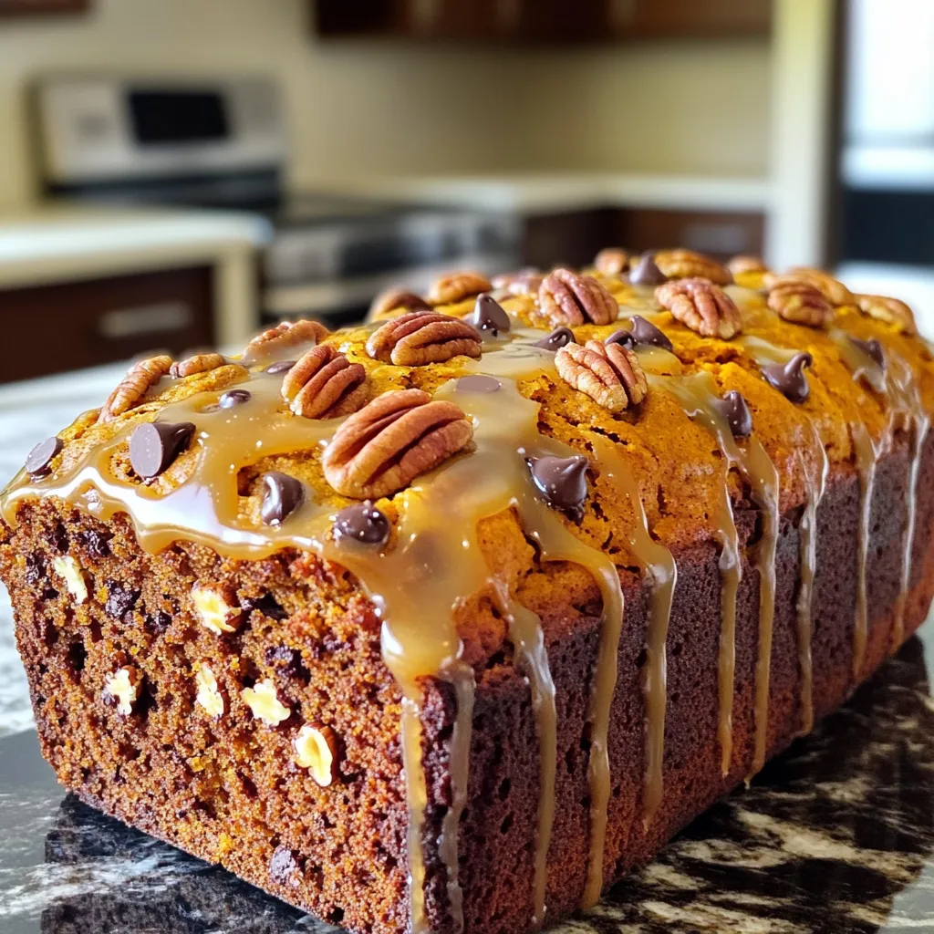 When making the Pumpkin Pecan Loaf, gather these simple ingredients. Each one plays a key role in creating that perfect flavor. - 1 ½ cups pure pumpkin puree - 1 cup granulated sugar - ½ cup light brown sugar, packed - ½ cup vegetable oil - 3 large eggs - 2 teaspoons vanilla extract - 2 cups all-purpose flour - 1 teaspoon baking soda - ½ teaspoon baking powder - 1 teaspoon ground cinnamon - ½ teaspoon ground nutmeg - ½ teaspoon ground ginger - ½ teaspoon salt - 1 cup pecans, roughly chopped - ½ cup chocolate chips (optional) Pumpkin puree gives our loaf that rich taste and moisture. The sugars add sweetness and depth. Vegetable oil keeps the loaf tender. Eggs bind everything, while vanilla adds a warm flavor. The dry ingredients, like flour and spices, create texture and warmth. Pecan nuts offer a nice crunch. If you want, chocolate chips can add a sweet twist. Make sure to measure each ingredient carefully. This helps ensure you get the best results. Now that you have your ingredients ready, you're set for the next steps! 1. Preheat your oven to 350°F (175°C). Grease a 9x5 inch loaf pan and set it aside. This step helps the loaf cook evenly and not stick. 2. In a large bowl, mix the wet ingredients. Combine 1 ½ cups of pure pumpkin puree, 1 cup of granulated sugar, ½ cup of light brown sugar, ½ cup of vegetable oil, 3 large eggs, and 2 teaspoons of vanilla extract. Stir until smooth and well blended. 3. In another bowl, mix the dry ingredients. Whisk together 2 cups of all-purpose flour, 1 teaspoon of baking soda, ½ teaspoon of baking powder, 1 teaspoon of ground cinnamon, ½ teaspoon of ground nutmeg, ½ teaspoon of ground ginger, and ½ teaspoon of salt. This will add flavor and help the loaf rise. 4. Gradually combine the wet and dry ingredients. Slowly add the dry mix to the pumpkin mixture. Stir gently until just combined. Avoid overmixing to keep the loaf light. 5. Fold in the nuts and chocolate chips. Add 1 cup of roughly chopped pecans and ½ cup of chocolate chips if you want a sweeter touch. Make sure they are evenly mixed throughout the batter. 6. Transfer the batter to the pan. Pour the mixture into the prepared loaf pan. Use a spatula to smooth the top for an even bake. 7. Bake and check for doneness. Place the pan in the oven and bake for 60-70 minutes. Use a toothpick to test the center. It should come out clean when the loaf is ready. 8. Let the loaf cool. After baking, allow it to cool in the pan for about 15 minutes. Then, transfer it to a wire rack to cool completely. This helps it set and makes slicing easier. 9. Serving suggestions. For a lovely finish, drizzle a simple glaze made from powdered sugar and orange juice over the top. Garnish with whole pecans. Enjoy your loaf with a hot cup of tea or coffee! Mixing the batter well is key. Start with the wet mix. Combine the pumpkin puree, sugars, oil, eggs, and vanilla until smooth. Then, mix the dry ingredients in a separate bowl. This helps keep the flour from clumping. When you add the dry mix to the wet, stir gently. Overmixing can lead to a tough loaf. You want a light and fluffy texture. For the perfect crumb, ensure your ingredients are at room temperature. Cold eggs or oil can affect how well they blend. Always check your oven temperature too. An oven thermometer can help make sure it’s accurate. If you want to swap sugars, try coconut sugar or maple syrup. They add a unique taste. For oils, you can use melted coconut oil or applesauce for a lighter option. For gluten-free baking, almond flour and oat flour are great choices. You may need to mix them for a better texture. Just remember to add a bit of xanthan gum to help bind everything together. Adding spices can boost flavor. Try a dash of allspice or cardamom for a new twist. You can also use almond or orange extract for a different taste. For texture, consider adding dried cranberries or walnuts. They mix well with pecans and add a fun crunch. You can also toss in chocolate chips for a sweet surprise. {{image_2}} You can boost the taste of your pumpkin pecan loaf by adding dried fruits. Dried cranberries or raisins work well. You could also try other nuts like walnuts or almonds for a different crunch. If you love pumpkin spice, feel free to add more cinnamon, nutmeg, or ginger. This will give your loaf a warm, cozy flavor. For those who follow a vegan diet, you can swap the eggs with unsweetened applesauce. Use a flaxseed meal mix instead, which is just ground flaxseed and water. For a low-sugar option, reduce the sugar by half. You can also try using natural sweeteners like honey or maple syrup. These changes keep the loaf tasty while fitting your dietary needs. If you want to try a savory version, think about adding cheese or herbs. A bit of feta or cheddar can create a unique flavor. Fresh herbs like rosemary or thyme can add a lovely aroma and taste. This twist makes your loaf perfect for brunch or a snack. To keep your pumpkin pecan loaf fresh, you have some easy options. First, for short-term storage, wrap the loaf tightly in plastic wrap or foil. This keeps moisture in and prevents it from drying out. You can store it on the counter for up to three days. If you want to keep it longer, consider freezing it. For long-term storage, slice the loaf before freezing. Wrap each slice in plastic wrap, then place them in a freezer-safe bag. This way, you can grab just what you need. Your pumpkin pecan loaf can last up to three months in the freezer. At room temperature, your pumpkin pecan loaf stays fresh for about three days. If you live in a warm and humid area, check it daily. To extend its life, you can refrigerate the loaf. When stored in the fridge, it can last for about a week. Just remember to wrap it well to prevent it from absorbing other smells. Reheating is simple and keeps the loaf moist. You can use the microwave, or the oven, depending on your preference. For the microwave, place a slice on a microwave-safe plate. Heat it for about 10-15 seconds. If you want a crispier texture, use the oven. Preheat it to 350°F (175°C) and bake the slice for about 5-7 minutes. This method makes the loaf warm and delightful again. How do you know when the loaf is done baking? You can check if the loaf is done by inserting a toothpick into the center. If it comes out clean, the loaf is ready. If it has batter on it, bake a bit longer. The top should also be golden brown. Can I make this loaf ahead of time? Yes, you can make this loaf ahead of time. Once it cools, wrap it in plastic wrap. Store it in the fridge for up to a week. You can also freeze it for later. Just make sure to wrap it well. What can I substitute for pumpkin puree? If you don't have pumpkin puree, use mashed bananas or applesauce. Both will give a nice flavor and moisture. Sweet potato puree is also a great option. How can I make it less sweet? To lower the sweetness, cut back on sugar by ¼ cup. You may also replace some sugar with unsweetened applesauce. This can add flavor without too much sweetness. What is the best way to add chocolate chips? For chocolate chips, fold them in gently at the end. Make sure to use mini chips if you want them spread evenly. This will help them not sink to the bottom. What to serve with pumpkin pecan loaf? This loaf pairs well with a hot cup of tea or coffee. It also tastes great with a pat of butter or a drizzle of honey. For a twist, serve it with a scoop of vanilla ice cream. Can I use this recipe for muffins instead? Yes, you can use this recipe to make muffins. Just adjust the baking time. Muffins usually bake in about 18-22 minutes at the same temperature. Check with a toothpick to see if they are done. In this post, we covered how to make a delicious pumpkin pecan loaf. We detailed the key ingredients, step-by-step instructions, and shared tips for perfecting your bake. You can swap ingredients for dietary needs and explore creative variations. Remember to store your loaf properly to keep it fresh. With this guide, you're ready to enjoy a warm slice of pumpkin pecan loaf. So, gather your ingredients and start baking today!