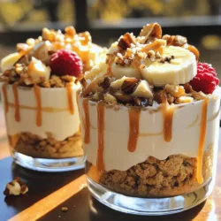 To make these tasty cups, you will need: - 2 cups Greek yogurt (plain or vanilla-flavored) - 1/2 cup salted caramel sauce (store-bought or homemade) - 1/4 cup crushed graham crackers - 1/4 cup chopped nuts (like pecans or walnuts) - Sea salt flakes for garnish Each of these ingredients plays a key role. The Greek yogurt gives a creamy base. The salted caramel adds sweetness and a salty kick. Graham crackers bring a crunchy texture, while nuts add extra flavor and crunch. You can make your cups even better with these extras: - Fresh fruit (like banana slices or berries) - A drizzle of chocolate sauce - A sprinkle of cinnamon These toppings not only look good but also add more flavor. Fresh fruit can brighten the dish and make it healthier. Choosing the right ingredients makes a big difference. Look for: - Thick, creamy Greek yogurt without added sugar - Rich, smooth salted caramel sauce - Fresh, crunchy nuts that smell good When you use high-quality items, your dessert tastes better. Always check labels to avoid extra additives. First, grab a mixing bowl. Add 2 cups of Greek yogurt to the bowl. You can use plain or vanilla yogurt. Next, pour in half a cup of salted caramel sauce. Stir gently. Mix until the yogurt and caramel blend well. This step adds a sweet and salty flavor to your yogurt. Now, take four serving cups or bowls. Start by adding half of the yogurt mixture to the bottom of each cup. Spread it evenly. Then, sprinkle a layer of crushed graham crackers on top. Use about 1/4 cup of graham crackers. After that, add a layer of chopped nuts. You can use pecans or walnuts for a nice crunch. Repeat the layers with the remaining yogurt, graham crackers, and nuts. This makes each cup exciting and textured. Once your cups are layered, drizzle the rest of the salted caramel sauce on top. This adds a beautiful shine and flavor. Don’t forget to sprinkle a pinch of sea salt flakes on each cup. This is vital for that perfect salted caramel taste. If you want, top with fresh fruit like banana slices or berries. This gives your cups a colorful look and fresh flavor. Serve these cups right away for the best taste. To get the best flavor, use high-quality Greek yogurt. I recommend plain yogurt for a creamy base. Mixing in salted caramel adds a sweet and salty touch. Use just the right amount of caramel. Too much can make it too sweet. A pinch of sea salt on top enhances all the flavors. You can prepare these cups ahead of time. Layer the yogurt, graham crackers, and nuts in cups. Cover them and store in the fridge. This saves time when you want a quick snack. Just add the salted caramel sauce and sea salt before serving. You can also top with fresh fruit for a nice finish. If you're dairy-free, swap Greek yogurt for coconut yogurt. It gives a similar texture with a hint of coconut flavor. For a gluten-free option, use gluten-free graham crackers or skip them altogether. If you want less sugar, use a sugar-free caramel sauce. This way, you can enjoy a tasty treat that fits your needs. {{image_2}} You can switch up the Greek yogurt flavor for fun. Try using honey yogurt for a sweet twist. A coconut yogurt adds a tropical feel. For something tart, use a lemon-flavored yogurt. Each choice brings new tastes to your cups. Toppings can change your Salted Caramel Greek Yogurt Cups. Try adding mini chocolate chips for extra sweetness. Fresh berries give a nice pop of color and flavor. You can also sprinkle some shredded coconut for a chewy texture. Chopped dark chocolate adds richness and depth. To make lighter cups, you can use low-fat Greek yogurt. This keeps the flavor but cuts calories. Swap the salted caramel for a fruit puree, like mango or strawberry. You can use nuts sparingly or switch to seeds. This way, you still enjoy tasty cups without the extra calories. Store your Salted Caramel Greek Yogurt Cups in airtight containers. This keeps them fresh and tasty. Make sure to separate layers with parchment paper if they stack. Avoid mixing in fresh fruit until you serve. This way, the fruit stays fresh and doesn't make the yogurt soggy. These yogurt cups last up to three days in the fridge. After that, the flavor and texture may change. Check for any off smells or changes in color before eating. If you notice anything odd, it’s best to discard them. You can freeze these yogurt cups, but they may lose some creaminess. If you want to freeze them, use freezer-safe containers. Layer yogurt and toppings, but skip the caramel drizzle. This helps keep everything fresh. When you’re ready to eat, thaw them in the fridge overnight. Enjoy them cold for a refreshing treat! Yes, you can use any yogurt you like. Greek yogurt works best for a thick texture. You can choose plain or vanilla-flavored yogurt based on your taste. If you prefer other types, like regular yogurt, they will work too. Just remember, the flavor might change a bit. Making salted caramel is simple. You need sugar, butter, heavy cream, and sea salt. Start by heating sugar in a pan until it melts and turns golden brown. Then, add butter and stir until melted. Slowly mix in heavy cream and a pinch of sea salt. Let it cool before using it in your yogurt cups. Greek yogurt is versatile and tasty. You can use it in smoothies, parfaits, or dressings. You can also mix it with honey or fruit for a snack. It’s great in savory dishes too, like dips or sauces. The options are endless! Yes, these cups are perfect for meal prep. You can make them ahead and store them in the fridge. Just layer and cover them tightly with plastic wrap. They stay fresh for a few days. Enjoy them as a quick breakfast or snack anytime! You learned how to make delicious Salted Caramel Greek Yogurt Cups. We discussed the key ingredients, steps for making them, and tips for the best results. You saw fun variations and useful storage details. Remember, you can customize flavors and toppings to fit your taste. Feel free to prepare them in advance for quick snacks. These cups are easy to make and great for sharing. Enjoy your tasty treats and impress your friends with this simple recipe!