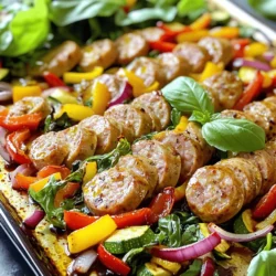 - 4 Italian chicken sausages, sliced - 1 red bell pepper, diced - 1 yellow bell pepper, diced - 1 zucchini, sliced - 1 red onion, chopped - 2 cups baby spinach - 3 tablespoons balsamic vinegar - 2 tablespoons olive oil - 1 teaspoon garlic powder - 1 teaspoon dried oregano - Salt and pepper to taste In this recipe, the Italian chicken sausages stand out with their rich flavors. They add a savory touch that pairs well with fresh veggies. Use fresh bell peppers for sweetness and color. Zucchini brings in a nice texture, while red onion gives a hint of sharpness. The baby spinach adds vibrant greens and a slight earthiness. The balsamic vinegar and olive oil create a tangy and rich glaze that coats everything beautifully. Garlic powder and oregano boost the flavors with warmth and depth. - Fresh basil Fresh basil leaves make a great garnish. They add a burst of color and fresh flavor. Just sprinkle them on top before serving for that added touch of gourmet. - Alternate sausage types - Other vegetables to include Feel free to switch out the sausages if you like. Turkey or plant-based sausages work well too. You can also try other veggies like carrots, broccoli, or asparagus. Each veggie brings its unique taste and texture to your dish. This makes the recipe flexible and fun! - Preheat your oven to 425°F (220°C). This high heat helps the veggies roast nicely. - Chop your veggies: dice the red and yellow bell peppers, slice the zucchini, and chop the red onion. This makes everything cook evenly and look great. - In a large bowl, combine the sliced Italian chicken sausages with all the chopped veggies. - Drizzle 2 tablespoons of olive oil and 3 tablespoons of balsamic vinegar over the mix. This adds a rich flavor. - Sprinkle 1 teaspoon of garlic powder, 1 teaspoon of dried oregano, salt, and pepper. Toss everything well so all the pieces are coated nicely. - Spread the sausage and veggie mix evenly on a large sheet pan. Make sure they have space to roast fully. - Roast in the oven for 20-25 minutes. Stir halfway through to help them cook evenly. The sausages should be cooked through and the veggies tender. - In the last 5 minutes, add 2 cups of baby spinach to the pan. Toss gently until the spinach just wilts. This adds color and nutrition. To ensure even cooking, cut all vegetables to similar sizes. This way, they roast at the same rate. Use a large sheet pan to give enough space. If you crowd the pan, your veggies may steam instead of roast. Stir the ingredients halfway through cooking. This helps everything cook evenly and get a nice color. For added flavor, try different spices like smoked paprika or thyme. A pinch of red pepper flakes adds a nice kick. You can also experiment with marinades. For a tangy twist, mix balsamic vinegar with honey or mustard. Let the sausages marinate for a bit before cooking to soak up those flavors. Pair this dish with garlic bread or quinoa for a complete meal. A fresh salad adds a nice crunch and balances the hearty dish. For presentation, serve it on a large platter, garnished with fresh basil leaves. This adds color and makes it look gourmet. Don't forget to drizzle a little more balsamic on top for extra flavor! {{image_2}} You can easily adjust this recipe for different diets. - Vegetarian version: Replace the chicken sausages with plant-based sausages or roasted chickpeas. This keeps the meal filling and tasty without meat. - Gluten-free alternatives: Use gluten-free sausages and ensure your balsamic vinegar is gluten-free. This way, everyone can enjoy this dish. Changing the spices and ingredients can create new flavors. - Mediterranean twist: Use Italian herbs like rosemary or thyme. Add olives and feta cheese for a bright, tangy taste. - Spicy version with peppers: Toss in some jalapeños or crushed red pepper. This will give your dish a nice kick that warms you up. Using what's fresh can make this dish even better. - Using seasonal vegetables: In summer, add fresh corn or cherry tomatoes. In fall, use butternut squash or Brussels sprouts. Each season brings new tastes. - Holiday-inspired adaptations: For a festive touch, include cranberries or sweet potatoes during the holidays. This adds color and seasonal flavor. To keep your Sheet-Pan Balsamic Sausage & Veggies fresh, place leftovers in an airtight container. This helps prevent moisture loss and keeps flavors intact. Store the container in the fridge for up to three days. If you want to enjoy it later, freezing is a great option. You can reheat your dish in the microwave or oven. For the microwave, place the meal in a safe dish and heat for about two minutes. Stir halfway to ensure even heating. If you prefer the oven, preheat it to 350°F and bake for about 10-15 minutes. This method helps keep the veggies crisp. To keep the veggies fresh, cover them lightly with foil while reheating. To freeze the dish, let it cool completely before transferring it to a freezer-safe container. Label and date the container for easy reference. You can freeze it for up to three months. When ready to eat, thaw in the fridge overnight. For reheating, use the oven method mentioned earlier for the best results. Enjoy your tasty meal again! You can store this dish in the fridge for 3 to 4 days. Keep it in a sealed container. This helps keep it fresh and tasty. If you want to keep it longer, consider freezing it. Just make sure to use an airtight container. When ready to eat, thaw it overnight in the fridge. Yes, you can use any kind of sausage you like. Chicken, pork, or turkey sausages all work well. Feel free to try spicy sausages for a kick. Just remember to adjust the cooking time if you use thicker sausages. Always ensure the sausages reach a safe internal temperature. Absolutely! This recipe is perfect for meal prep. You can make a big batch and divide it into portions. It reheats well, making it easy for busy days. Just store it in individual containers for quick meals. This blog post showed you how to make a tasty sheet-pan meal with Italian chicken sausages and fresh veggies. You learned about main ingredients, cooking steps, and tips for great flavor. Remember, you can switch the sausage or vegetables to suit your taste. Try the different variations and storage tips for easy meal prep. Enjoy the fun of cooking and make it your own! The result will be delicious and satisfying. Happy cooking!